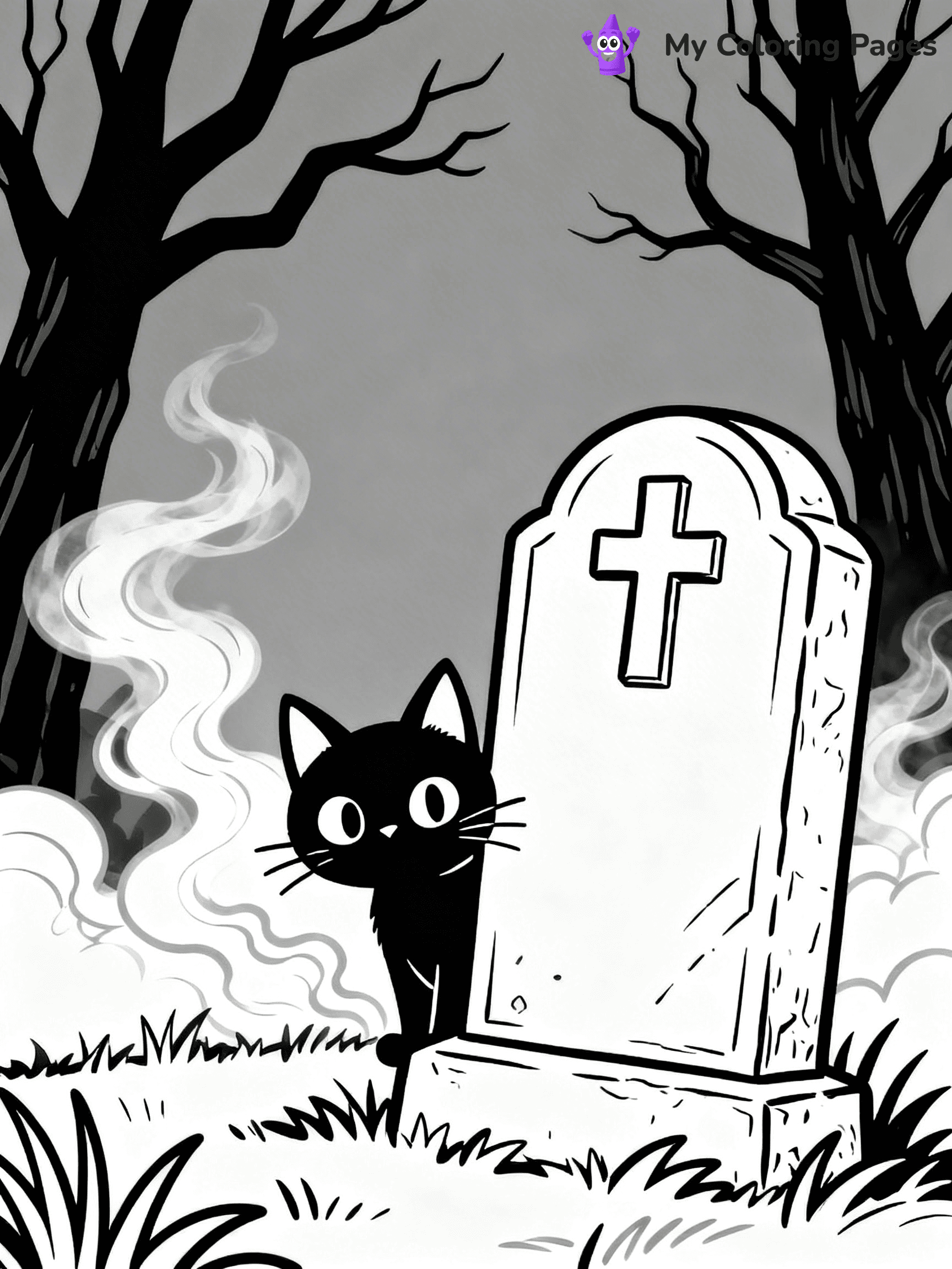 Halloween Coloring Pages Cat - 75