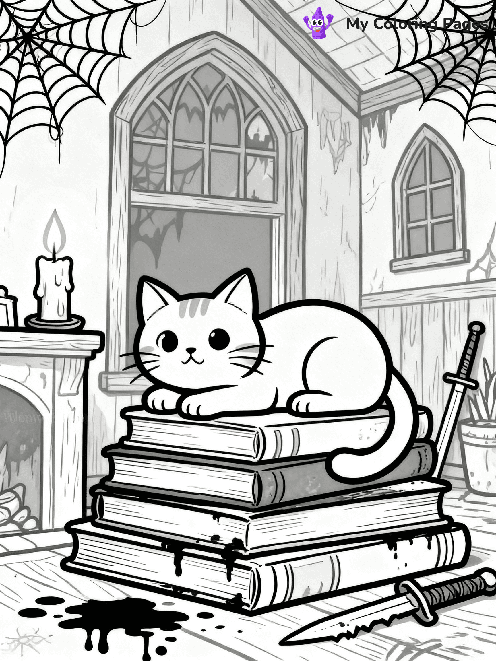 Halloween Coloring Pages Cat - 70