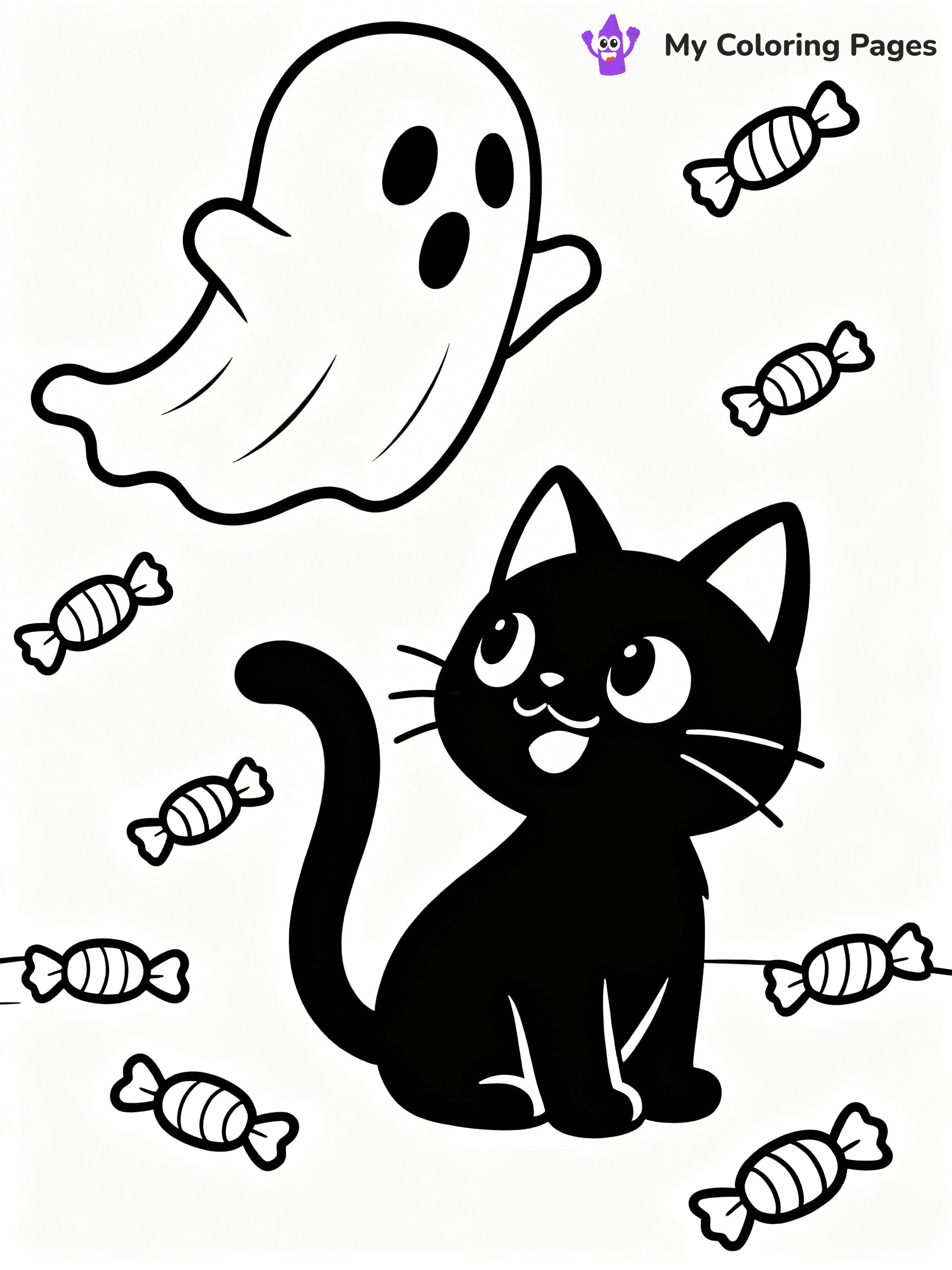 Halloween Coloring Pages Cat - 60