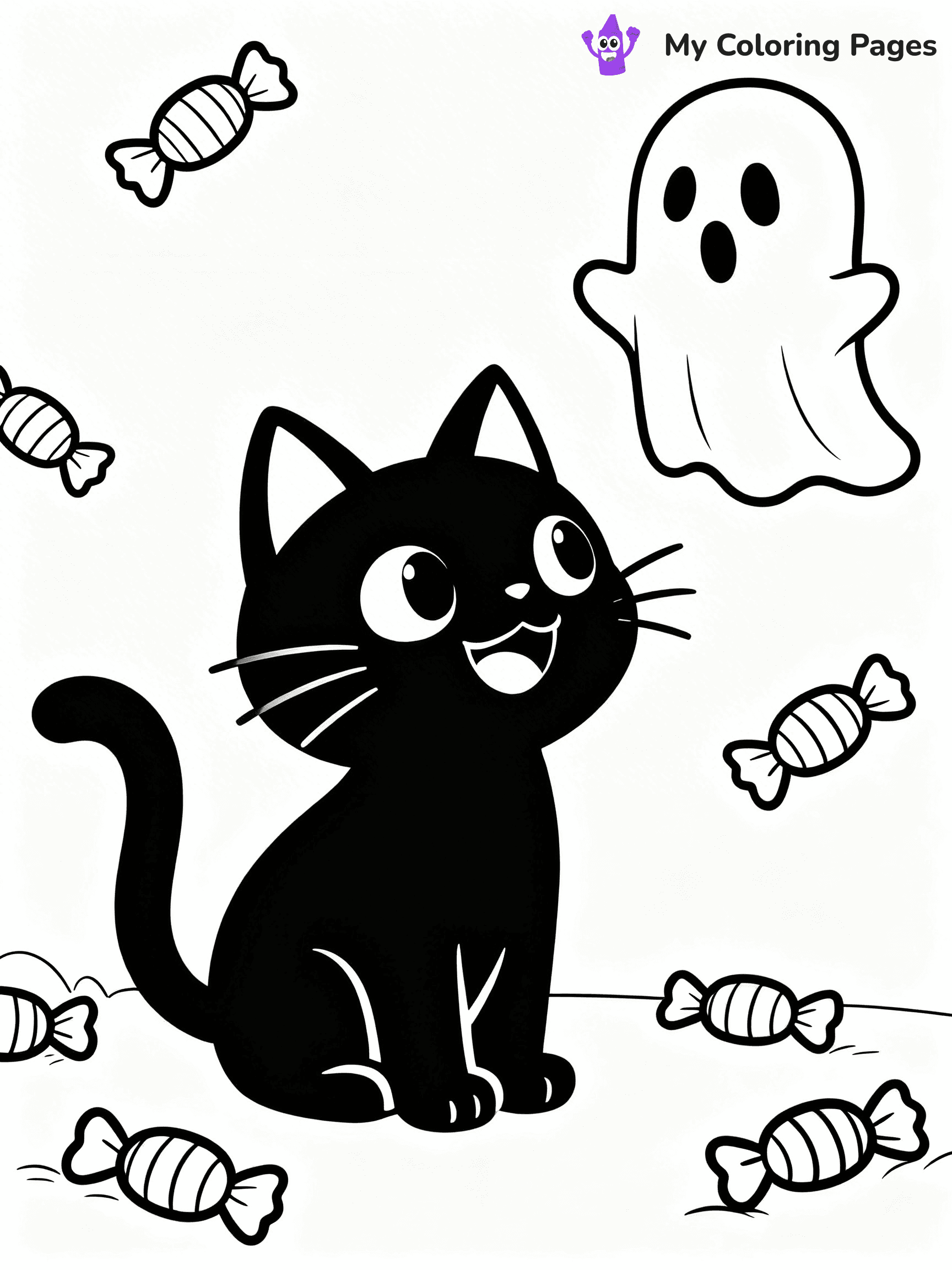 Halloween Coloring Pages Cat - 58