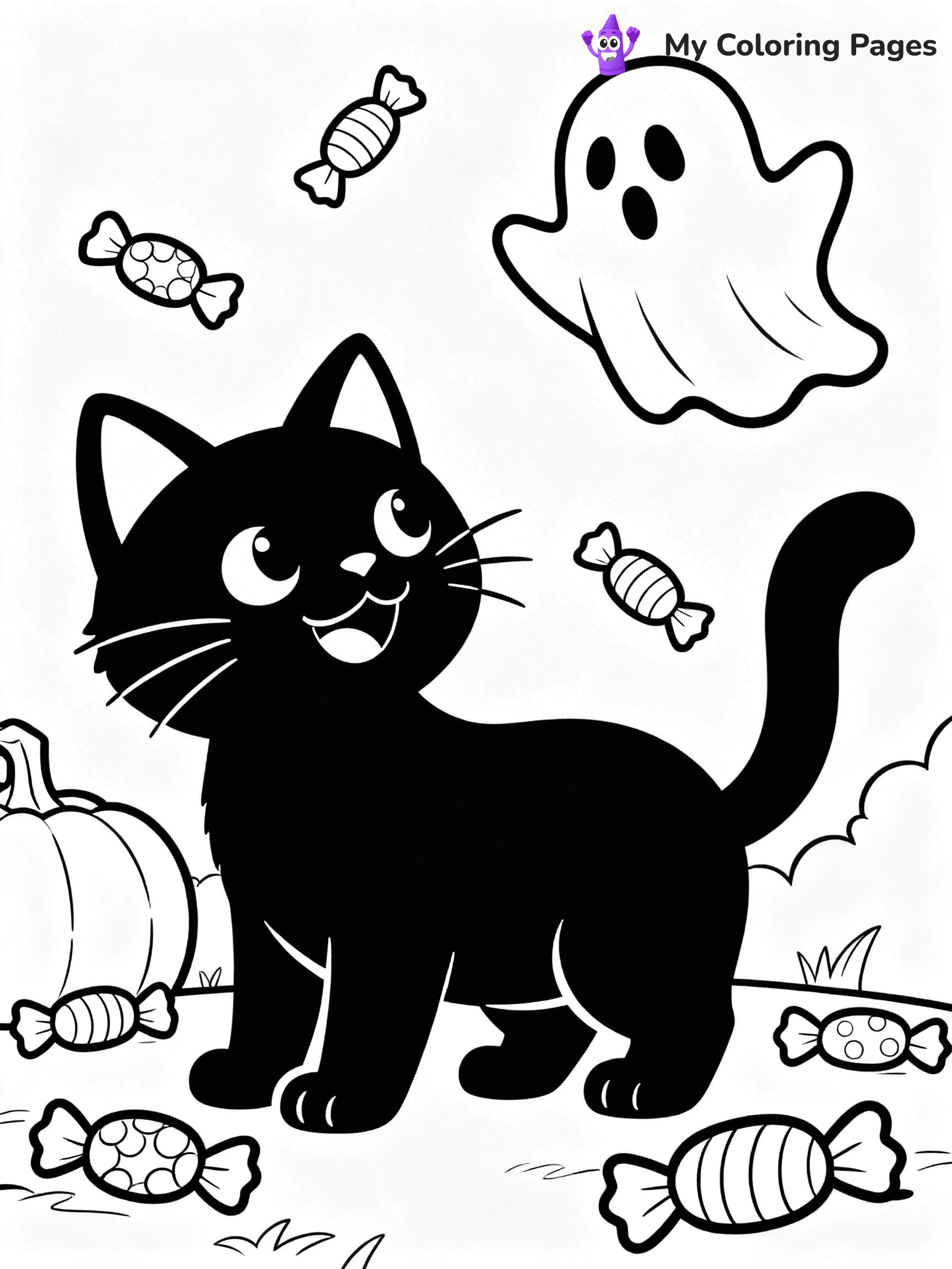 Halloween Coloring Pages Cat - 55