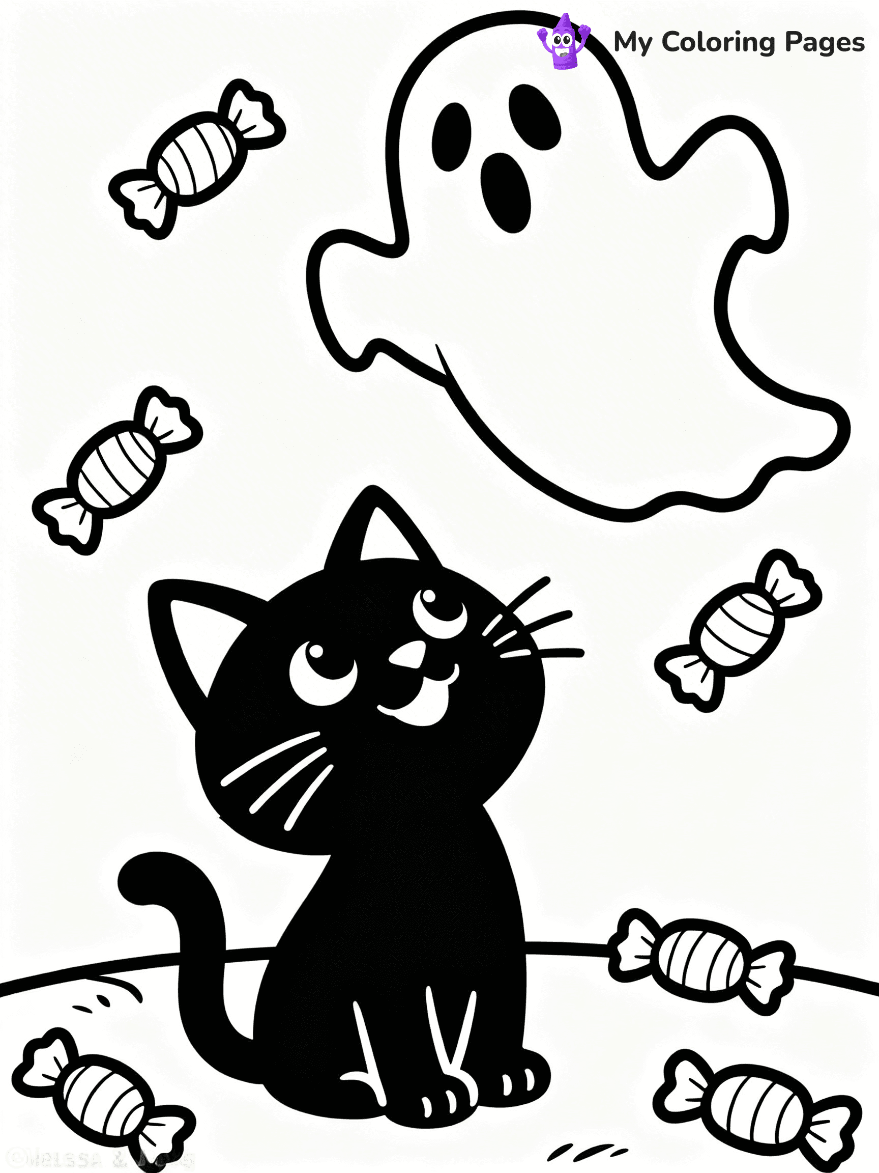 Halloween Coloring Pages Cat - 54