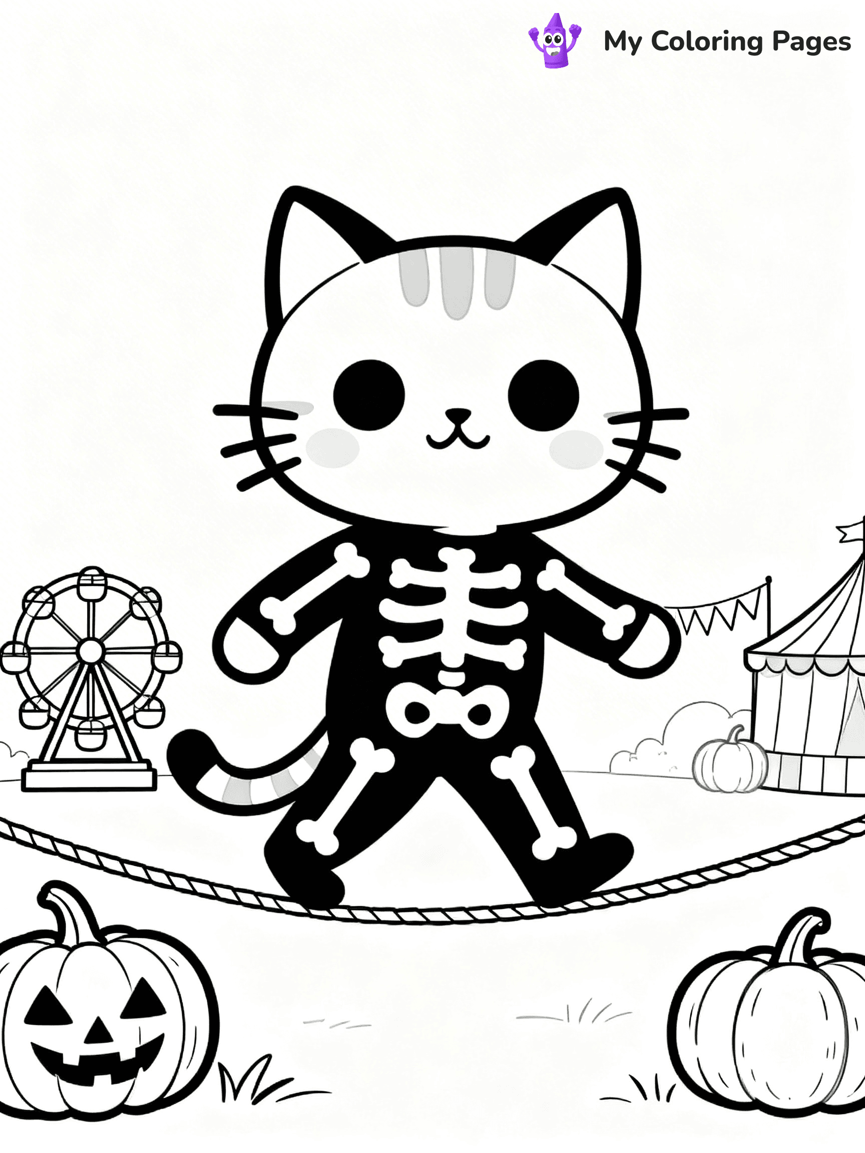 Halloween Coloring Pages Cat - 37