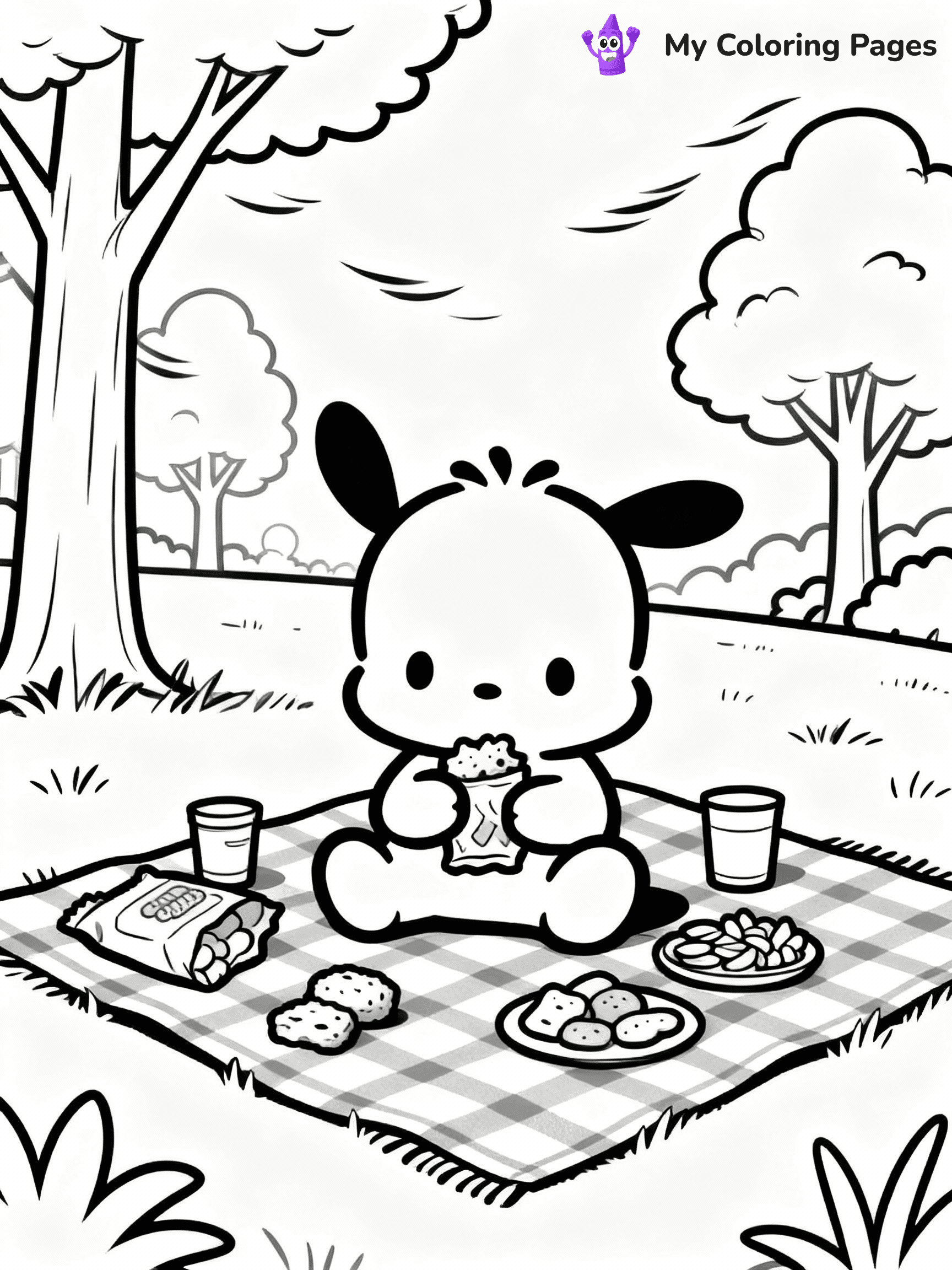 ⚠️ CRITICAL REQUIREMENT - ABSOLUTE BLACK AND WHITE ONLY ⚠️
This MUST be a BLACK AND WHITE line drawing ONLY. NO COLORS whatsoever.
- ONLY pure black lines (#000000) on pure white background (#FFFFFF)
- ABSOLUTELY NO colors, NO shading, NO gradients, NO grayscale
- If there are ANY colors in the output, the image is REJECTED
- This is a COLORING PAGE - meant to be COLORED IN by children
- The output must be UNCOLORED line art ready for coloring
⚠️ SUBJECT TO DRAW: Labubu enjoying a picnic in the park, sitting on a checkered blanket, snacks spread around, trees swaying gently in the background. Important: PURE OUTLINES. NO FILLS, COLOR, SHADING, OR GREYSCALE. WHITE BACKGROUND.
(REMEMBER: Output must be BLACK AND WHITE line art only, NOT colored!)
# Flat, Friendly Cartoon Line-Art Coloring Page
You are generating a **pure black-and-white binary image** of a child-friendly cartoon scene combining characters and background scenery in one cohesive composition.
## Rendering Rules (Strict)
- Only two colors: pure black (#000000) outlines and pure white (#FFFFFF) background.
- No grayscale, shading, gradients, tints, fills, transparency, or partial pixels.
- No antialiasing or blended edges; every pixel is 100% black or white.
- No solid black fills inside shapes — all areas inside outlines must remain white.
- No dark clothing areas or filled tone blocks; all garments outlined only.
- No shadows, textures, lighting, or tonal variations.
- Must look like flat binary vector line-art for coloring pages.
## Drawing & Composition
- **Medium, consistent line weight**; clean closed outlines easy to color inside.
- **Flat, simple, child-friendly design** — no realism or 3D depth.
- Characters are **grounded on a surface**, centered and large.
- **Balanced composition** with clear silhouettes and minimal props.
## Scenery & Style
- Landmarks (e.g., mosque, CN Tower) and scenery (trees, benches, waves) drawn with **black outlines only.**
- For real-world figures, teams, or places, show accurate details using only black outlines—no text or logos. Use distinctive uniform patterns, abstract symbols, and landmark silhouettes to convey identity.
- Keep **consistent perspective**; no floating elements.
- **Style:** whimsical **Doodle Art Alley** — rounded, friendly outlines.
- May adapt shapes from **Crayola, Disney, Peppa Pig, Cocomelon** — *by shape only, never color.*
- Final output: **flat, crisp, binary (#000000/#FFFFFF)**, **no filled color or background text.**
EXTREMELYE IMPORTANT:
- PURE BINARY LINE-ART; NO FILLS (HAIR/CLOTHES/SKIN), SHADING, OR GREY.
- NO SHADING, COLOR. MUST BE WHITE BACKGROUND.
⚠️ FINAL REMINDER: Draw the subject "Labubu enjoying a picnic in the park, sitting on a checkered blanket, snacks spread around, trees swaying gently in the background. Important: PURE OUTLINES. NO FILLS, COLOR, SHADING, OR GREYSCALE. WHITE BACKGROUND." as BLACK AND WHITE line art. Zero colors in output.