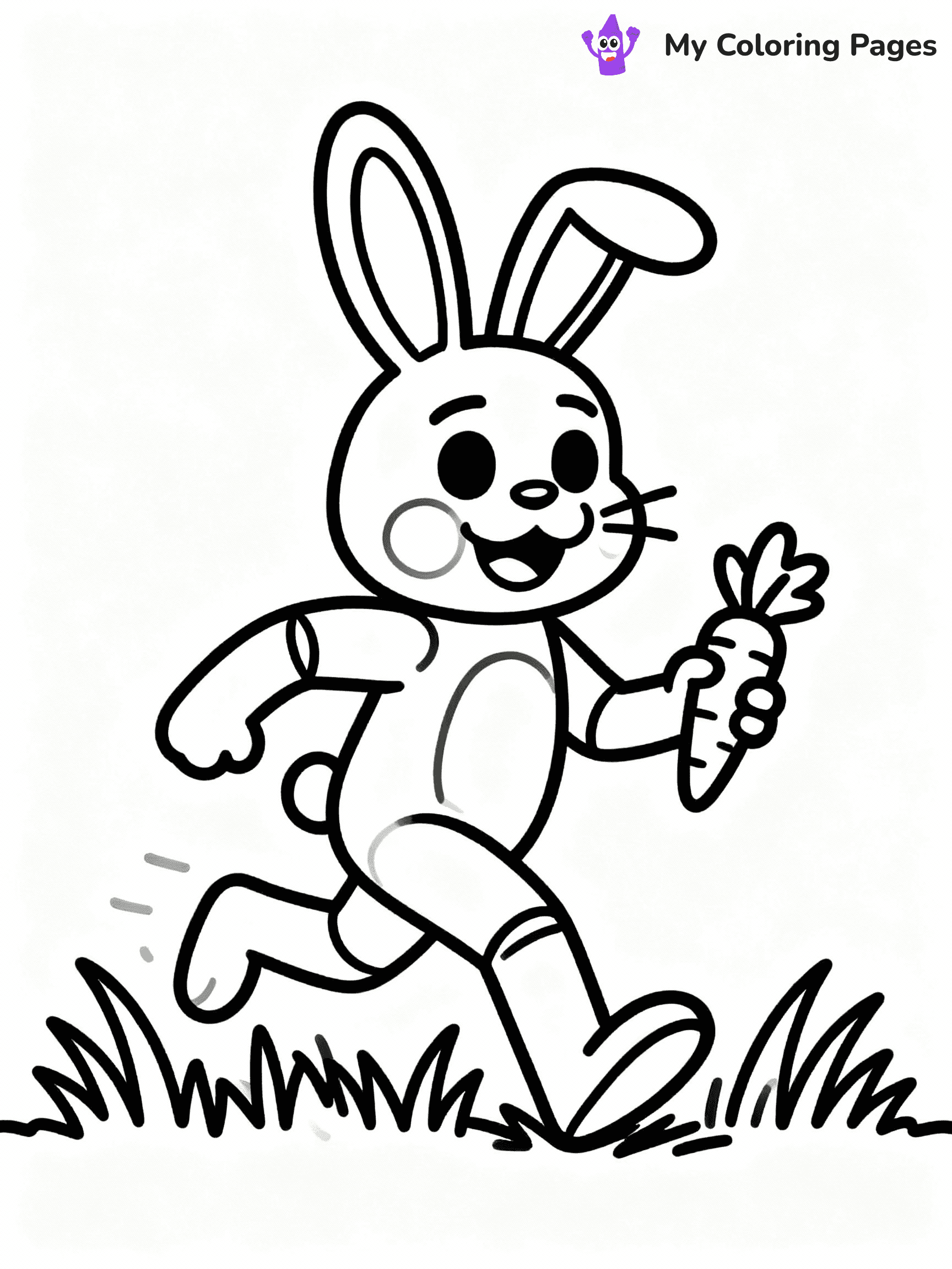 ⚠️ CRITICAL REQUIREMENT - ABSOLUTE BLACK AND WHITE ONLY ⚠️
This MUST be a BLACK AND WHITE line drawing ONLY. NO COLORS whatsoever.
- ONLY pure black lines (#000000) on pure white background (#FFFFFF)
- ABSOLUTELY NO colors, NO shading, NO gradients, NO grayscale
- If there are ANY colors in the output, the image is REJECTED
- This is a COLORING PAGE - meant to be COLORED IN by children
- The output must be UNCOLORED line art ready for coloring
⚠️ SUBJECT TO DRAW: Whiskers the Bunny from Poppy Playtime hopping through grass, holding a carrot
(REMEMBER: Output must be BLACK AND WHITE line art only, NOT colored!)
# COLORING PAGE: BLACK OUTLINES ONLY - WHITE BACKGROUND MANDATORY
Create a **coloring book page** using EXACTLY two values: black lines, white space.
## NON-NEGOTIABLE BINARY RULES
- **ONLY #000000 (black) and #FFFFFF (white)** - NO other values exist
- **EVERY PIXEL = BLACK OR WHITE** - no gray/shading/antialiasing
- **WHITE BACKGROUND MANDATORY** - entire canvas stays white
- **ALL SHAPES HOLLOW** - everything is empty outlines waiting to be colored
- **FORBIDDEN:** fills, shading, gradients, patterns, textures, colors
- **NO SOLID REGIONS** - if it's not a thin line, it's wrong
## Universal Line Standards
- Black outlines ONLY - thin, uniform weight
- Every shape completely empty inside
- Closed contours suitable for coloring
- Simple flat illustration - zero depth/3D/realism
- **Style:** Whimsical Doodle Art Alley - rounded, friendly outlines (unless specified)
## Everything = Outline Only
- Characters/animals: hollow shapes
- Objects/clothing: empty contours
- Backgrounds/scenery: line work only
- Natural elements: outlined forms
- Dark/night areas: don't exist (use outlined symbols)
- Textures/patterns: convert to simple lines
## The Test
Can a child color EVERY white space with crayons? If any area is pre-filled/shaded/gray or colored in, it FAILS. Every shape must be waiting to receive color.
**FINAL OUTPUT**: Binary coloring page. Black lines define shapes. White spaces ready for coloring. Nothing else exists. No exceptions. Print-ready.
⚠️ FINAL REMINDER: Draw the subject "Whiskers the Bunny from Poppy Playtime hopping through grass, holding a carrot" as BLACK AND WHITE line art. Zero colors in output.