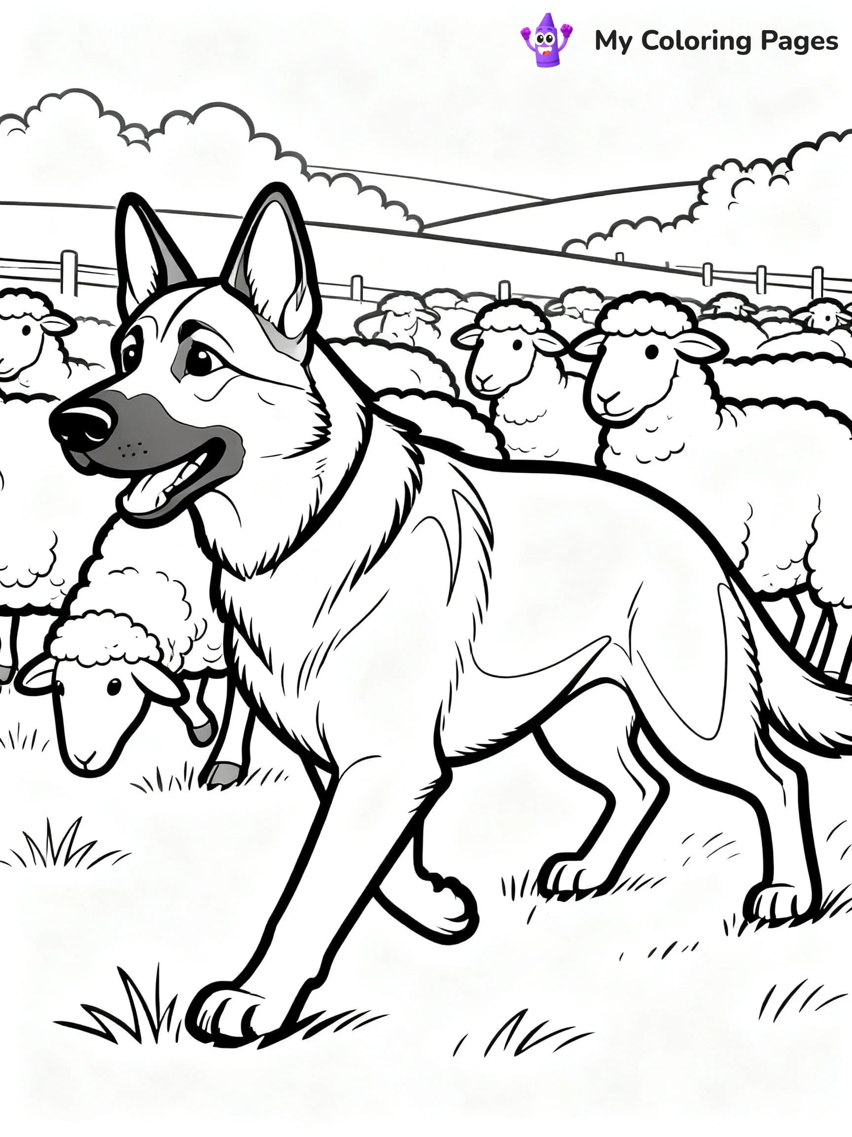Realistic German Shepherd Coloring Pages - 7
