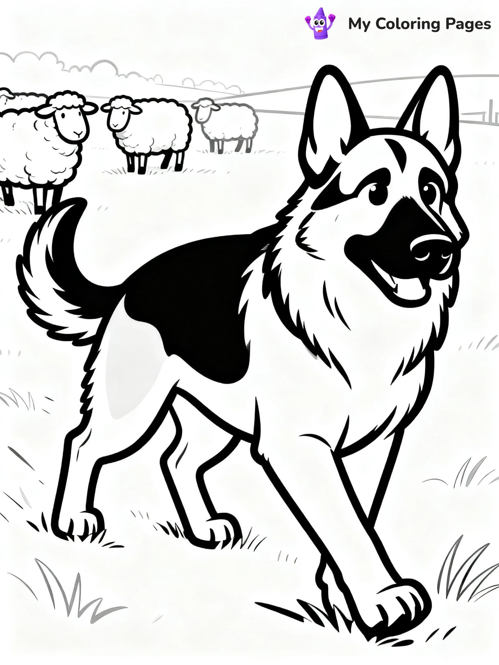 Realistic German Shepherd Coloring Pages - 3