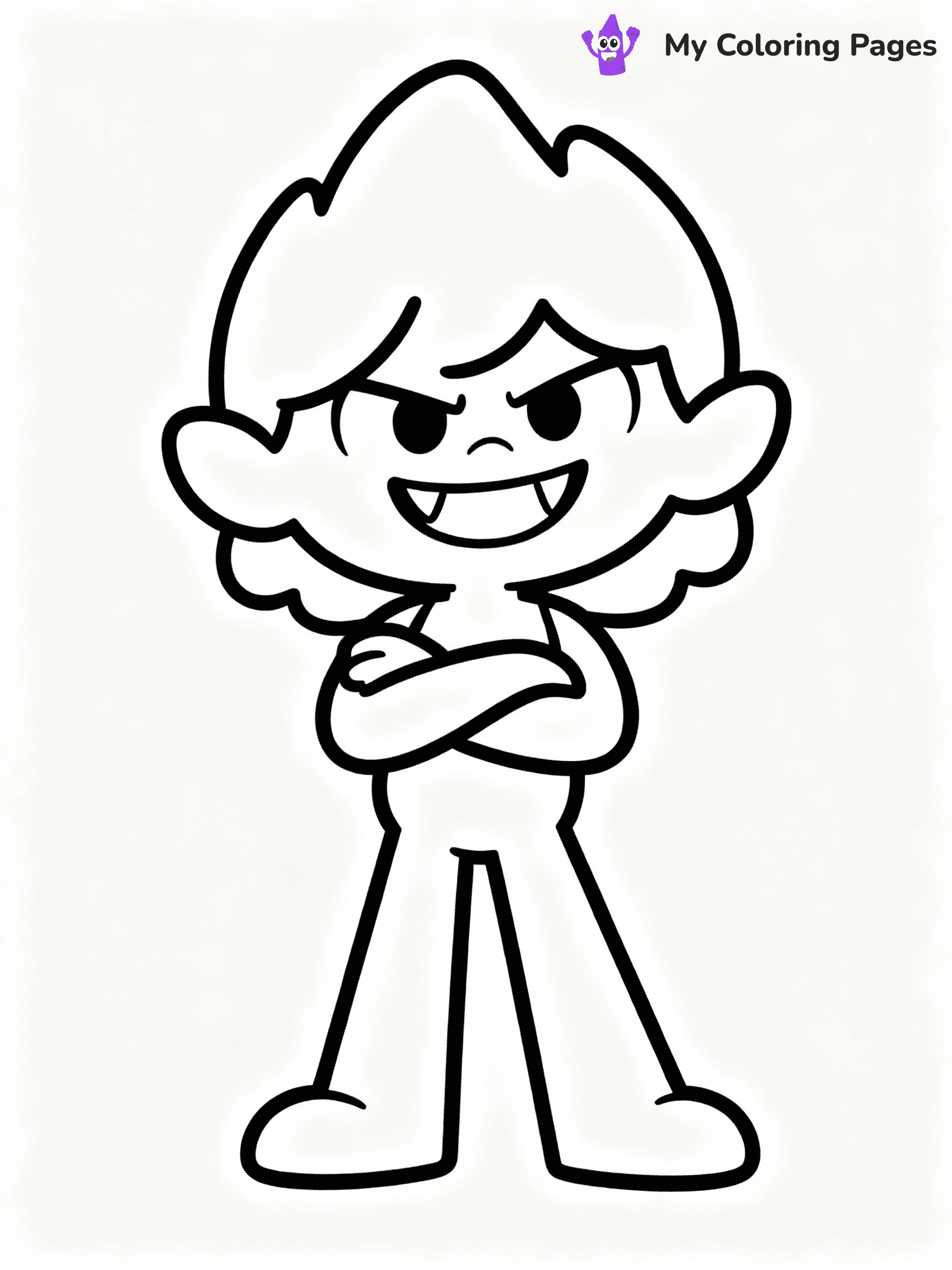 ⚠️ CRITICAL REQUIREMENT - ABSOLUTE BLACK AND WHITE ONLY ⚠️
This MUST be a BLACK AND WHITE line drawing ONLY. NO COLORS whatsoever.
- ONLY pure black lines (#000000) on pure white background (#FFFFFF)
- ABSOLUTELY NO colors, NO shading, NO gradients, NO grayscale
- If there are ANY colors in the output, the image is REJECTED
- This is a COLORING PAGE - meant to be COLORED IN by children
- The output must be UNCOLORED line art ready for coloring
⚠️ SUBJECT TO DRAW: Red from Rainbow Friends in cartoon animation style, standing confidently with arms crossed, a mischievous grin (no color. black and white only)
(REMEMBER: Output must be BLACK AND WHITE line art only, NOT colored!)
# COLORING PAGE: BLACK OUTLINES ONLY - WHITE BACKGROUND MANDATORY
Create a **coloring book page** using EXACTLY two values: black lines, white space.
## NON-NEGOTIABLE BINARY RULES
- **ONLY #000000 (black) and #FFFFFF (white)** - NO other values exist
- **EVERY PIXEL = BLACK OR WHITE** - no gray/shading/antialiasing
- **WHITE BACKGROUND MANDATORY** - entire canvas stays white
- **ALL SHAPES HOLLOW** - everything is empty outlines waiting to be colored
- **FORBIDDEN:** fills, shading, gradients, patterns, textures, colors
- **NO SOLID REGIONS** - if it's not a thin line, it's wrong
## Universal Line Standards
- Black outlines ONLY - thin, uniform weight
- Every shape completely empty inside
- Closed contours suitable for coloring
- Simple flat illustration - zero depth/3D/realism
- **Style:** Whimsical Doodle Art Alley - rounded, friendly outlines (unless specified)
## Everything = Outline Only
- Characters/animals: hollow shapes
- Objects/clothing: empty contours
- Backgrounds/scenery: line work only
- Natural elements: outlined forms
- Dark/night areas: don't exist (use outlined symbols)
- Textures/patterns: convert to simple lines
## The Test
Can a child color EVERY white space with crayons? If any area is pre-filled/shaded/gray or colored in, it FAILS. Every shape must be waiting to receive color.
**FINAL OUTPUT**: Binary coloring page. Black lines define shapes. White spaces ready for coloring. Nothing else exists. No exceptions. Print-ready.
⚠️ FINAL REMINDER: Draw the subject "Red from Rainbow Friends in cartoon animation style, standing confidently with arms crossed, a mischievous grin (no color. black and white only)" as BLACK AND WHITE line art. Zero colors in output.