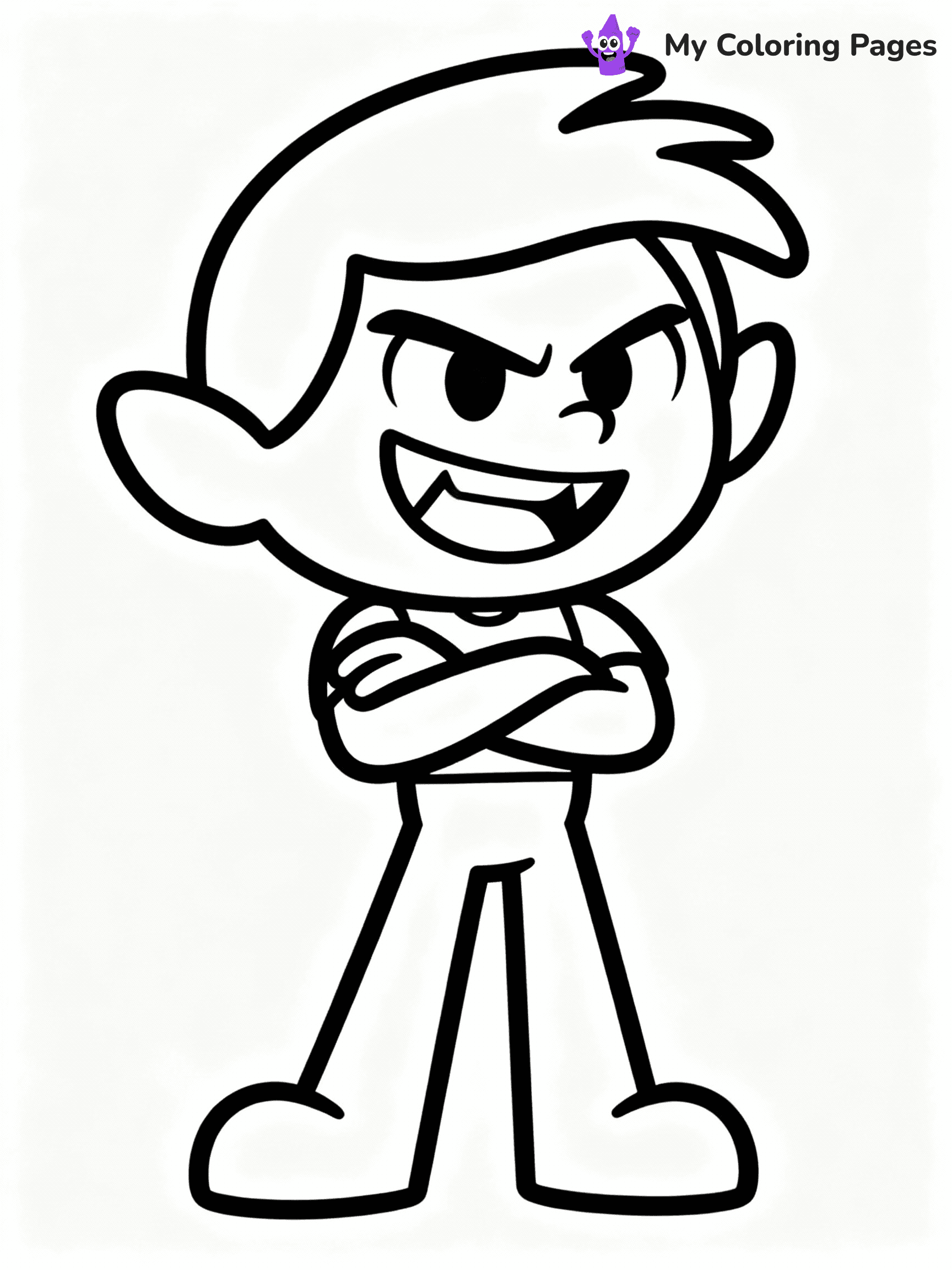 ⚠️ CRITICAL REQUIREMENT - ABSOLUTE BLACK AND WHITE ONLY ⚠️
This MUST be a BLACK AND WHITE line drawing ONLY. NO COLORS whatsoever.
- ONLY pure black lines (#000000) on pure white background (#FFFFFF)
- ABSOLUTELY NO colors, NO shading, NO gradients, NO grayscale
- If there are ANY colors in the output, the image is REJECTED
- This is a COLORING PAGE - meant to be COLORED IN by children
- The output must be UNCOLORED line art ready for coloring
⚠️ SUBJECT TO DRAW: Red from Rainbow Friends in cartoon animation style, standing confidently with arms crossed, a mischievous grin (no color. black and white only)
(REMEMBER: Output must be BLACK AND WHITE line art only, NOT colored!)
# COLORING PAGE: BLACK OUTLINES ONLY - WHITE BACKGROUND MANDATORY
Create a **coloring book page** using EXACTLY two values: black lines, white space.
## NON-NEGOTIABLE BINARY RULES
- **ONLY #000000 (black) and #FFFFFF (white)** - NO other values exist
- **EVERY PIXEL = BLACK OR WHITE** - no gray/shading/antialiasing
- **WHITE BACKGROUND MANDATORY** - entire canvas stays white
- **ALL SHAPES HOLLOW** - everything is empty outlines waiting to be colored
- **FORBIDDEN:** fills, shading, gradients, patterns, textures, colors
- **NO SOLID REGIONS** - if it's not a thin line, it's wrong
## Universal Line Standards
- Black outlines ONLY - thin, uniform weight
- Every shape completely empty inside
- Closed contours suitable for coloring
- Simple flat illustration - zero depth/3D/realism
- **Style:** Whimsical Doodle Art Alley - rounded, friendly outlines (unless specified)
## Everything = Outline Only
- Characters/animals: hollow shapes
- Objects/clothing: empty contours
- Backgrounds/scenery: line work only
- Natural elements: outlined forms
- Dark/night areas: don't exist (use outlined symbols)
- Textures/patterns: convert to simple lines
## The Test
Can a child color EVERY white space with crayons? If any area is pre-filled/shaded/gray or colored in, it FAILS. Every shape must be waiting to receive color.
**FINAL OUTPUT**: Binary coloring page. Black lines define shapes. White spaces ready for coloring. Nothing else exists. No exceptions. Print-ready.
⚠️ FINAL REMINDER: Draw the subject "Red from Rainbow Friends in cartoon animation style, standing confidently with arms crossed, a mischievous grin (no color. black and white only)" as BLACK AND WHITE line art. Zero colors in output.