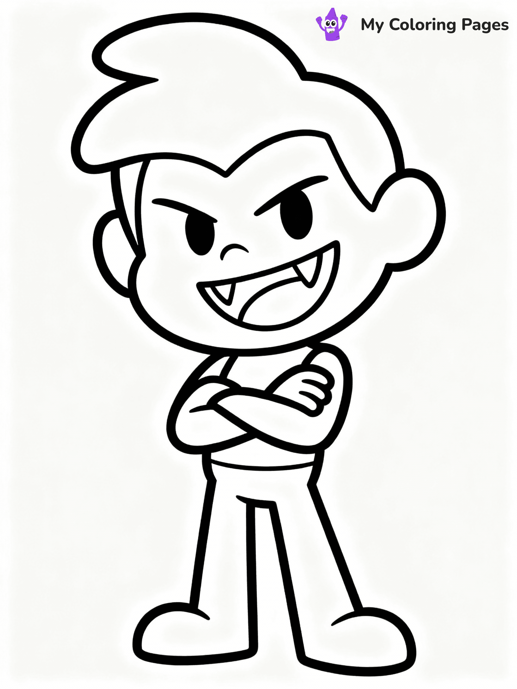 ⚠️ CRITICAL REQUIREMENT - ABSOLUTE BLACK AND WHITE ONLY ⚠️
This MUST be a BLACK AND WHITE line drawing ONLY. NO COLORS whatsoever.
- ONLY pure black lines (#000000) on pure white background (#FFFFFF)
- ABSOLUTELY NO colors, NO shading, NO gradients, NO grayscale
- If there are ANY colors in the output, the image is REJECTED
- This is a COLORING PAGE - meant to be COLORED IN by children
- The output must be UNCOLORED line art ready for coloring
⚠️ SUBJECT TO DRAW: Red from Rainbow Friends in cartoon animation style, standing confidently with arms crossed, a mischievous grin (no color. black and white only)
(REMEMBER: Output must be BLACK AND WHITE line art only, NOT colored!)
# COLORING PAGE: BLACK OUTLINES ONLY - WHITE BACKGROUND MANDATORY
Create a **coloring book page** using EXACTLY two values: black lines, white space.
## NON-NEGOTIABLE BINARY RULES
- **ONLY #000000 (black) and #FFFFFF (white)** - NO other values exist
- **EVERY PIXEL = BLACK OR WHITE** - no gray/shading/antialiasing
- **WHITE BACKGROUND MANDATORY** - entire canvas stays white
- **ALL SHAPES HOLLOW** - everything is empty outlines waiting to be colored
- **FORBIDDEN:** fills, shading, gradients, patterns, textures, colors
- **NO SOLID REGIONS** - if it's not a thin line, it's wrong
## Universal Line Standards
- Black outlines ONLY - thin, uniform weight
- Every shape completely empty inside
- Closed contours suitable for coloring
- Simple flat illustration - zero depth/3D/realism
- **Style:** Whimsical Doodle Art Alley - rounded, friendly outlines (unless specified)
## Everything = Outline Only
- Characters/animals: hollow shapes
- Objects/clothing: empty contours
- Backgrounds/scenery: line work only
- Natural elements: outlined forms
- Dark/night areas: don't exist (use outlined symbols)
- Textures/patterns: convert to simple lines
## The Test
Can a child color EVERY white space with crayons? If any area is pre-filled/shaded/gray or colored in, it FAILS. Every shape must be waiting to receive color.
**FINAL OUTPUT**: Binary coloring page. Black lines define shapes. White spaces ready for coloring. Nothing else exists. No exceptions. Print-ready.
⚠️ FINAL REMINDER: Draw the subject "Red from Rainbow Friends in cartoon animation style, standing confidently with arms crossed, a mischievous grin (no color. black and white only)" as BLACK AND WHITE line art. Zero colors in output.