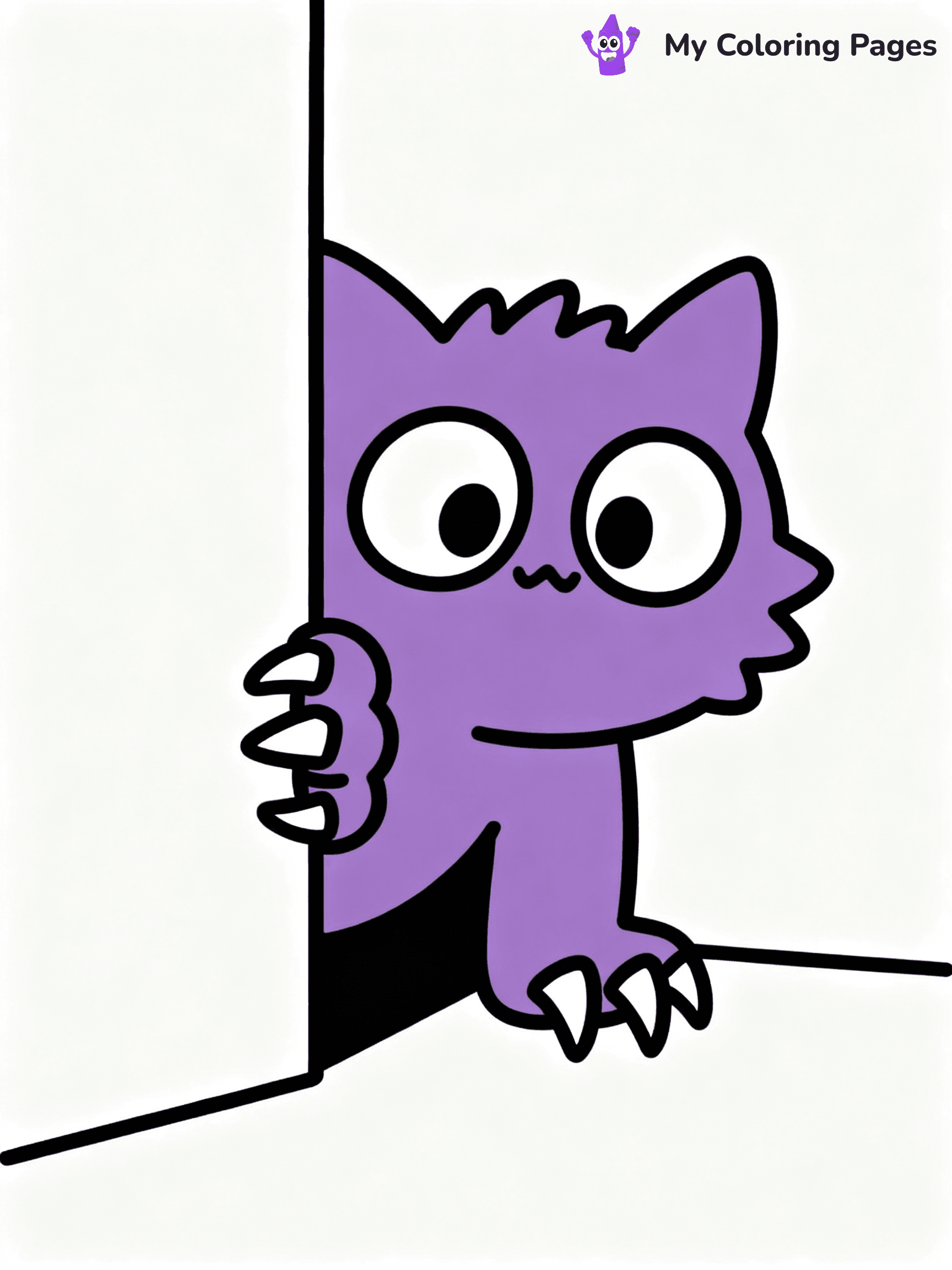 ⚠️ CRITICAL REQUIREMENT - ABSOLUTE BLACK AND WHITE ONLY ⚠️
This MUST be a BLACK AND WHITE line drawing ONLY. NO COLORS whatsoever.
- ONLY pure black lines (#000000) on pure white background (#FFFFFF)
- ABSOLUTELY NO colors, NO shading, NO gradients, NO grayscale
- If there are ANY colors in the output, the image is REJECTED
- This is a COLORING PAGE - meant to be COLORED IN by children
- The output must be UNCOLORED line art ready for coloring
⚠️ SUBJECT TO DRAW: Purple from Rainbow Friends in cartoon animation style, lurking in a dark corner, wide eyes and sharp claws visible (no color. black and white only)
(REMEMBER: Output must be BLACK AND WHITE line art only, NOT colored!)
# COLORING PAGE: BLACK OUTLINES ONLY - WHITE BACKGROUND MANDATORY
Create a **coloring book page** using EXACTLY two values: black lines, white space.
## NON-NEGOTIABLE BINARY RULES
- **ONLY #000000 (black) and #FFFFFF (white)** - NO other values exist
- **EVERY PIXEL = BLACK OR WHITE** - no gray/shading/antialiasing
- **WHITE BACKGROUND MANDATORY** - entire canvas stays white
- **ALL SHAPES HOLLOW** - everything is empty outlines waiting to be colored
- **FORBIDDEN:** fills, shading, gradients, patterns, textures, colors
- **NO SOLID REGIONS** - if it's not a thin line, it's wrong
## Universal Line Standards
- Black outlines ONLY - thin, uniform weight
- Every shape completely empty inside
- Closed contours suitable for coloring
- Simple flat illustration - zero depth/3D/realism
- **Style:** Whimsical Doodle Art Alley - rounded, friendly outlines (unless specified)
## Everything = Outline Only
- Characters/animals: hollow shapes
- Objects/clothing: empty contours
- Backgrounds/scenery: line work only
- Natural elements: outlined forms
- Dark/night areas: don't exist (use outlined symbols)
- Textures/patterns: convert to simple lines
## The Test
Can a child color EVERY white space with crayons? If any area is pre-filled/shaded/gray or colored in, it FAILS. Every shape must be waiting to receive color.
**FINAL OUTPUT**: Binary coloring page. Black lines define shapes. White spaces ready for coloring. Nothing else exists. No exceptions. Print-ready.
⚠️ FINAL REMINDER: Draw the subject "Purple from Rainbow Friends in cartoon animation style, lurking in a dark corner, wide eyes and sharp claws visible (no color. black and white only)" as BLACK AND WHITE line art. Zero colors in output.