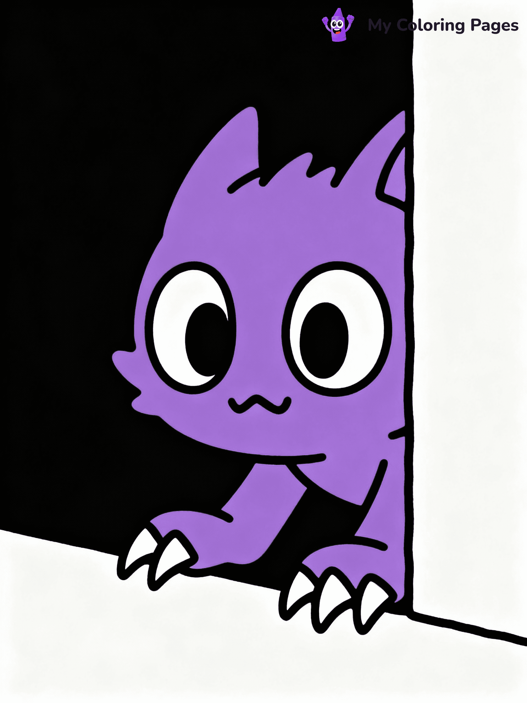 ⚠️ CRITICAL REQUIREMENT - ABSOLUTE BLACK AND WHITE ONLY ⚠️
This MUST be a BLACK AND WHITE line drawing ONLY. NO COLORS whatsoever.
- ONLY pure black lines (#000000) on pure white background (#FFFFFF)
- ABSOLUTELY NO colors, NO shading, NO gradients, NO grayscale
- If there are ANY colors in the output, the image is REJECTED
- This is a COLORING PAGE - meant to be COLORED IN by children
- The output must be UNCOLORED line art ready for coloring
⚠️ SUBJECT TO DRAW: Purple from Rainbow Friends in cartoon animation style, lurking in a dark corner, wide eyes and sharp claws visible (no color. black and white only)
(REMEMBER: Output must be BLACK AND WHITE line art only, NOT colored!)
# COLORING PAGE: BLACK OUTLINES ONLY - WHITE BACKGROUND MANDATORY
Create a **coloring book page** using EXACTLY two values: black lines, white space.
## NON-NEGOTIABLE BINARY RULES
- **ONLY #000000 (black) and #FFFFFF (white)** - NO other values exist
- **EVERY PIXEL = BLACK OR WHITE** - no gray/shading/antialiasing
- **WHITE BACKGROUND MANDATORY** - entire canvas stays white
- **ALL SHAPES HOLLOW** - everything is empty outlines waiting to be colored
- **FORBIDDEN:** fills, shading, gradients, patterns, textures, colors
- **NO SOLID REGIONS** - if it's not a thin line, it's wrong
## Universal Line Standards
- Black outlines ONLY - thin, uniform weight
- Every shape completely empty inside
- Closed contours suitable for coloring
- Simple flat illustration - zero depth/3D/realism
- **Style:** Whimsical Doodle Art Alley - rounded, friendly outlines (unless specified)
## Everything = Outline Only
- Characters/animals: hollow shapes
- Objects/clothing: empty contours
- Backgrounds/scenery: line work only
- Natural elements: outlined forms
- Dark/night areas: don't exist (use outlined symbols)
- Textures/patterns: convert to simple lines
## The Test
Can a child color EVERY white space with crayons? If any area is pre-filled/shaded/gray or colored in, it FAILS. Every shape must be waiting to receive color.
**FINAL OUTPUT**: Binary coloring page. Black lines define shapes. White spaces ready for coloring. Nothing else exists. No exceptions. Print-ready.
⚠️ FINAL REMINDER: Draw the subject "Purple from Rainbow Friends in cartoon animation style, lurking in a dark corner, wide eyes and sharp claws visible (no color. black and white only)" as BLACK AND WHITE line art. Zero colors in output.