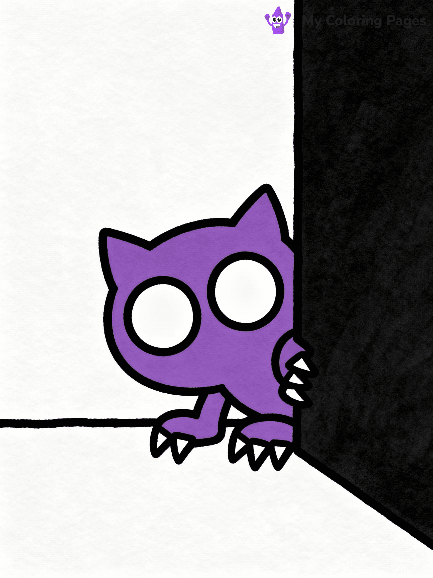 ⚠️ CRITICAL REQUIREMENT - ABSOLUTE BLACK AND WHITE ONLY ⚠️
This MUST be a BLACK AND WHITE line drawing ONLY. NO COLORS whatsoever.
- ONLY pure black lines (#000000) on pure white background (#FFFFFF)
- ABSOLUTELY NO colors, NO shading, NO gradients, NO grayscale
- If there are ANY colors in the output, the image is REJECTED
- This is a COLORING PAGE - meant to be COLORED IN by children
- The output must be UNCOLORED line art ready for coloring
⚠️ SUBJECT TO DRAW: Purple from Rainbow Friends in cartoon animation style, lurking in a dark corner, wide eyes and sharp claws visible (no color. black and white only)
(REMEMBER: Output must be BLACK AND WHITE line art only, NOT colored!)
# COLORING PAGE: BLACK OUTLINES ONLY - WHITE BACKGROUND MANDATORY
Create a **coloring book page** using EXACTLY two values: black lines, white space.
## NON-NEGOTIABLE BINARY RULES
- **ONLY #000000 (black) and #FFFFFF (white)** - NO other values exist
- **EVERY PIXEL = BLACK OR WHITE** - no gray/shading/antialiasing
- **WHITE BACKGROUND MANDATORY** - entire canvas stays white
- **ALL SHAPES HOLLOW** - everything is empty outlines waiting to be colored
- **FORBIDDEN:** fills, shading, gradients, patterns, textures, colors
- **NO SOLID REGIONS** - if it's not a thin line, it's wrong
## Universal Line Standards
- Black outlines ONLY - thin, uniform weight
- Every shape completely empty inside
- Closed contours suitable for coloring
- Simple flat illustration - zero depth/3D/realism
- **Style:** Whimsical Doodle Art Alley - rounded, friendly outlines (unless specified)
## Everything = Outline Only
- Characters/animals: hollow shapes
- Objects/clothing: empty contours
- Backgrounds/scenery: line work only
- Natural elements: outlined forms
- Dark/night areas: don't exist (use outlined symbols)
- Textures/patterns: convert to simple lines
## The Test
Can a child color EVERY white space with crayons? If any area is pre-filled/shaded/gray or colored in, it FAILS. Every shape must be waiting to receive color.
**FINAL OUTPUT**: Binary coloring page. Black lines define shapes. White spaces ready for coloring. Nothing else exists. No exceptions. Print-ready.
⚠️ FINAL REMINDER: Draw the subject "Purple from Rainbow Friends in cartoon animation style, lurking in a dark corner, wide eyes and sharp claws visible (no color. black and white only)" as BLACK AND WHITE line art. Zero colors in output.