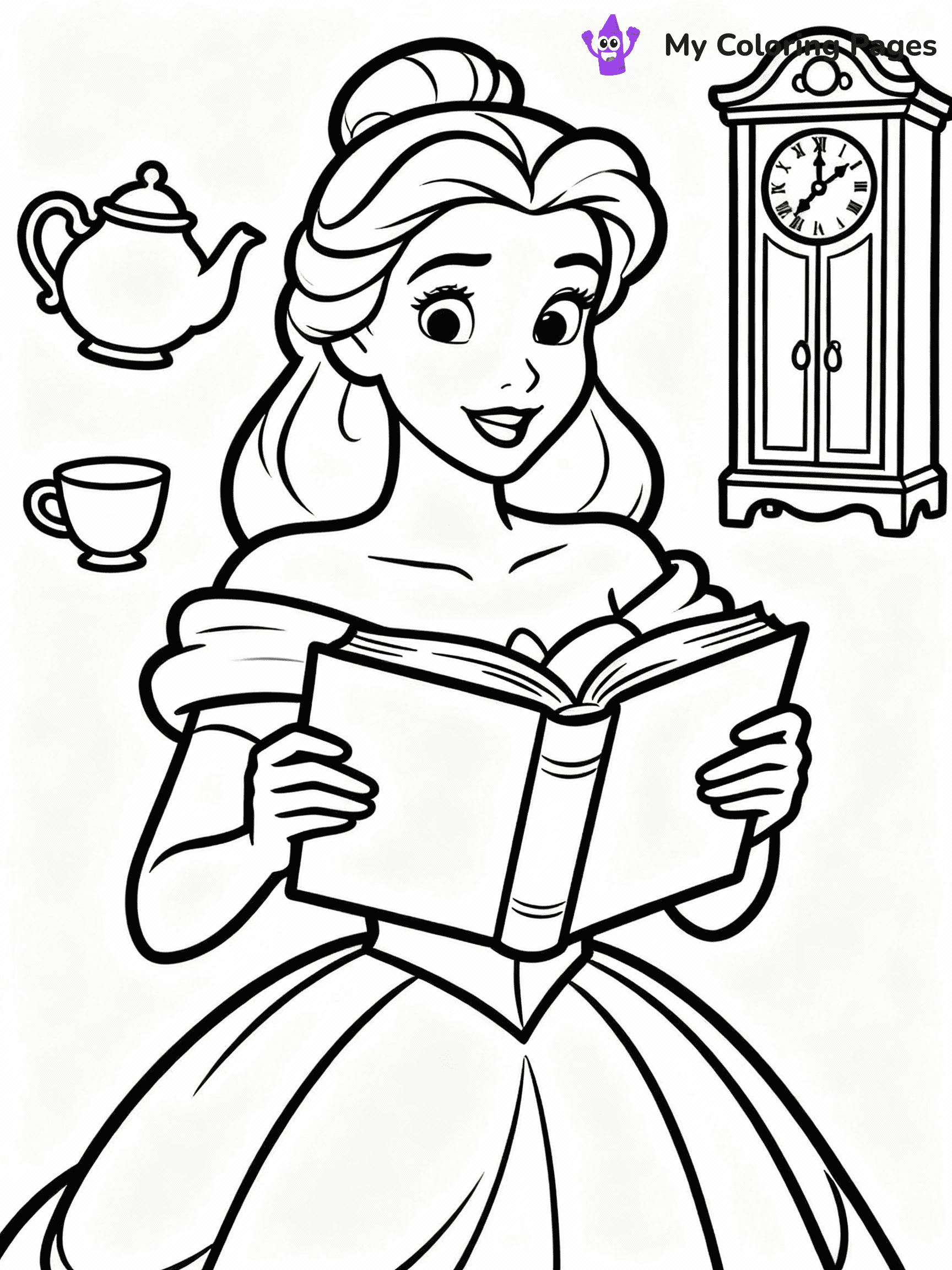 ⚠️ CRITICAL REQUIREMENT - ABSOLUTE BLACK AND WHITE ONLY ⚠️
This MUST be a BLACK AND WHITE line drawing ONLY. NO COLORS whatsoever.
- ONLY pure black lines (#000000) on pure white background (#FFFFFF)
- ABSOLUTELY NO colors, NO shading, NO gradients, NO grayscale
- If there are ANY colors in the output, the image is REJECTED
- This is a COLORING PAGE - meant to be COLORED IN by children
- The output must be UNCOLORED line art ready for coloring
⚠️ SUBJECT TO DRAW: Belle from Disney Princess in Disney animation style, holding a book, surrounded by enchanted objects
(REMEMBER: Output must be BLACK AND WHITE line art only, NOT colored!)
# COLORING PAGE: BLACK OUTLINES ONLY - WHITE BACKGROUND MANDATORY
Create a **coloring book page** using EXACTLY two values: black lines, white space.
## NON-NEGOTIABLE BINARY RULES
- **ONLY #000000 (black) and #FFFFFF (white)** - NO other values exist
- **EVERY PIXEL = BLACK OR WHITE** - no gray/shading/antialiasing
- **WHITE BACKGROUND MANDATORY** - entire canvas stays white
- **ALL SHAPES HOLLOW** - everything is empty outlines waiting to be colored
- **FORBIDDEN:** fills, shading, gradients, patterns, textures, colors
- **NO SOLID REGIONS** - if it's not a thin line, it's wrong
## Universal Line Standards
- Black outlines ONLY - thin, uniform weight
- Every shape completely empty inside
- Closed contours suitable for coloring
- Simple flat illustration - zero depth/3D/realism
- **Style:** Whimsical Doodle Art Alley - rounded, friendly outlines (unless specified)
## Everything = Outline Only
- Characters/animals: hollow shapes
- Objects/clothing: empty contours
- Backgrounds/scenery: line work only
- Natural elements: outlined forms
- Dark/night areas: don't exist (use outlined symbols)
- Textures/patterns: convert to simple lines
## The Test
Can a child color EVERY white space with crayons? If any area is pre-filled/shaded/gray or colored in, it FAILS. Every shape must be waiting to receive color.
**FINAL OUTPUT**: Binary coloring page. Black lines define shapes. White spaces ready for coloring. Nothing else exists. No exceptions. Print-ready.
⚠️ FINAL REMINDER: Draw the subject "Belle from Disney Princess in Disney animation style, holding a book, surrounded by enchanted objects" as BLACK AND WHITE line art. Zero colors in output.