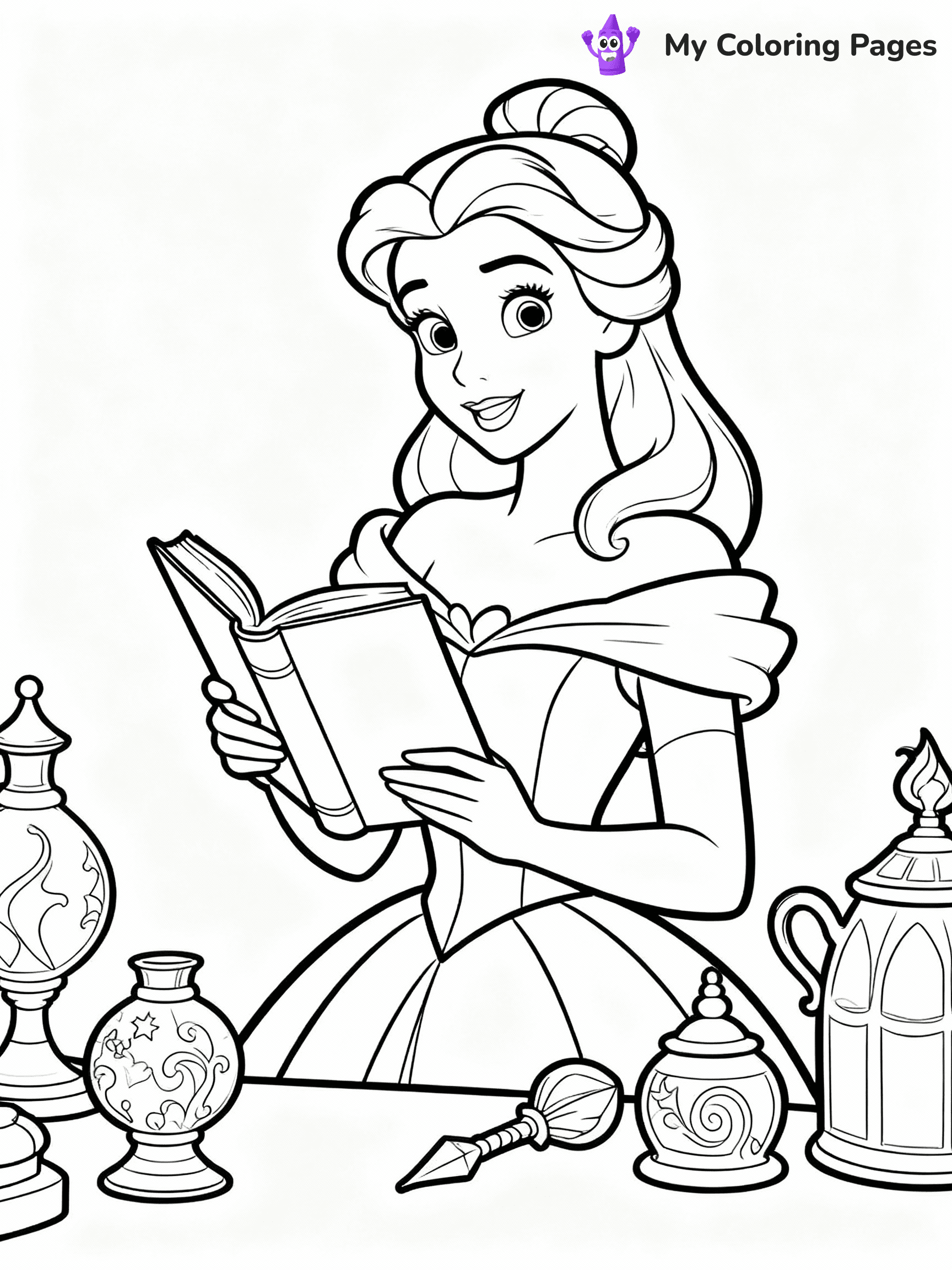 ⚠️ CRITICAL REQUIREMENT - ABSOLUTE BLACK AND WHITE ONLY ⚠️
This MUST be a BLACK AND WHITE line drawing ONLY. NO COLORS whatsoever.
- ONLY pure black lines (#000000) on pure white background (#FFFFFF)
- ABSOLUTELY NO colors, NO shading, NO gradients, NO grayscale
- If there are ANY colors in the output, the image is REJECTED
- This is a COLORING PAGE - meant to be COLORED IN by children
- The output must be UNCOLORED line art ready for coloring
⚠️ SUBJECT TO DRAW: Belle from Disney Princess in Disney animation style, holding a book, surrounded by enchanted objects
(REMEMBER: Output must be BLACK AND WHITE line art only, NOT colored!)
# COLORING PAGE: BLACK OUTLINES ONLY - WHITE BACKGROUND MANDATORY
Create a **coloring book page** using EXACTLY two values: black lines, white space.
## NON-NEGOTIABLE BINARY RULES
- **ONLY #000000 (black) and #FFFFFF (white)** - NO other values exist
- **EVERY PIXEL = BLACK OR WHITE** - no gray/shading/antialiasing
- **WHITE BACKGROUND MANDATORY** - entire canvas stays white
- **ALL SHAPES HOLLOW** - everything is empty outlines waiting to be colored
- **FORBIDDEN:** fills, shading, gradients, patterns, textures, colors
- **NO SOLID REGIONS** - if it's not a thin line, it's wrong
## Universal Line Standards
- Black outlines ONLY - thin, uniform weight
- Every shape completely empty inside
- Closed contours suitable for coloring
- Simple flat illustration - zero depth/3D/realism
- **Style:** Whimsical Doodle Art Alley - rounded, friendly outlines (unless specified)
## Everything = Outline Only
- Characters/animals: hollow shapes
- Objects/clothing: empty contours
- Backgrounds/scenery: line work only
- Natural elements: outlined forms
- Dark/night areas: don't exist (use outlined symbols)
- Textures/patterns: convert to simple lines
## The Test
Can a child color EVERY white space with crayons? If any area is pre-filled/shaded/gray or colored in, it FAILS. Every shape must be waiting to receive color.
**FINAL OUTPUT**: Binary coloring page. Black lines define shapes. White spaces ready for coloring. Nothing else exists. No exceptions. Print-ready.
⚠️ FINAL REMINDER: Draw the subject "Belle from Disney Princess in Disney animation style, holding a book, surrounded by enchanted objects" as BLACK AND WHITE line art. Zero colors in output.