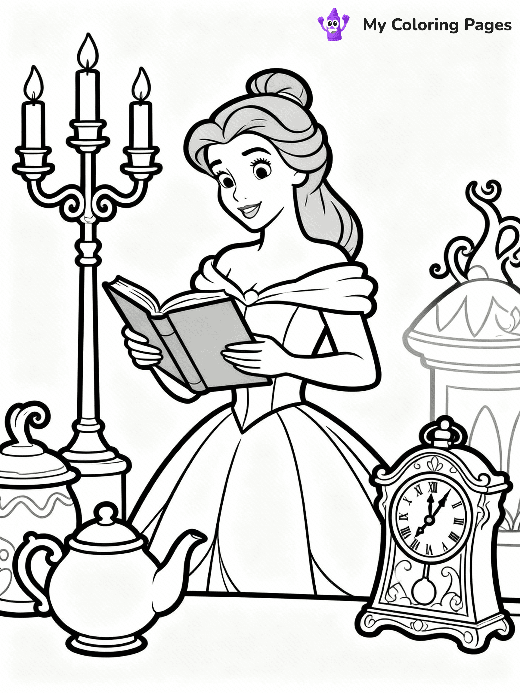 ⚠️ CRITICAL REQUIREMENT - ABSOLUTE BLACK AND WHITE ONLY ⚠️
This MUST be a BLACK AND WHITE line drawing ONLY. NO COLORS whatsoever.
- ONLY pure black lines (#000000) on pure white background (#FFFFFF)
- ABSOLUTELY NO colors, NO shading, NO gradients, NO grayscale
- If there are ANY colors in the output, the image is REJECTED
- This is a COLORING PAGE - meant to be COLORED IN by children
- The output must be UNCOLORED line art ready for coloring
⚠️ SUBJECT TO DRAW: Belle from Disney Princess in Disney animation style, holding a book, surrounded by enchanted objects
(REMEMBER: Output must be BLACK AND WHITE line art only, NOT colored!)
# COLORING PAGE: BLACK OUTLINES ONLY - WHITE BACKGROUND MANDATORY
Create a **coloring book page** using EXACTLY two values: black lines, white space.
## NON-NEGOTIABLE BINARY RULES
- **ONLY #000000 (black) and #FFFFFF (white)** - NO other values exist
- **EVERY PIXEL = BLACK OR WHITE** - no gray/shading/antialiasing
- **WHITE BACKGROUND MANDATORY** - entire canvas stays white
- **ALL SHAPES HOLLOW** - everything is empty outlines waiting to be colored
- **FORBIDDEN:** fills, shading, gradients, patterns, textures, colors
- **NO SOLID REGIONS** - if it's not a thin line, it's wrong
## Universal Line Standards
- Black outlines ONLY - thin, uniform weight
- Every shape completely empty inside
- Closed contours suitable for coloring
- Simple flat illustration - zero depth/3D/realism
- **Style:** Whimsical Doodle Art Alley - rounded, friendly outlines (unless specified)
## Everything = Outline Only
- Characters/animals: hollow shapes
- Objects/clothing: empty contours
- Backgrounds/scenery: line work only
- Natural elements: outlined forms
- Dark/night areas: don't exist (use outlined symbols)
- Textures/patterns: convert to simple lines
## The Test
Can a child color EVERY white space with crayons? If any area is pre-filled/shaded/gray or colored in, it FAILS. Every shape must be waiting to receive color.
**FINAL OUTPUT**: Binary coloring page. Black lines define shapes. White spaces ready for coloring. Nothing else exists. No exceptions. Print-ready.
⚠️ FINAL REMINDER: Draw the subject "Belle from Disney Princess in Disney animation style, holding a book, surrounded by enchanted objects" as BLACK AND WHITE line art. Zero colors in output.