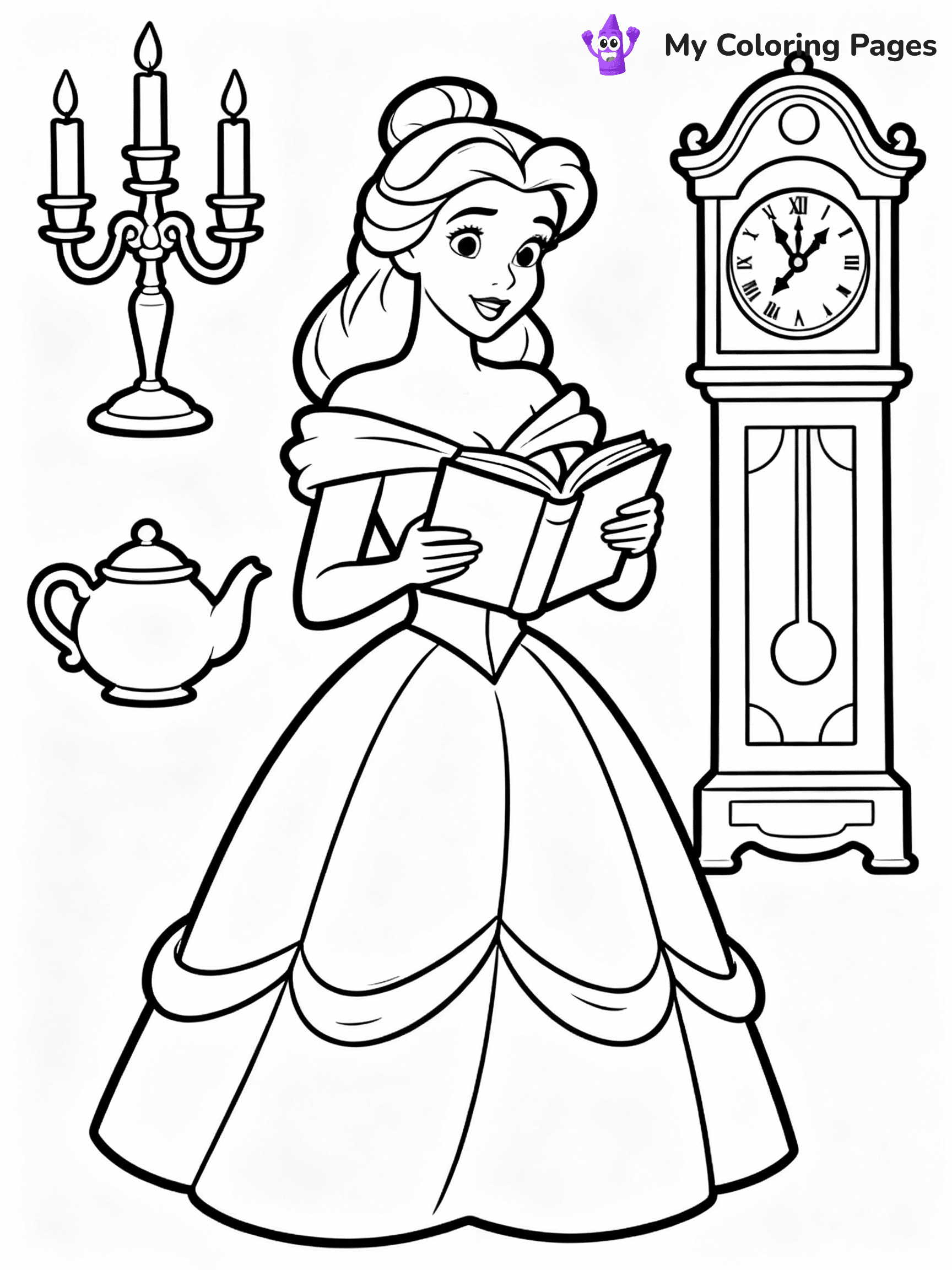 ⚠️ CRITICAL REQUIREMENT - ABSOLUTE BLACK AND WHITE ONLY ⚠️
This MUST be a BLACK AND WHITE line drawing ONLY. NO COLORS whatsoever.
- ONLY pure black lines (#000000) on pure white background (#FFFFFF)
- ABSOLUTELY NO colors, NO shading, NO gradients, NO grayscale
- If there are ANY colors in the output, the image is REJECTED
- This is a COLORING PAGE - meant to be COLORED IN by children
- The output must be UNCOLORED line art ready for coloring
⚠️ SUBJECT TO DRAW: Belle from Disney Princess in Disney animation style, holding a book, surrounded by enchanted objects
(REMEMBER: Output must be BLACK AND WHITE line art only, NOT colored!)
# COLORING PAGE: BLACK OUTLINES ONLY - WHITE BACKGROUND MANDATORY
Create a **coloring book page** using EXACTLY two values: black lines, white space.
## NON-NEGOTIABLE BINARY RULES
- **ONLY #000000 (black) and #FFFFFF (white)** - NO other values exist
- **EVERY PIXEL = BLACK OR WHITE** - no gray/shading/antialiasing
- **WHITE BACKGROUND MANDATORY** - entire canvas stays white
- **ALL SHAPES HOLLOW** - everything is empty outlines waiting to be colored
- **FORBIDDEN:** fills, shading, gradients, patterns, textures, colors
- **NO SOLID REGIONS** - if it's not a thin line, it's wrong
## Universal Line Standards
- Black outlines ONLY - thin, uniform weight
- Every shape completely empty inside
- Closed contours suitable for coloring
- Simple flat illustration - zero depth/3D/realism
- **Style:** Whimsical Doodle Art Alley - rounded, friendly outlines (unless specified)
## Everything = Outline Only
- Characters/animals: hollow shapes
- Objects/clothing: empty contours
- Backgrounds/scenery: line work only
- Natural elements: outlined forms
- Dark/night areas: don't exist (use outlined symbols)
- Textures/patterns: convert to simple lines
## The Test
Can a child color EVERY white space with crayons? If any area is pre-filled/shaded/gray or colored in, it FAILS. Every shape must be waiting to receive color.
**FINAL OUTPUT**: Binary coloring page. Black lines define shapes. White spaces ready for coloring. Nothing else exists. No exceptions. Print-ready.
⚠️ FINAL REMINDER: Draw the subject "Belle from Disney Princess in Disney animation style, holding a book, surrounded by enchanted objects" as BLACK AND WHITE line art. Zero colors in output.