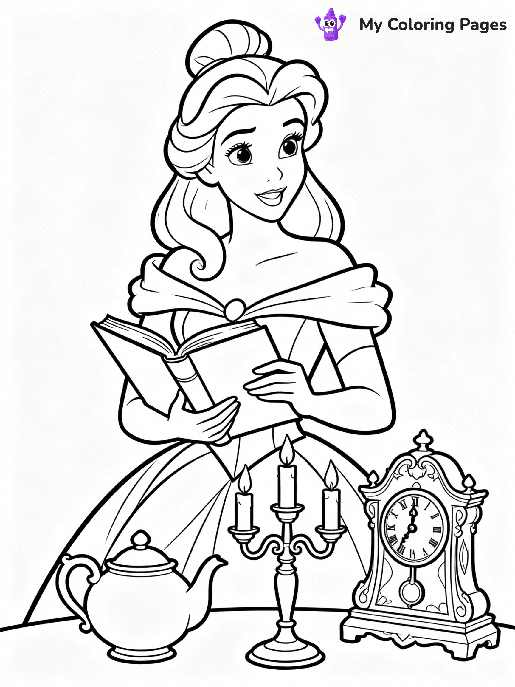 ⚠️ CRITICAL REQUIREMENT - ABSOLUTE BLACK AND WHITE ONLY ⚠️
This MUST be a BLACK AND WHITE line drawing ONLY. NO COLORS whatsoever.
- ONLY pure black lines (#000000) on pure white background (#FFFFFF)
- ABSOLUTELY NO colors, NO shading, NO gradients, NO grayscale
- If there are ANY colors in the output, the image is REJECTED
- This is a COLORING PAGE - meant to be COLORED IN by children
- The output must be UNCOLORED line art ready for coloring
⚠️ SUBJECT TO DRAW: Belle from Disney Princess in Disney animation style, holding a book, surrounded by enchanted objects
(REMEMBER: Output must be BLACK AND WHITE line art only, NOT colored!)
# COLORING PAGE: BLACK OUTLINES ONLY - WHITE BACKGROUND MANDATORY
Create a **coloring book page** using EXACTLY two values: black lines, white space.
## NON-NEGOTIABLE BINARY RULES
- **ONLY #000000 (black) and #FFFFFF (white)** - NO other values exist
- **EVERY PIXEL = BLACK OR WHITE** - no gray/shading/antialiasing
- **WHITE BACKGROUND MANDATORY** - entire canvas stays white
- **ALL SHAPES HOLLOW** - everything is empty outlines waiting to be colored
- **FORBIDDEN:** fills, shading, gradients, patterns, textures, colors
- **NO SOLID REGIONS** - if it's not a thin line, it's wrong
## Universal Line Standards
- Black outlines ONLY - thin, uniform weight
- Every shape completely empty inside
- Closed contours suitable for coloring
- Simple flat illustration - zero depth/3D/realism
- **Style:** Whimsical Doodle Art Alley - rounded, friendly outlines (unless specified)
## Everything = Outline Only
- Characters/animals: hollow shapes
- Objects/clothing: empty contours
- Backgrounds/scenery: line work only
- Natural elements: outlined forms
- Dark/night areas: don't exist (use outlined symbols)
- Textures/patterns: convert to simple lines
## The Test
Can a child color EVERY white space with crayons? If any area is pre-filled/shaded/gray or colored in, it FAILS. Every shape must be waiting to receive color.
**FINAL OUTPUT**: Binary coloring page. Black lines define shapes. White spaces ready for coloring. Nothing else exists. No exceptions. Print-ready.
⚠️ FINAL REMINDER: Draw the subject "Belle from Disney Princess in Disney animation style, holding a book, surrounded by enchanted objects" as BLACK AND WHITE line art. Zero colors in output.