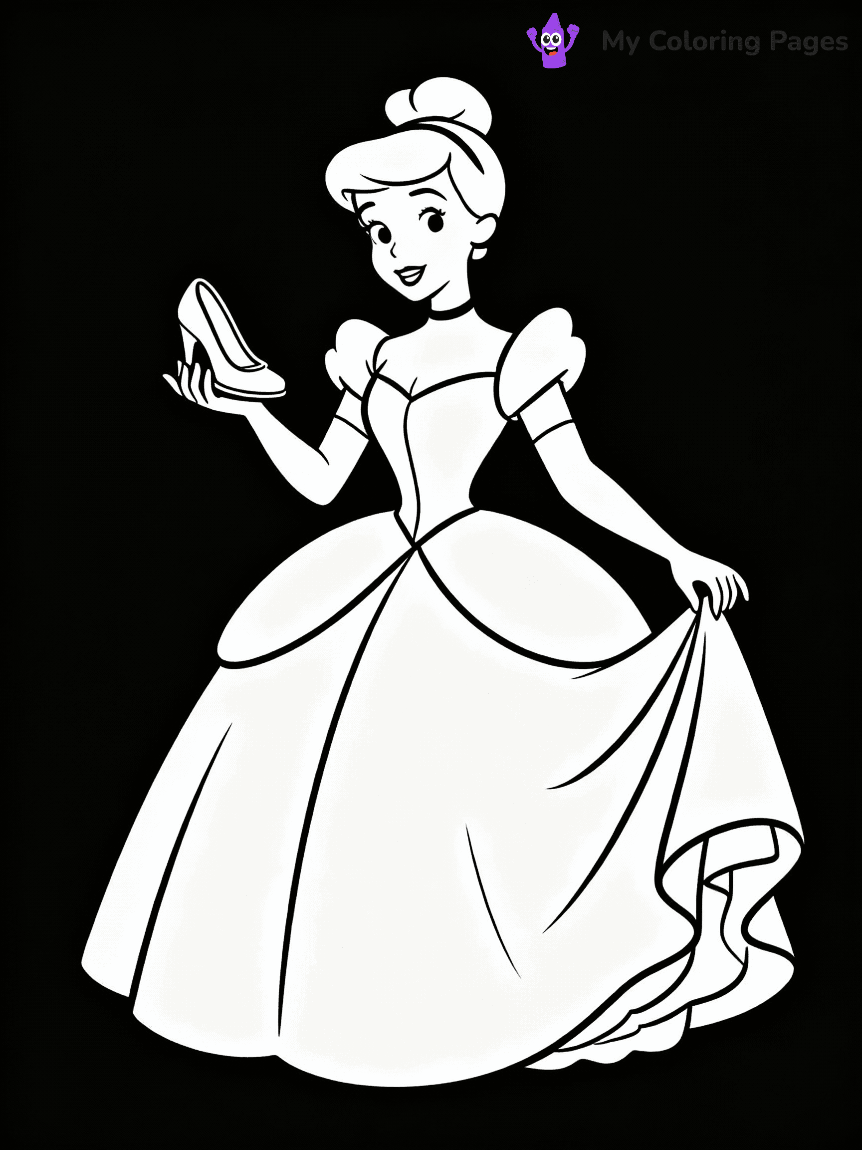 ⚠️ CRITICAL REQUIREMENT - ABSOLUTE BLACK AND WHITE ONLY ⚠️
This MUST be a BLACK AND WHITE line drawing ONLY. NO COLORS whatsoever.
- ONLY pure black lines (#000000) on pure white background (#FFFFFF)
- ABSOLUTELY NO colors, NO shading, NO gradients, NO grayscale
- If there are ANY colors in the output, the image is REJECTED
- This is a COLORING PAGE - meant to be COLORED IN by children
- The output must be UNCOLORED line art ready for coloring
⚠️ SUBJECT TO DRAW: Cinderella from Disney Princess in Disney animation style, wearing a ball gown, glass slipper in hand
(REMEMBER: Output must be BLACK AND WHITE line art only, NOT colored!)
# COLORING PAGE: BLACK OUTLINES ONLY - WHITE BACKGROUND MANDATORY
Create a **coloring book page** using EXACTLY two values: black lines, white space.
## NON-NEGOTIABLE BINARY RULES
- **ONLY #000000 (black) and #FFFFFF (white)** - NO other values exist
- **EVERY PIXEL = BLACK OR WHITE** - no gray/shading/antialiasing
- **WHITE BACKGROUND MANDATORY** - entire canvas stays white
- **ALL SHAPES HOLLOW** - everything is empty outlines waiting to be colored
- **FORBIDDEN:** fills, shading, gradients, patterns, textures, colors
- **NO SOLID REGIONS** - if it's not a thin line, it's wrong
## Universal Line Standards
- Black outlines ONLY - thin, uniform weight
- Every shape completely empty inside
- Closed contours suitable for coloring
- Simple flat illustration - zero depth/3D/realism
- **Style:** Whimsical Doodle Art Alley - rounded, friendly outlines (unless specified)
## Everything = Outline Only
- Characters/animals: hollow shapes
- Objects/clothing: empty contours
- Backgrounds/scenery: line work only
- Natural elements: outlined forms
- Dark/night areas: don't exist (use outlined symbols)
- Textures/patterns: convert to simple lines
## The Test
Can a child color EVERY white space with crayons? If any area is pre-filled/shaded/gray or colored in, it FAILS. Every shape must be waiting to receive color.
**FINAL OUTPUT**: Binary coloring page. Black lines define shapes. White spaces ready for coloring. Nothing else exists. No exceptions. Print-ready.
⚠️ FINAL REMINDER: Draw the subject "Cinderella from Disney Princess in Disney animation style, wearing a ball gown, glass slipper in hand" as BLACK AND WHITE line art. Zero colors in output.