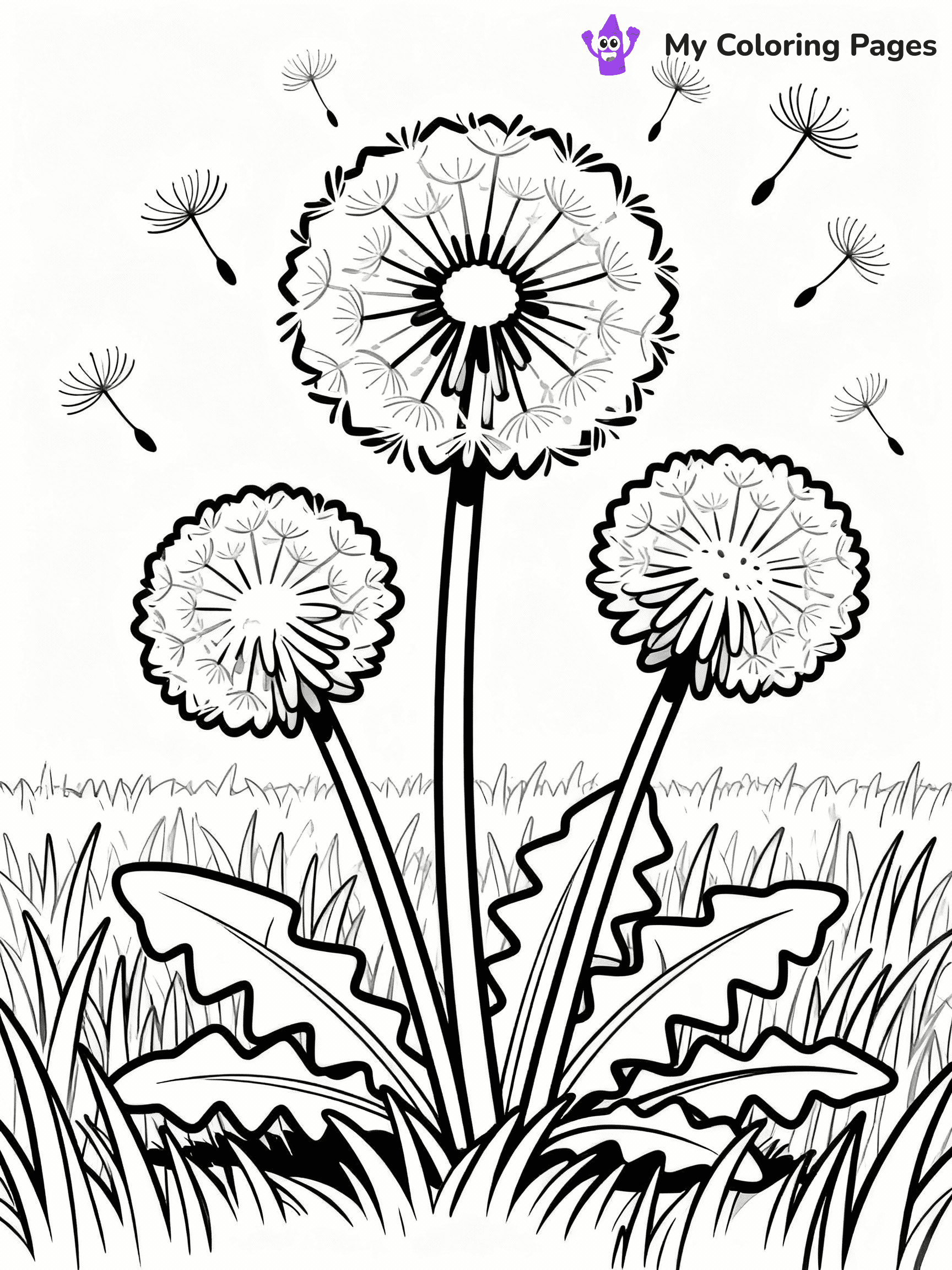 ⚠️ CRITICAL REQUIREMENT - ABSOLUTE BLACK AND WHITE ONLY ⚠️
This MUST be a BLACK AND WHITE line drawing ONLY. NO COLORS whatsoever.
- ONLY pure black lines (#000000) on pure white background (#FFFFFF)
- ABSOLUTELY NO colors, NO shading, NO gradients, NO grayscale
- If there are ANY colors in the output, the image is REJECTED
- This is a COLORING PAGE - meant to be COLORED IN by children
- The output must be UNCOLORED line art ready for coloring
⚠️ SUBJECT TO DRAW: Dandelions in a field, fluffy seeds ready to float, grass textured below. Important: PURE OUTLINES. NO FILLS, COLOR, SHADING, OR GREYSCALE. WHITE BACKGROUND.
(REMEMBER: Output must be BLACK AND WHITE line art only, NOT colored!)
# Flat, Friendly Cartoon Line-Art Coloring Page
You are generating a **pure black-and-white binary image** of a child-friendly cartoon scene combining characters and background scenery in one cohesive composition.
## Rendering Rules (Strict)
- Only two colors: pure black (#000000) outlines and pure white (#FFFFFF) background.
- No grayscale, shading, gradients, tints, fills, transparency, or partial pixels.
- No antialiasing or blended edges; every pixel is 100% black or white.
- No solid black fills inside shapes — all areas inside outlines must remain white.
- No dark clothing areas or filled tone blocks; all garments outlined only.
- No shadows, textures, lighting, or tonal variations.
- Must look like flat binary vector line-art for coloring pages.
## Drawing & Composition
- **Medium, consistent line weight**; clean closed outlines easy to color inside.
- **Flat, simple, child-friendly design** — no realism or 3D depth.
- Characters are **grounded on a surface**, centered and large.
- **Balanced composition** with clear silhouettes and minimal props.
## Scenery & Style
- Landmarks (e.g., mosque, CN Tower) and scenery (trees, benches, waves) drawn with **black outlines only.**
- For real-world figures, teams, or places, show accurate details using only black outlines—no text or logos. Use distinctive uniform patterns, abstract symbols, and landmark silhouettes to convey identity.
- Keep **consistent perspective**; no floating elements.
- **Style:** whimsical **Doodle Art Alley** — rounded, friendly outlines.
- May adapt shapes from **Crayola, Disney, Peppa Pig, Cocomelon** — *by shape only, never color.*
- Final output: **flat, crisp, binary (#000000/#FFFFFF)**, **no filled color or background text.**
EXTREMELYE IMPORTANT:
- PURE BINARY LINE-ART; NO FILLS (HAIR/CLOTHES/SKIN), SHADING, OR GREY.
- NO SHADING, COLOR. MUST BE WHITE BACKGROUND.
⚠️ FINAL REMINDER: Draw the subject "Dandelions in a field, fluffy seeds ready to float, grass textured below. Important: PURE OUTLINES. NO FILLS, COLOR, SHADING, OR GREYSCALE. WHITE BACKGROUND." as BLACK AND WHITE line art. Zero colors in output.