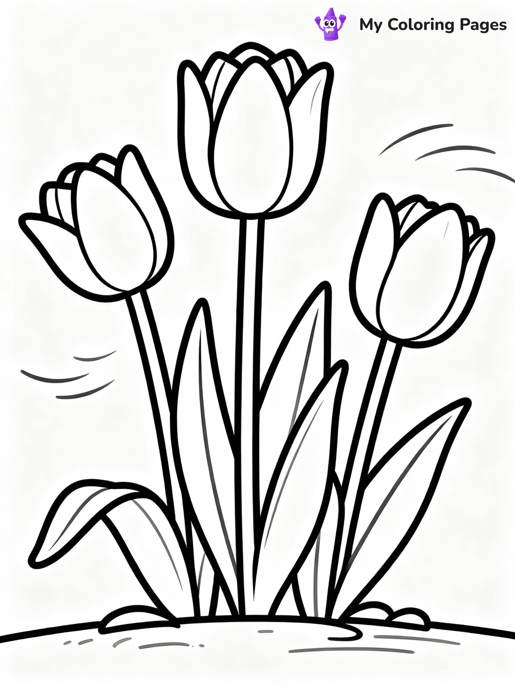 ⚠️ CRITICAL REQUIREMENT - ABSOLUTE BLACK AND WHITE ONLY ⚠️
This MUST be a BLACK AND WHITE line drawing ONLY. NO COLORS whatsoever.
- ONLY pure black lines (#000000) on pure white background (#FFFFFF)
- ABSOLUTELY NO colors, NO shading, NO gradients, NO grayscale
- If there are ANY colors in the output, the image is REJECTED
- This is a COLORING PAGE - meant to be COLORED IN by children
- The output must be UNCOLORED line art ready for coloring
⚠️ SUBJECT TO DRAW: Tulips swaying in the breeze, tall stems and distinct petals arranged. Important: PURE OUTLINES. NO FILLS, COLOR, SHADING, OR GREYSCALE. WHITE BACKGROUND.
(REMEMBER: Output must be BLACK AND WHITE line art only, NOT colored!)
# Flat, Friendly Cartoon Line-Art Coloring Page
You are generating a **pure black-and-white binary image** of a child-friendly cartoon scene combining characters and background scenery in one cohesive composition.
## Rendering Rules (Strict)
- Only two colors: pure black (#000000) outlines and pure white (#FFFFFF) background.
- No grayscale, shading, gradients, tints, fills, transparency, or partial pixels.
- No antialiasing or blended edges; every pixel is 100% black or white.
- No solid black fills inside shapes — all areas inside outlines must remain white.
- No dark clothing areas or filled tone blocks; all garments outlined only.
- No shadows, textures, lighting, or tonal variations.
- Must look like flat binary vector line-art for coloring pages.
## Drawing & Composition
- **Medium, consistent line weight**; clean closed outlines easy to color inside.
- **Flat, simple, child-friendly design** — no realism or 3D depth.
- Characters are **grounded on a surface**, centered and large.
- **Balanced composition** with clear silhouettes and minimal props.
## Scenery & Style
- Landmarks (e.g., mosque, CN Tower) and scenery (trees, benches, waves) drawn with **black outlines only.**
- For real-world figures, teams, or places, show accurate details using only black outlines—no text or logos. Use distinctive uniform patterns, abstract symbols, and landmark silhouettes to convey identity.
- Keep **consistent perspective**; no floating elements.
- **Style:** whimsical **Doodle Art Alley** — rounded, friendly outlines.
- May adapt shapes from **Crayola, Disney, Peppa Pig, Cocomelon** — *by shape only, never color.*
- Final output: **flat, crisp, binary (#000000/#FFFFFF)**, **no filled color or background text.**
EXTREMELYE IMPORTANT:
- PURE BINARY LINE-ART; NO FILLS (HAIR/CLOTHES/SKIN), SHADING, OR GREY.
- NO SHADING, COLOR. MUST BE WHITE BACKGROUND.
⚠️ FINAL REMINDER: Draw the subject "Tulips swaying in the breeze, tall stems and distinct petals arranged. Important: PURE OUTLINES. NO FILLS, COLOR, SHADING, OR GREYSCALE. WHITE BACKGROUND." as BLACK AND WHITE line art. Zero colors in output.