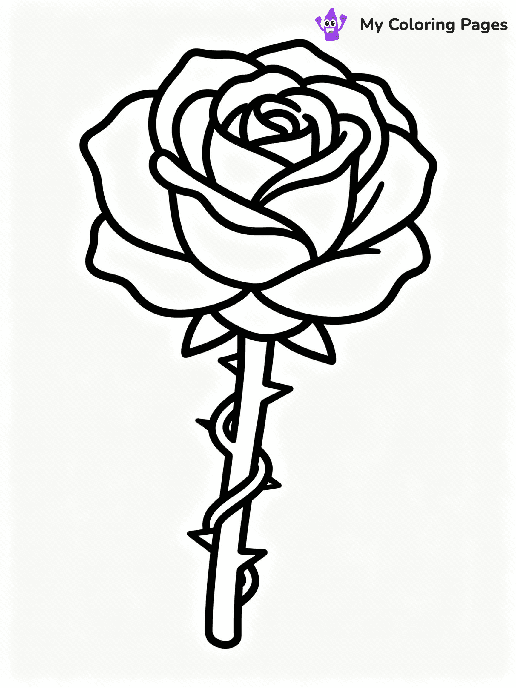 ⚠️ CRITICAL REQUIREMENT - ABSOLUTE BLACK AND WHITE ONLY ⚠️
This MUST be a BLACK AND WHITE line drawing ONLY. NO COLORS whatsoever.
- ONLY pure black lines (#000000) on pure white background (#FFFFFF)
- ABSOLUTELY NO colors, NO shading, NO gradients, NO grayscale
- If there are ANY colors in the output, the image is REJECTED
- This is a COLORING PAGE - meant to be COLORED IN by children
- The output must be UNCOLORED line art ready for coloring
⚠️ SUBJECT TO DRAW: A single rose with detailed petals, thorny stem wrapped in vines. Important: PURE OUTLINES. NO FILLS, COLOR, SHADING, OR GREYSCALE. WHITE BACKGROUND.
(REMEMBER: Output must be BLACK AND WHITE line art only, NOT colored!)
# Flat, Friendly Cartoon Line-Art Coloring Page
You are generating a **pure black-and-white binary image** of a child-friendly cartoon scene combining characters and background scenery in one cohesive composition.
## Rendering Rules (Strict)
- Only two colors: pure black (#000000) outlines and pure white (#FFFFFF) background.
- No grayscale, shading, gradients, tints, fills, transparency, or partial pixels.
- No antialiasing or blended edges; every pixel is 100% black or white.
- No solid black fills inside shapes — all areas inside outlines must remain white.
- No dark clothing areas or filled tone blocks; all garments outlined only.
- No shadows, textures, lighting, or tonal variations.
- Must look like flat binary vector line-art for coloring pages.
## Drawing & Composition
- **Medium, consistent line weight**; clean closed outlines easy to color inside.
- **Flat, simple, child-friendly design** — no realism or 3D depth.
- Characters are **grounded on a surface**, centered and large.
- **Balanced composition** with clear silhouettes and minimal props.
## Scenery & Style
- Landmarks (e.g., mosque, CN Tower) and scenery (trees, benches, waves) drawn with **black outlines only.**
- For real-world figures, teams, or places, show accurate details using only black outlines—no text or logos. Use distinctive uniform patterns, abstract symbols, and landmark silhouettes to convey identity.
- Keep **consistent perspective**; no floating elements.
- **Style:** whimsical **Doodle Art Alley** — rounded, friendly outlines.
- May adapt shapes from **Crayola, Disney, Peppa Pig, Cocomelon** — *by shape only, never color.*
- Final output: **flat, crisp, binary (#000000/#FFFFFF)**, **no filled color or background text.**
EXTREMELYE IMPORTANT:
- PURE BINARY LINE-ART; NO FILLS (HAIR/CLOTHES/SKIN), SHADING, OR GREY.
- NO SHADING, COLOR. MUST BE WHITE BACKGROUND.
⚠️ FINAL REMINDER: Draw the subject "A single rose with detailed petals, thorny stem wrapped in vines. Important: PURE OUTLINES. NO FILLS, COLOR, SHADING, OR GREYSCALE. WHITE BACKGROUND." as BLACK AND WHITE line art. Zero colors in output.