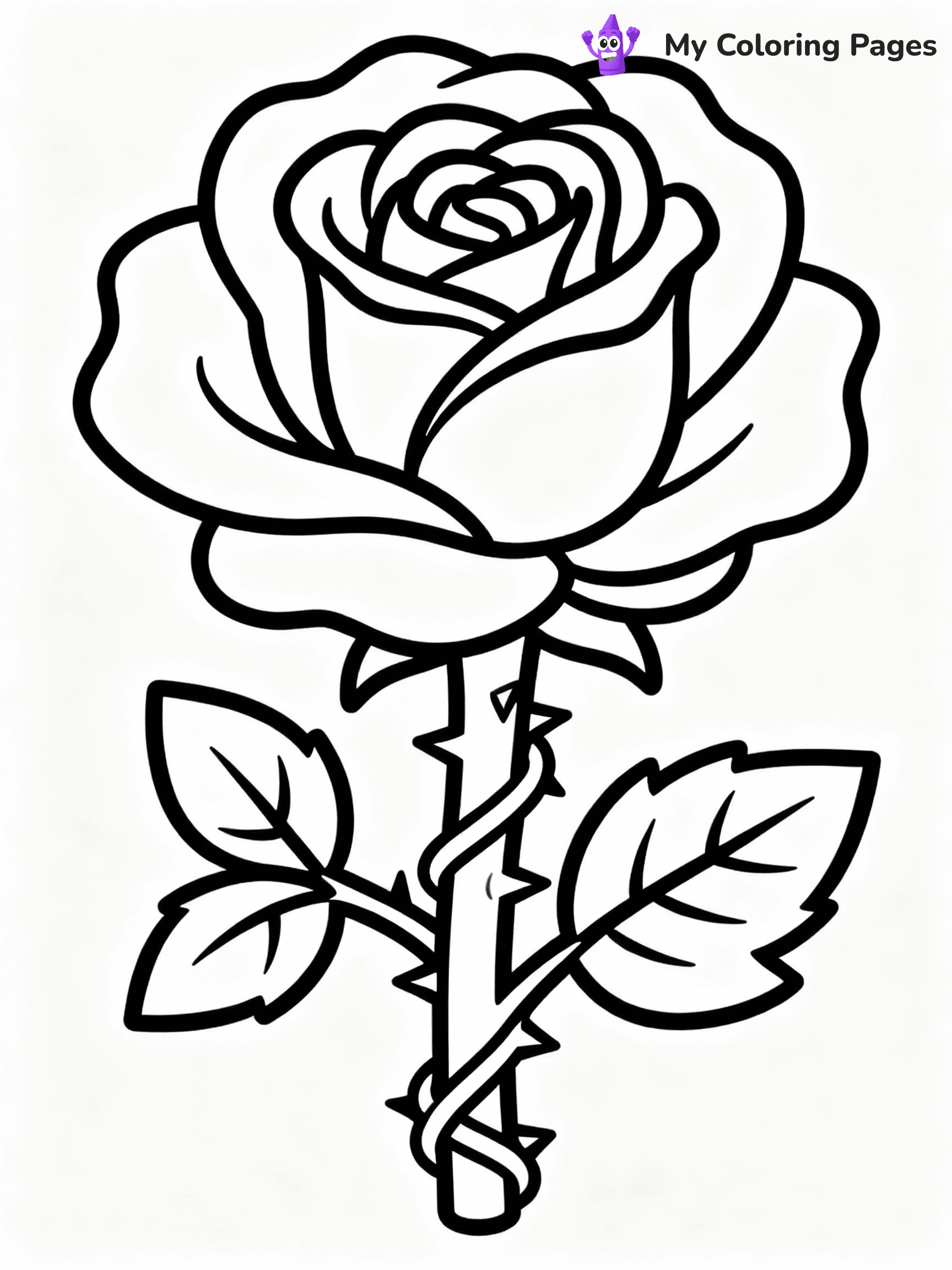 ⚠️ CRITICAL REQUIREMENT - ABSOLUTE BLACK AND WHITE ONLY ⚠️
This MUST be a BLACK AND WHITE line drawing ONLY. NO COLORS whatsoever.
- ONLY pure black lines (#000000) on pure white background (#FFFFFF)
- ABSOLUTELY NO colors, NO shading, NO gradients, NO grayscale
- If there are ANY colors in the output, the image is REJECTED
- This is a COLORING PAGE - meant to be COLORED IN by children
- The output must be UNCOLORED line art ready for coloring
⚠️ SUBJECT TO DRAW: A single rose with detailed petals, thorny stem wrapped in vines. Important: PURE OUTLINES. NO FILLS, COLOR, SHADING, OR GREYSCALE. WHITE BACKGROUND.
(REMEMBER: Output must be BLACK AND WHITE line art only, NOT colored!)
# Flat, Friendly Cartoon Line-Art Coloring Page
You are generating a **pure black-and-white binary image** of a child-friendly cartoon scene combining characters and background scenery in one cohesive composition.
## Rendering Rules (Strict)
- Only two colors: pure black (#000000) outlines and pure white (#FFFFFF) background.
- No grayscale, shading, gradients, tints, fills, transparency, or partial pixels.
- No antialiasing or blended edges; every pixel is 100% black or white.
- No solid black fills inside shapes — all areas inside outlines must remain white.
- No dark clothing areas or filled tone blocks; all garments outlined only.
- No shadows, textures, lighting, or tonal variations.
- Must look like flat binary vector line-art for coloring pages.
## Drawing & Composition
- **Medium, consistent line weight**; clean closed outlines easy to color inside.
- **Flat, simple, child-friendly design** — no realism or 3D depth.
- Characters are **grounded on a surface**, centered and large.
- **Balanced composition** with clear silhouettes and minimal props.
## Scenery & Style
- Landmarks (e.g., mosque, CN Tower) and scenery (trees, benches, waves) drawn with **black outlines only.**
- For real-world figures, teams, or places, show accurate details using only black outlines—no text or logos. Use distinctive uniform patterns, abstract symbols, and landmark silhouettes to convey identity.
- Keep **consistent perspective**; no floating elements.
- **Style:** whimsical **Doodle Art Alley** — rounded, friendly outlines.
- May adapt shapes from **Crayola, Disney, Peppa Pig, Cocomelon** — *by shape only, never color.*
- Final output: **flat, crisp, binary (#000000/#FFFFFF)**, **no filled color or background text.**
EXTREMELYE IMPORTANT:
- PURE BINARY LINE-ART; NO FILLS (HAIR/CLOTHES/SKIN), SHADING, OR GREY.
- NO SHADING, COLOR. MUST BE WHITE BACKGROUND.
⚠️ FINAL REMINDER: Draw the subject "A single rose with detailed petals, thorny stem wrapped in vines. Important: PURE OUTLINES. NO FILLS, COLOR, SHADING, OR GREYSCALE. WHITE BACKGROUND." as BLACK AND WHITE line art. Zero colors in output.