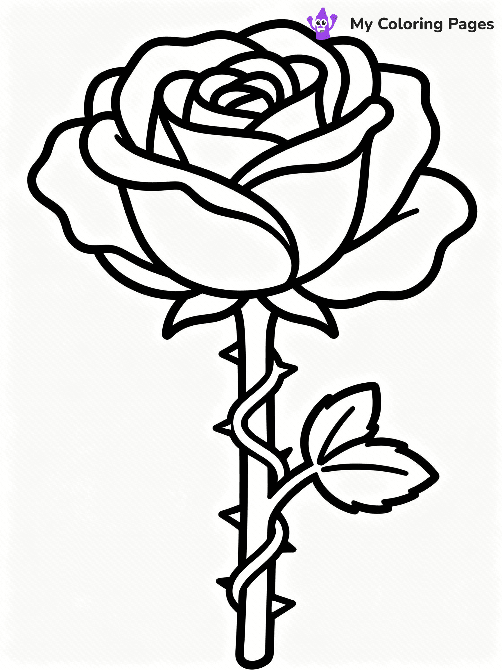 ⚠️ CRITICAL REQUIREMENT - ABSOLUTE BLACK AND WHITE ONLY ⚠️
This MUST be a BLACK AND WHITE line drawing ONLY. NO COLORS whatsoever.
- ONLY pure black lines (#000000) on pure white background (#FFFFFF)
- ABSOLUTELY NO colors, NO shading, NO gradients, NO grayscale
- If there are ANY colors in the output, the image is REJECTED
- This is a COLORING PAGE - meant to be COLORED IN by children
- The output must be UNCOLORED line art ready for coloring
⚠️ SUBJECT TO DRAW: A single rose with detailed petals, thorny stem wrapped in vines. Important: PURE OUTLINES. NO FILLS, COLOR, SHADING, OR GREYSCALE. WHITE BACKGROUND.
(REMEMBER: Output must be BLACK AND WHITE line art only, NOT colored!)
# Flat, Friendly Cartoon Line-Art Coloring Page
You are generating a **pure black-and-white binary image** of a child-friendly cartoon scene combining characters and background scenery in one cohesive composition.
## Rendering Rules (Strict)
- Only two colors: pure black (#000000) outlines and pure white (#FFFFFF) background.
- No grayscale, shading, gradients, tints, fills, transparency, or partial pixels.
- No antialiasing or blended edges; every pixel is 100% black or white.
- No solid black fills inside shapes — all areas inside outlines must remain white.
- No dark clothing areas or filled tone blocks; all garments outlined only.
- No shadows, textures, lighting, or tonal variations.
- Must look like flat binary vector line-art for coloring pages.
## Drawing & Composition
- **Medium, consistent line weight**; clean closed outlines easy to color inside.
- **Flat, simple, child-friendly design** — no realism or 3D depth.
- Characters are **grounded on a surface**, centered and large.
- **Balanced composition** with clear silhouettes and minimal props.
## Scenery & Style
- Landmarks (e.g., mosque, CN Tower) and scenery (trees, benches, waves) drawn with **black outlines only.**
- For real-world figures, teams, or places, show accurate details using only black outlines—no text or logos. Use distinctive uniform patterns, abstract symbols, and landmark silhouettes to convey identity.
- Keep **consistent perspective**; no floating elements.
- **Style:** whimsical **Doodle Art Alley** — rounded, friendly outlines.
- May adapt shapes from **Crayola, Disney, Peppa Pig, Cocomelon** — *by shape only, never color.*
- Final output: **flat, crisp, binary (#000000/#FFFFFF)**, **no filled color or background text.**
EXTREMELYE IMPORTANT:
- PURE BINARY LINE-ART; NO FILLS (HAIR/CLOTHES/SKIN), SHADING, OR GREY.
- NO SHADING, COLOR. MUST BE WHITE BACKGROUND.
⚠️ FINAL REMINDER: Draw the subject "A single rose with detailed petals, thorny stem wrapped in vines. Important: PURE OUTLINES. NO FILLS, COLOR, SHADING, OR GREYSCALE. WHITE BACKGROUND." as BLACK AND WHITE line art. Zero colors in output.