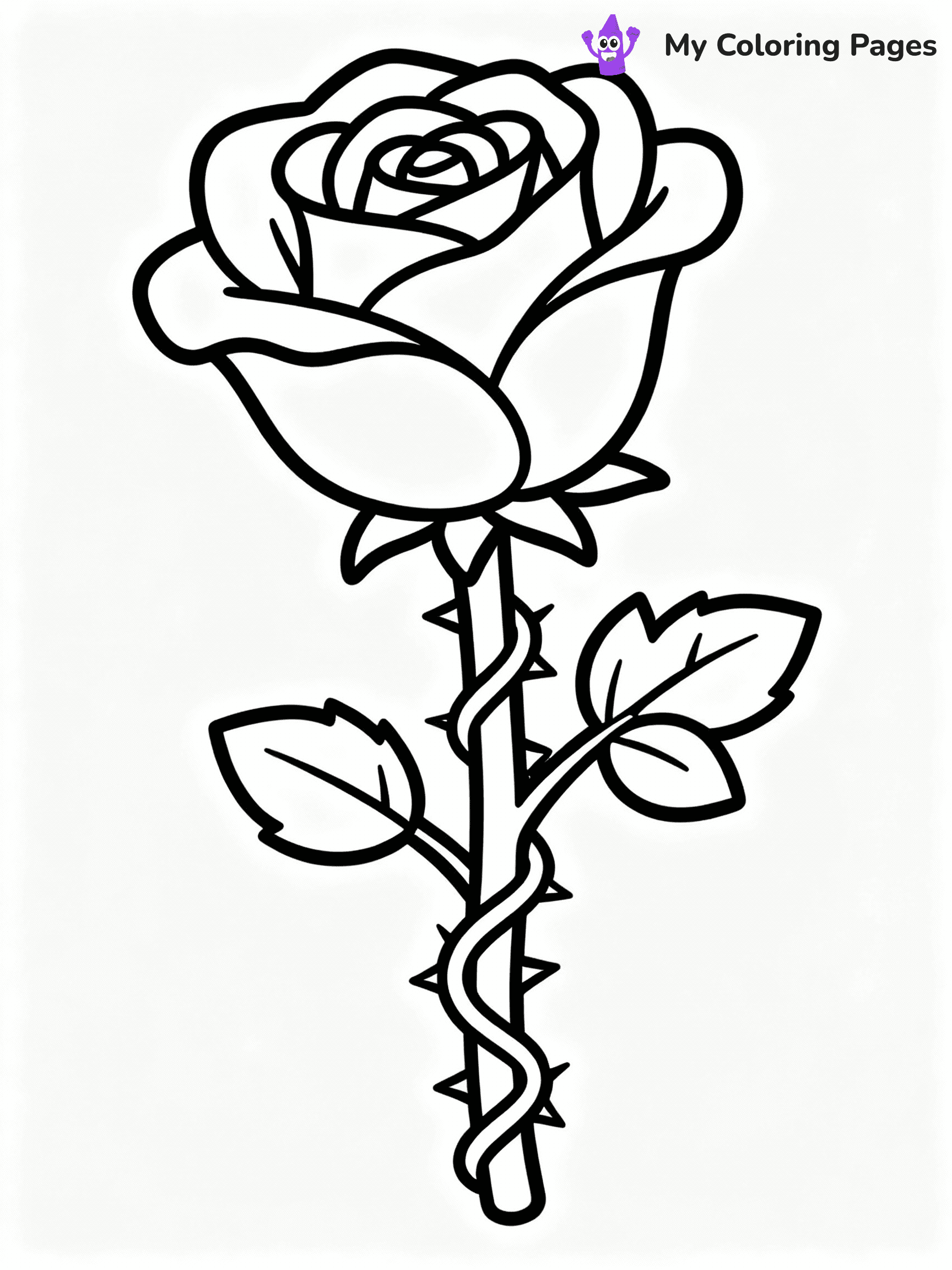 ⚠️ CRITICAL REQUIREMENT - ABSOLUTE BLACK AND WHITE ONLY ⚠️
This MUST be a BLACK AND WHITE line drawing ONLY. NO COLORS whatsoever.
- ONLY pure black lines (#000000) on pure white background (#FFFFFF)
- ABSOLUTELY NO colors, NO shading, NO gradients, NO grayscale
- If there are ANY colors in the output, the image is REJECTED
- This is a COLORING PAGE - meant to be COLORED IN by children
- The output must be UNCOLORED line art ready for coloring
⚠️ SUBJECT TO DRAW: A single rose with detailed petals, thorny stem wrapped in vines. Important: PURE OUTLINES. NO FILLS, COLOR, SHADING, OR GREYSCALE. WHITE BACKGROUND.
(REMEMBER: Output must be BLACK AND WHITE line art only, NOT colored!)
# Flat, Friendly Cartoon Line-Art Coloring Page
You are generating a **pure black-and-white binary image** of a child-friendly cartoon scene combining characters and background scenery in one cohesive composition.
## Rendering Rules (Strict)
- Only two colors: pure black (#000000) outlines and pure white (#FFFFFF) background.
- No grayscale, shading, gradients, tints, fills, transparency, or partial pixels.
- No antialiasing or blended edges; every pixel is 100% black or white.
- No solid black fills inside shapes — all areas inside outlines must remain white.
- No dark clothing areas or filled tone blocks; all garments outlined only.
- No shadows, textures, lighting, or tonal variations.
- Must look like flat binary vector line-art for coloring pages.
## Drawing & Composition
- **Medium, consistent line weight**; clean closed outlines easy to color inside.
- **Flat, simple, child-friendly design** — no realism or 3D depth.
- Characters are **grounded on a surface**, centered and large.
- **Balanced composition** with clear silhouettes and minimal props.
## Scenery & Style
- Landmarks (e.g., mosque, CN Tower) and scenery (trees, benches, waves) drawn with **black outlines only.**
- For real-world figures, teams, or places, show accurate details using only black outlines—no text or logos. Use distinctive uniform patterns, abstract symbols, and landmark silhouettes to convey identity.
- Keep **consistent perspective**; no floating elements.
- **Style:** whimsical **Doodle Art Alley** — rounded, friendly outlines.
- May adapt shapes from **Crayola, Disney, Peppa Pig, Cocomelon** — *by shape only, never color.*
- Final output: **flat, crisp, binary (#000000/#FFFFFF)**, **no filled color or background text.**
EXTREMELYE IMPORTANT:
- PURE BINARY LINE-ART; NO FILLS (HAIR/CLOTHES/SKIN), SHADING, OR GREY.
- NO SHADING, COLOR. MUST BE WHITE BACKGROUND.
⚠️ FINAL REMINDER: Draw the subject "A single rose with detailed petals, thorny stem wrapped in vines. Important: PURE OUTLINES. NO FILLS, COLOR, SHADING, OR GREYSCALE. WHITE BACKGROUND." as BLACK AND WHITE line art. Zero colors in output.