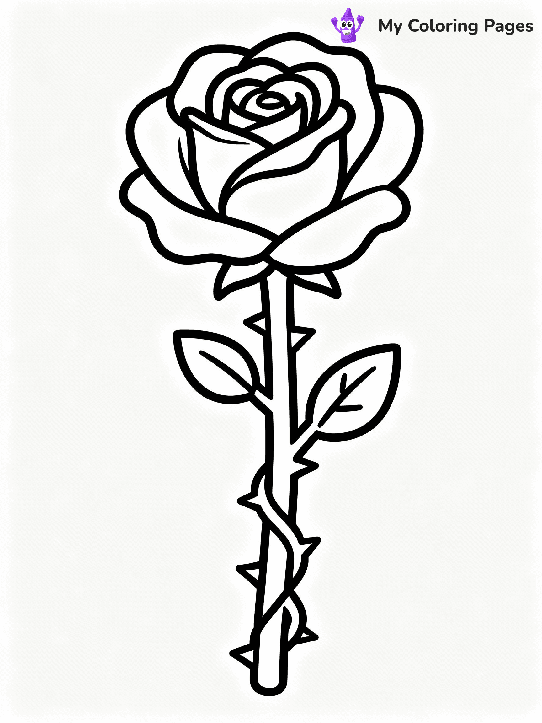 ⚠️ CRITICAL REQUIREMENT - ABSOLUTE BLACK AND WHITE ONLY ⚠️
This MUST be a BLACK AND WHITE line drawing ONLY. NO COLORS whatsoever.
- ONLY pure black lines (#000000) on pure white background (#FFFFFF)
- ABSOLUTELY NO colors, NO shading, NO gradients, NO grayscale
- If there are ANY colors in the output, the image is REJECTED
- This is a COLORING PAGE - meant to be COLORED IN by children
- The output must be UNCOLORED line art ready for coloring
⚠️ SUBJECT TO DRAW: A single rose with detailed petals, thorny stem wrapped in vines. Important: PURE OUTLINES. NO FILLS, COLOR, SHADING, OR GREYSCALE. WHITE BACKGROUND.
(REMEMBER: Output must be BLACK AND WHITE line art only, NOT colored!)
# Flat, Friendly Cartoon Line-Art Coloring Page
You are generating a **pure black-and-white binary image** of a child-friendly cartoon scene combining characters and background scenery in one cohesive composition.
## Rendering Rules (Strict)
- Only two colors: pure black (#000000) outlines and pure white (#FFFFFF) background.
- No grayscale, shading, gradients, tints, fills, transparency, or partial pixels.
- No antialiasing or blended edges; every pixel is 100% black or white.
- No solid black fills inside shapes — all areas inside outlines must remain white.
- No dark clothing areas or filled tone blocks; all garments outlined only.
- No shadows, textures, lighting, or tonal variations.
- Must look like flat binary vector line-art for coloring pages.
## Drawing & Composition
- **Medium, consistent line weight**; clean closed outlines easy to color inside.
- **Flat, simple, child-friendly design** — no realism or 3D depth.
- Characters are **grounded on a surface**, centered and large.
- **Balanced composition** with clear silhouettes and minimal props.
## Scenery & Style
- Landmarks (e.g., mosque, CN Tower) and scenery (trees, benches, waves) drawn with **black outlines only.**
- For real-world figures, teams, or places, show accurate details using only black outlines—no text or logos. Use distinctive uniform patterns, abstract symbols, and landmark silhouettes to convey identity.
- Keep **consistent perspective**; no floating elements.
- **Style:** whimsical **Doodle Art Alley** — rounded, friendly outlines.
- May adapt shapes from **Crayola, Disney, Peppa Pig, Cocomelon** — *by shape only, never color.*
- Final output: **flat, crisp, binary (#000000/#FFFFFF)**, **no filled color or background text.**
EXTREMELYE IMPORTANT:
- PURE BINARY LINE-ART; NO FILLS (HAIR/CLOTHES/SKIN), SHADING, OR GREY.
- NO SHADING, COLOR. MUST BE WHITE BACKGROUND.
⚠️ FINAL REMINDER: Draw the subject "A single rose with detailed petals, thorny stem wrapped in vines. Important: PURE OUTLINES. NO FILLS, COLOR, SHADING, OR GREYSCALE. WHITE BACKGROUND." as BLACK AND WHITE line art. Zero colors in output.