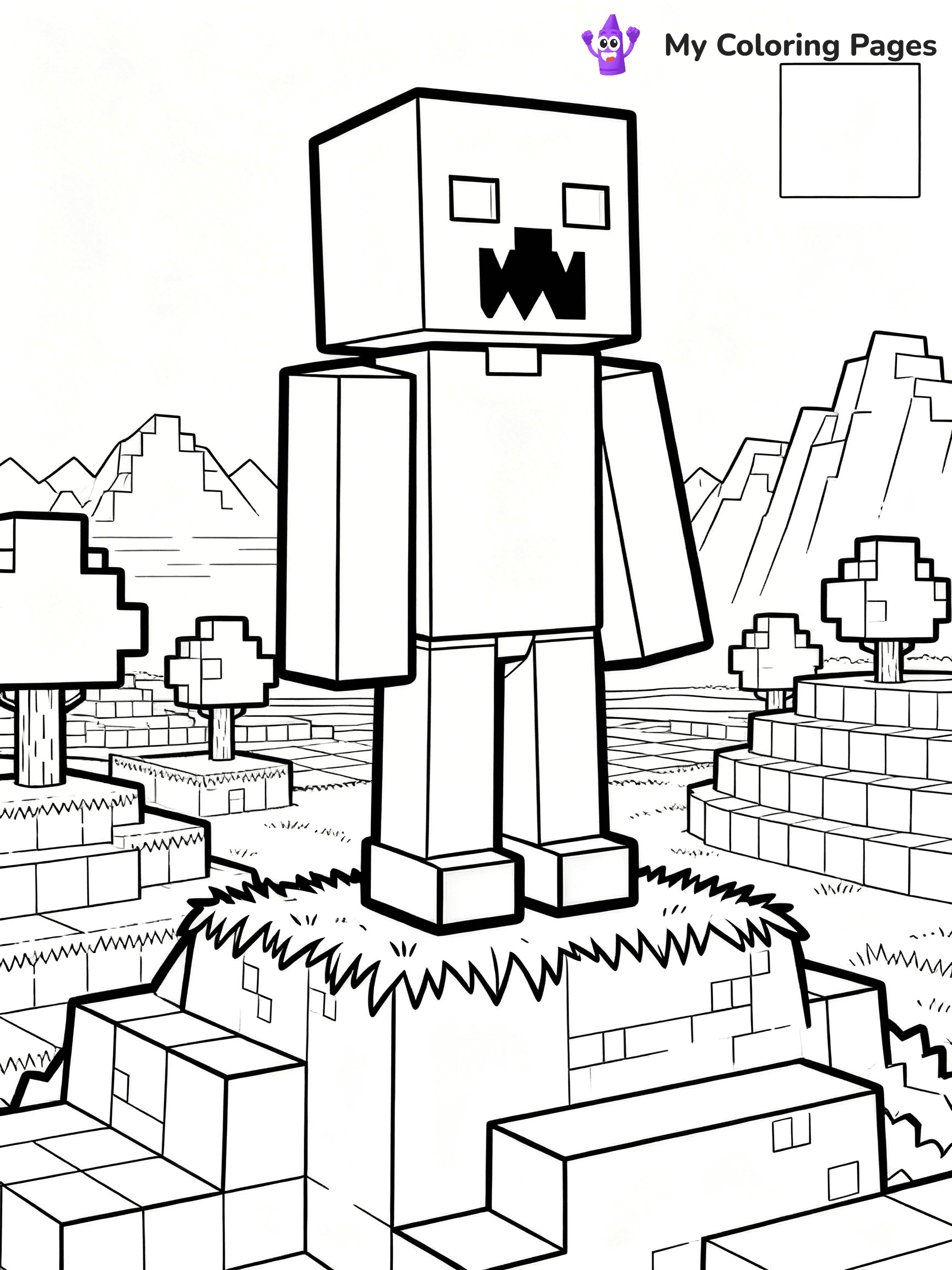Minecraft Creeper Coloring Pages - 1