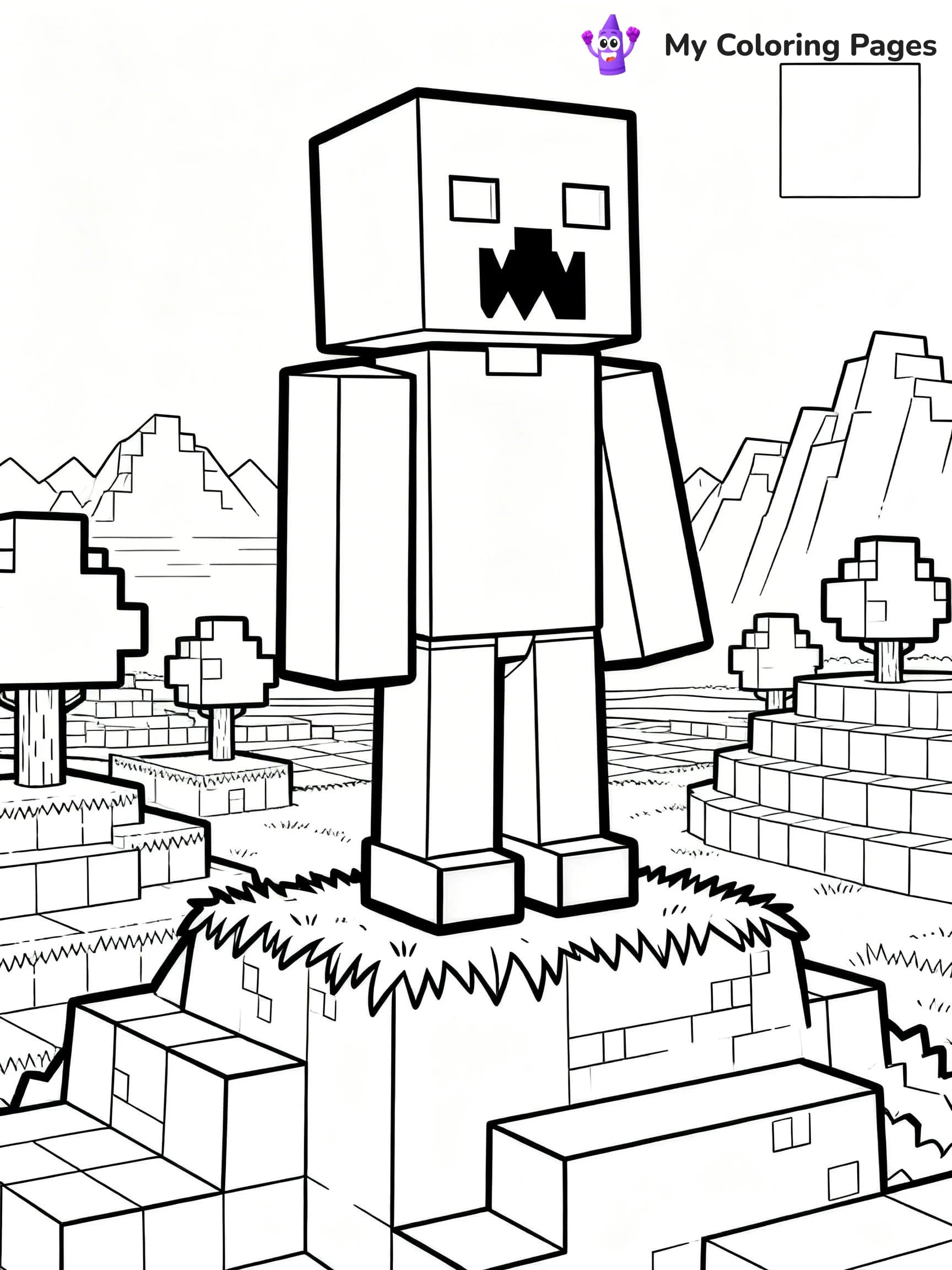 Minecraft Creeper Coloring Pages - 1