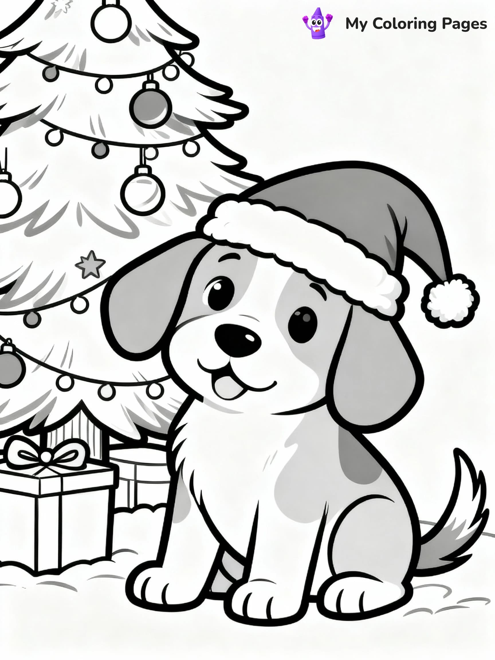 Christmas Puppy Coloring Pages - 18