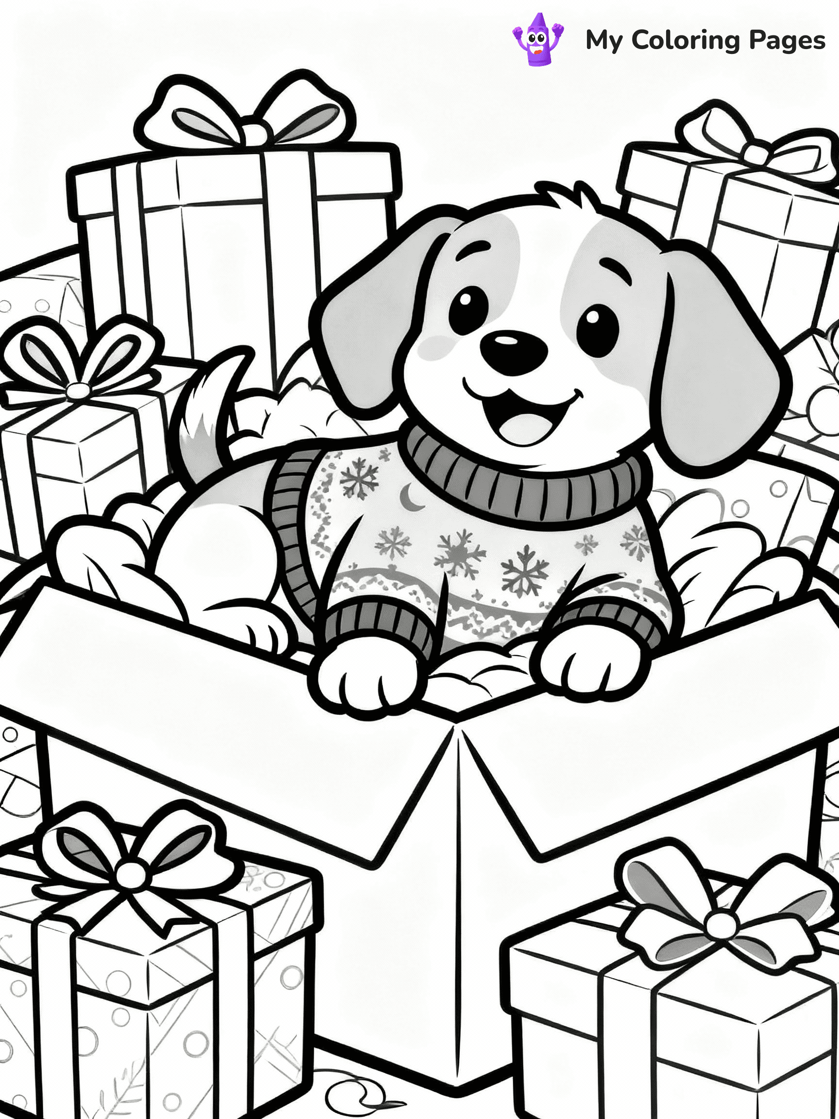 Christmas Puppy Coloring Pages - 16