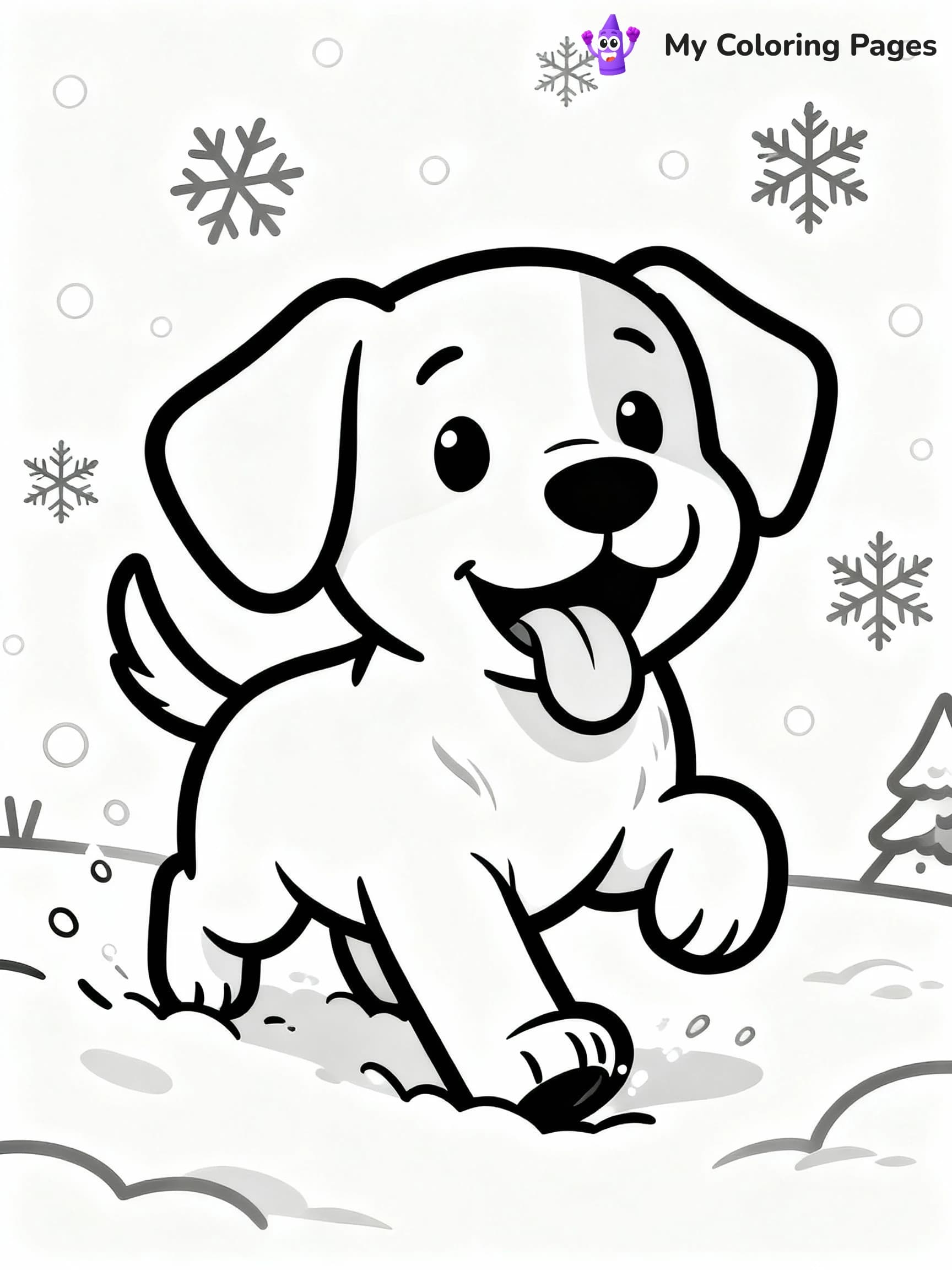 Christmas Puppy Coloring Pages - 12