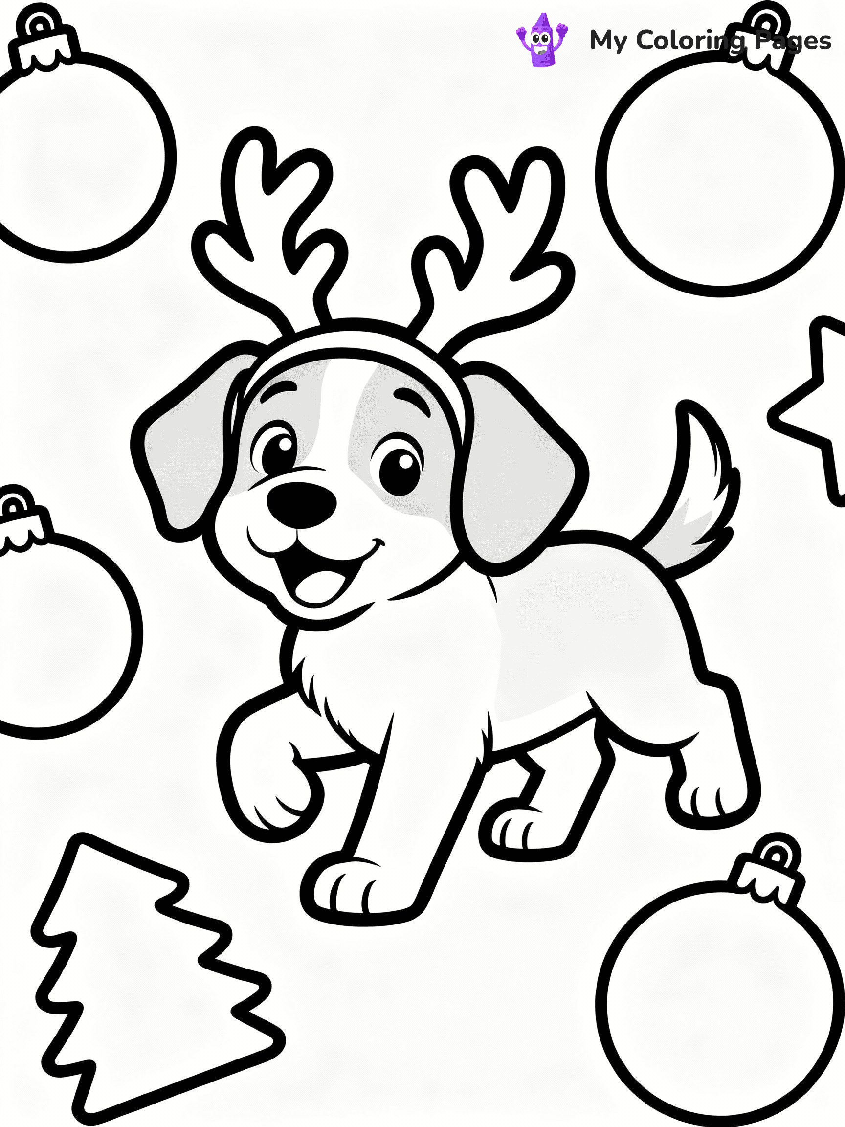 Christmas Puppy Coloring Pages - 4