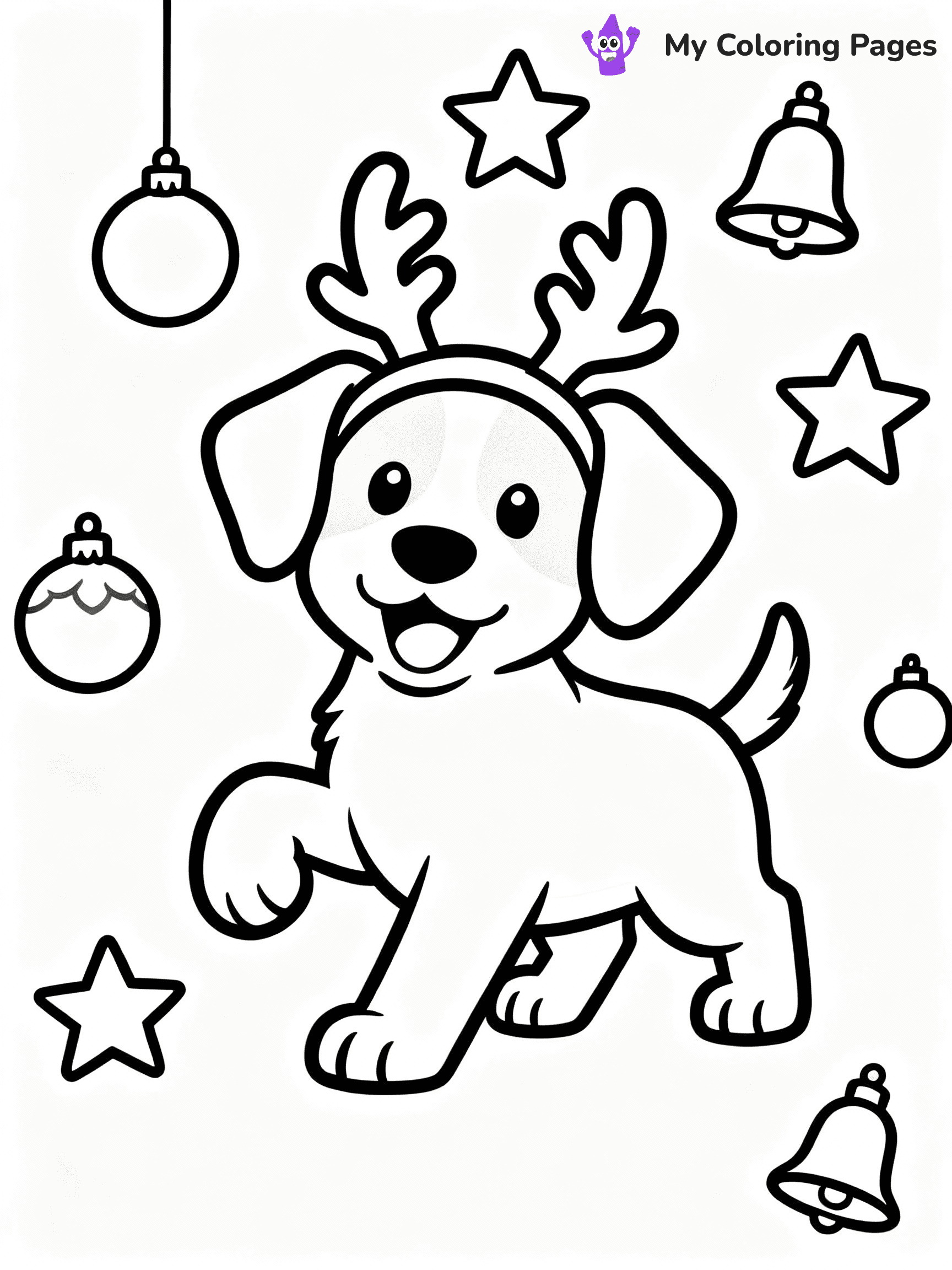 Christmas Puppy Coloring Pages - 3