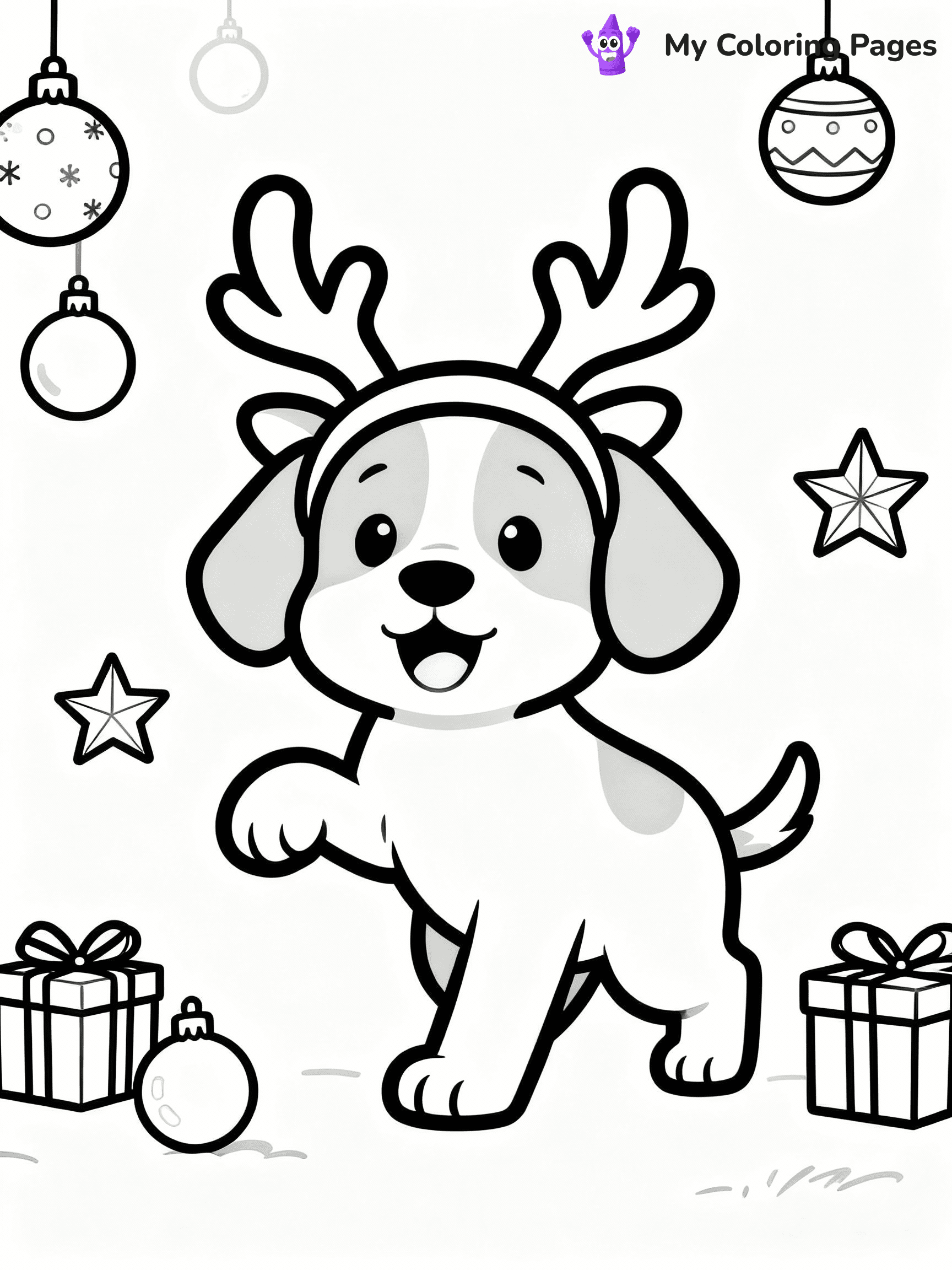 Christmas Puppy Coloring Pages - 2