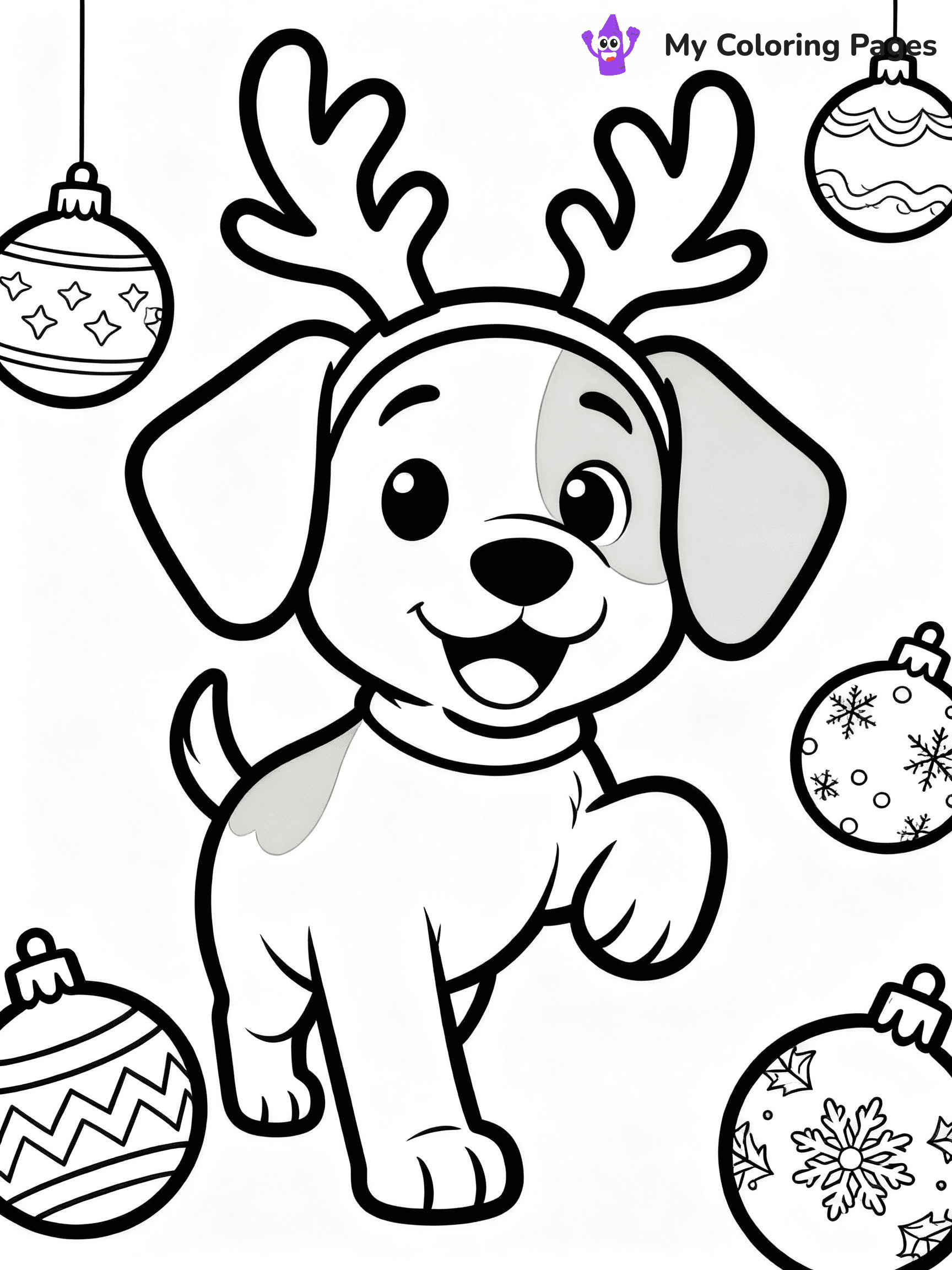 Christmas Puppy Coloring Pages - 1