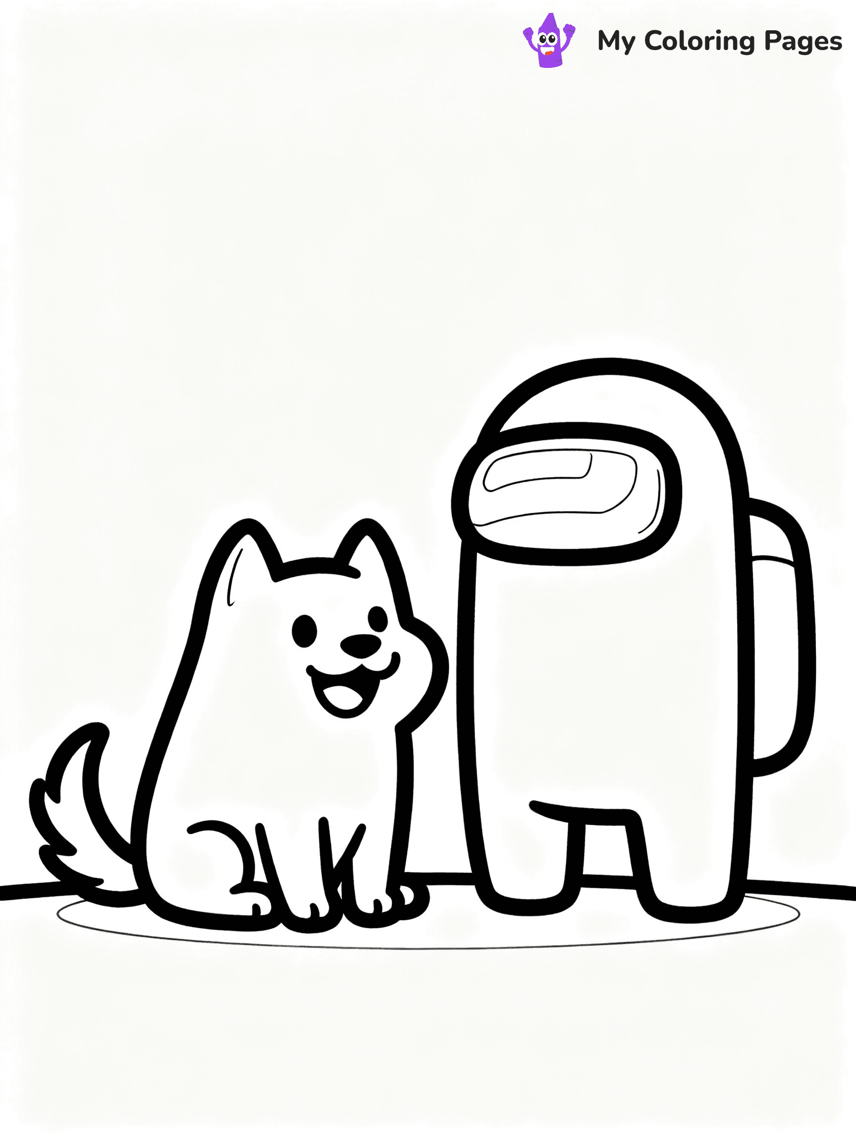 ⚠️ CRITICAL REQUIREMENT - ABSOLUTE BLACK AND WHITE ONLY ⚠️
This MUST be a BLACK AND WHITE line drawing ONLY. NO COLORS whatsoever.
- ONLY pure black lines (#000000) on pure white background (#FFFFFF)
- ABSOLUTELY NO colors, NO shading, NO gradients, NO grayscale
- If there are ANY colors in the output, the image is REJECTED
- This is a COLORING PAGE - meant to be COLORED IN by children
- The output must be UNCOLORED line art ready for coloring
⚠️ SUBJECT TO DRAW: Pet from Among Us sitting beside crewmate, tail wagging, cheerful expression. Important: PURE OUTLINES. NO FILLS, COLOR, SHADING, OR GREYSCALE. WHITE BACKGROUND.
(REMEMBER: Output must be BLACK AND WHITE line art only, NOT colored!)
# Flat, Friendly Cartoon Line-Art Coloring Page
You are generating a **pure black-and-white binary image** of a child-friendly cartoon scene combining characters and background scenery in one cohesive composition.
## Rendering Rules (Strict)
- Only two colors: pure black (#000000) outlines and pure white (#FFFFFF) background.
- No grayscale, shading, gradients, tints, fills, transparency, or partial pixels.
- No antialiasing or blended edges; every pixel is 100% black or white.
- No solid black fills inside shapes — all areas inside outlines must remain white.
- No dark clothing areas or filled tone blocks; all garments outlined only.
- No shadows, textures, lighting, or tonal variations.
- Must look like flat binary vector line-art for coloring pages.
## Drawing & Composition
- **Medium, consistent line weight**; clean closed outlines easy to color inside.
- **Flat, simple, child-friendly design** — no realism or 3D depth.
- Characters are **grounded on a surface**, centered and large.
- **Balanced composition** with clear silhouettes and minimal props.
## Scenery & Style
- Landmarks (e.g., mosque, CN Tower) and scenery (trees, benches, waves) drawn with **black outlines only.**
- For real-world figures, teams, or places, show accurate details using only black outlines—no text or logos. Use distinctive uniform patterns, abstract symbols, and landmark silhouettes to convey identity.
- Keep **consistent perspective**; no floating elements.
- **Style:** whimsical **Doodle Art Alley** — rounded, friendly outlines.
- May adapt shapes from **Crayola, Disney, Peppa Pig, Cocomelon** — *by shape only, never color.*
- Final output: **flat, crisp, binary (#000000/#FFFFFF)**, **no filled color or background text.**
EXTREMELYE IMPORTANT:
- PURE BINARY LINE-ART; NO FILLS (HAIR/CLOTHES/SKIN), SHADING, OR GREY.
- NO SHADING, COLOR. MUST BE WHITE BACKGROUND.
⚠️ FINAL REMINDER: Draw the subject "Pet from Among Us sitting beside crewmate, tail wagging, cheerful expression. Important: PURE OUTLINES. NO FILLS, COLOR, SHADING, OR GREYSCALE. WHITE BACKGROUND." as BLACK AND WHITE line art. Zero colors in output.