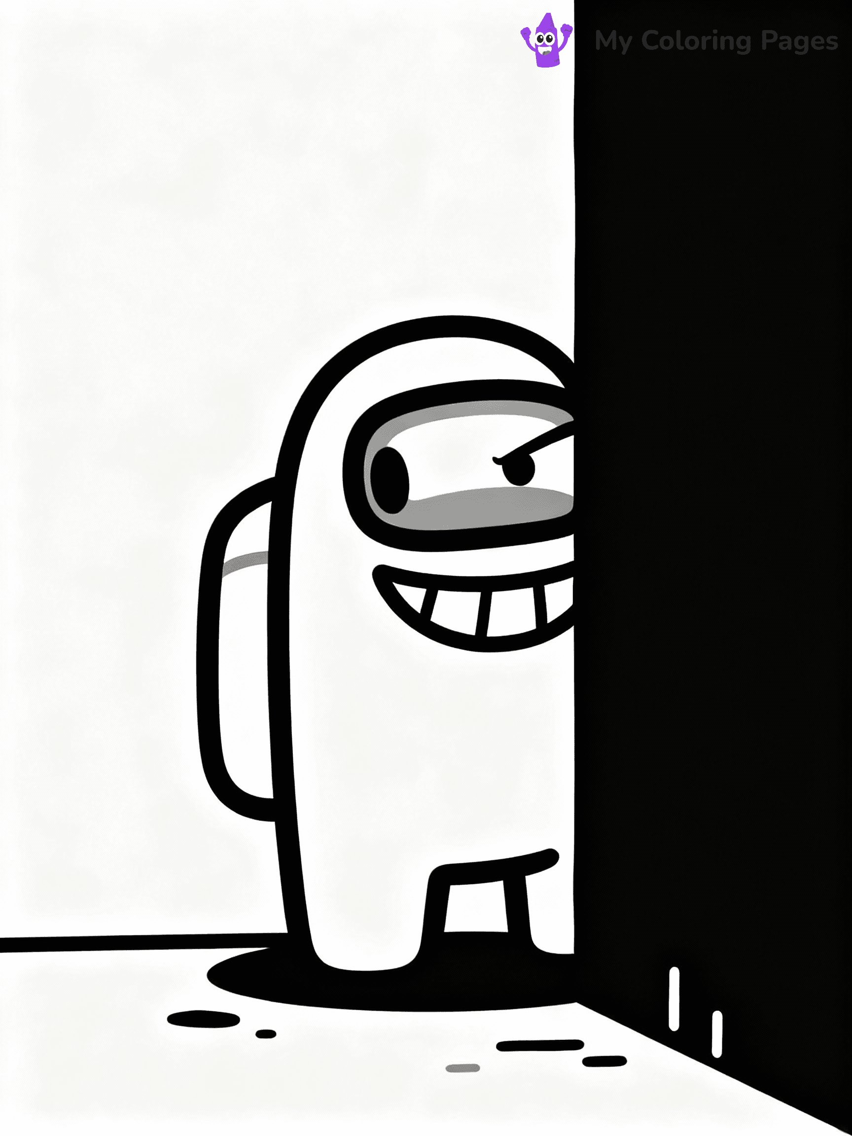 ⚠️ CRITICAL REQUIREMENT - ABSOLUTE BLACK AND WHITE ONLY ⚠️
This MUST be a BLACK AND WHITE line drawing ONLY. NO COLORS whatsoever.
- ONLY pure black lines (#000000) on pure white background (#FFFFFF)
- ABSOLUTELY NO colors, NO shading, NO gradients, NO grayscale
- If there are ANY colors in the output, the image is REJECTED
- This is a COLORING PAGE - meant to be COLORED IN by children
- The output must be UNCOLORED line art ready for coloring
⚠️ SUBJECT TO DRAW: Impostor from Among Us sneaking behind a wall, eyes peeking out, devious grin. Important: PURE OUTLINES. NO FILLS, COLOR, SHADING, OR GREYSCALE. WHITE BACKGROUND.
(REMEMBER: Output must be BLACK AND WHITE line art only, NOT colored!)
# Flat, Friendly Cartoon Line-Art Coloring Page
You are generating a **pure black-and-white binary image** of a child-friendly cartoon scene combining characters and background scenery in one cohesive composition.
## Rendering Rules (Strict)
- Only two colors: pure black (#000000) outlines and pure white (#FFFFFF) background.
- No grayscale, shading, gradients, tints, fills, transparency, or partial pixels.
- No antialiasing or blended edges; every pixel is 100% black or white.
- No solid black fills inside shapes — all areas inside outlines must remain white.
- No dark clothing areas or filled tone blocks; all garments outlined only.
- No shadows, textures, lighting, or tonal variations.
- Must look like flat binary vector line-art for coloring pages.
## Drawing & Composition
- **Medium, consistent line weight**; clean closed outlines easy to color inside.
- **Flat, simple, child-friendly design** — no realism or 3D depth.
- Characters are **grounded on a surface**, centered and large.
- **Balanced composition** with clear silhouettes and minimal props.
## Scenery & Style
- Landmarks (e.g., mosque, CN Tower) and scenery (trees, benches, waves) drawn with **black outlines only.**
- For real-world figures, teams, or places, show accurate details using only black outlines—no text or logos. Use distinctive uniform patterns, abstract symbols, and landmark silhouettes to convey identity.
- Keep **consistent perspective**; no floating elements.
- **Style:** whimsical **Doodle Art Alley** — rounded, friendly outlines.
- May adapt shapes from **Crayola, Disney, Peppa Pig, Cocomelon** — *by shape only, never color.*
- Final output: **flat, crisp, binary (#000000/#FFFFFF)**, **no filled color or background text.**
EXTREMELYE IMPORTANT:
- PURE BINARY LINE-ART; NO FILLS (HAIR/CLOTHES/SKIN), SHADING, OR GREY.
- NO SHADING, COLOR. MUST BE WHITE BACKGROUND.
⚠️ FINAL REMINDER: Draw the subject "Impostor from Among Us sneaking behind a wall, eyes peeking out, devious grin. Important: PURE OUTLINES. NO FILLS, COLOR, SHADING, OR GREYSCALE. WHITE BACKGROUND." as BLACK AND WHITE line art. Zero colors in output.