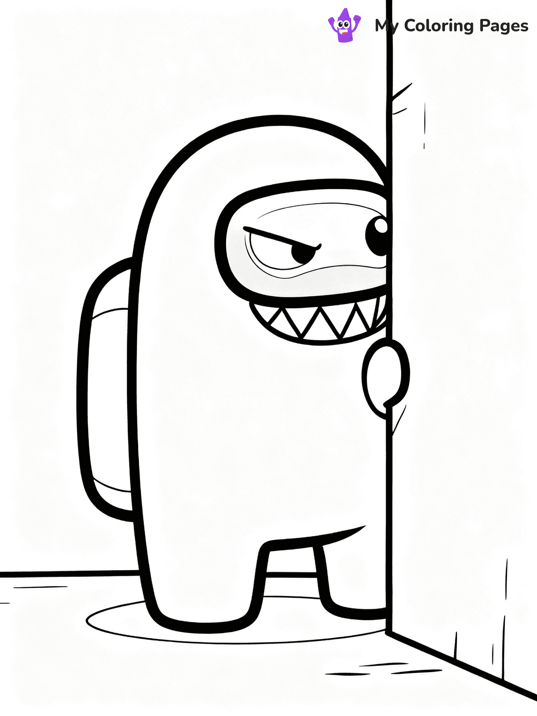 ⚠️ CRITICAL REQUIREMENT - ABSOLUTE BLACK AND WHITE ONLY ⚠️
This MUST be a BLACK AND WHITE line drawing ONLY. NO COLORS whatsoever.
- ONLY pure black lines (#000000) on pure white background (#FFFFFF)
- ABSOLUTELY NO colors, NO shading, NO gradients, NO grayscale
- If there are ANY colors in the output, the image is REJECTED
- This is a COLORING PAGE - meant to be COLORED IN by children
- The output must be UNCOLORED line art ready for coloring
⚠️ SUBJECT TO DRAW: Impostor from Among Us sneaking behind a wall, eyes peeking out, devious grin. Important: PURE OUTLINES. NO FILLS, COLOR, SHADING, OR GREYSCALE. WHITE BACKGROUND.
(REMEMBER: Output must be BLACK AND WHITE line art only, NOT colored!)
# Flat, Friendly Cartoon Line-Art Coloring Page
You are generating a **pure black-and-white binary image** of a child-friendly cartoon scene combining characters and background scenery in one cohesive composition.
## Rendering Rules (Strict)
- Only two colors: pure black (#000000) outlines and pure white (#FFFFFF) background.
- No grayscale, shading, gradients, tints, fills, transparency, or partial pixels.
- No antialiasing or blended edges; every pixel is 100% black or white.
- No solid black fills inside shapes — all areas inside outlines must remain white.
- No dark clothing areas or filled tone blocks; all garments outlined only.
- No shadows, textures, lighting, or tonal variations.
- Must look like flat binary vector line-art for coloring pages.
## Drawing & Composition
- **Medium, consistent line weight**; clean closed outlines easy to color inside.
- **Flat, simple, child-friendly design** — no realism or 3D depth.
- Characters are **grounded on a surface**, centered and large.
- **Balanced composition** with clear silhouettes and minimal props.
## Scenery & Style
- Landmarks (e.g., mosque, CN Tower) and scenery (trees, benches, waves) drawn with **black outlines only.**
- For real-world figures, teams, or places, show accurate details using only black outlines—no text or logos. Use distinctive uniform patterns, abstract symbols, and landmark silhouettes to convey identity.
- Keep **consistent perspective**; no floating elements.
- **Style:** whimsical **Doodle Art Alley** — rounded, friendly outlines.
- May adapt shapes from **Crayola, Disney, Peppa Pig, Cocomelon** — *by shape only, never color.*
- Final output: **flat, crisp, binary (#000000/#FFFFFF)**, **no filled color or background text.**
EXTREMELYE IMPORTANT:
- PURE BINARY LINE-ART; NO FILLS (HAIR/CLOTHES/SKIN), SHADING, OR GREY.
- NO SHADING, COLOR. MUST BE WHITE BACKGROUND.
⚠️ FINAL REMINDER: Draw the subject "Impostor from Among Us sneaking behind a wall, eyes peeking out, devious grin. Important: PURE OUTLINES. NO FILLS, COLOR, SHADING, OR GREYSCALE. WHITE BACKGROUND." as BLACK AND WHITE line art. Zero colors in output.