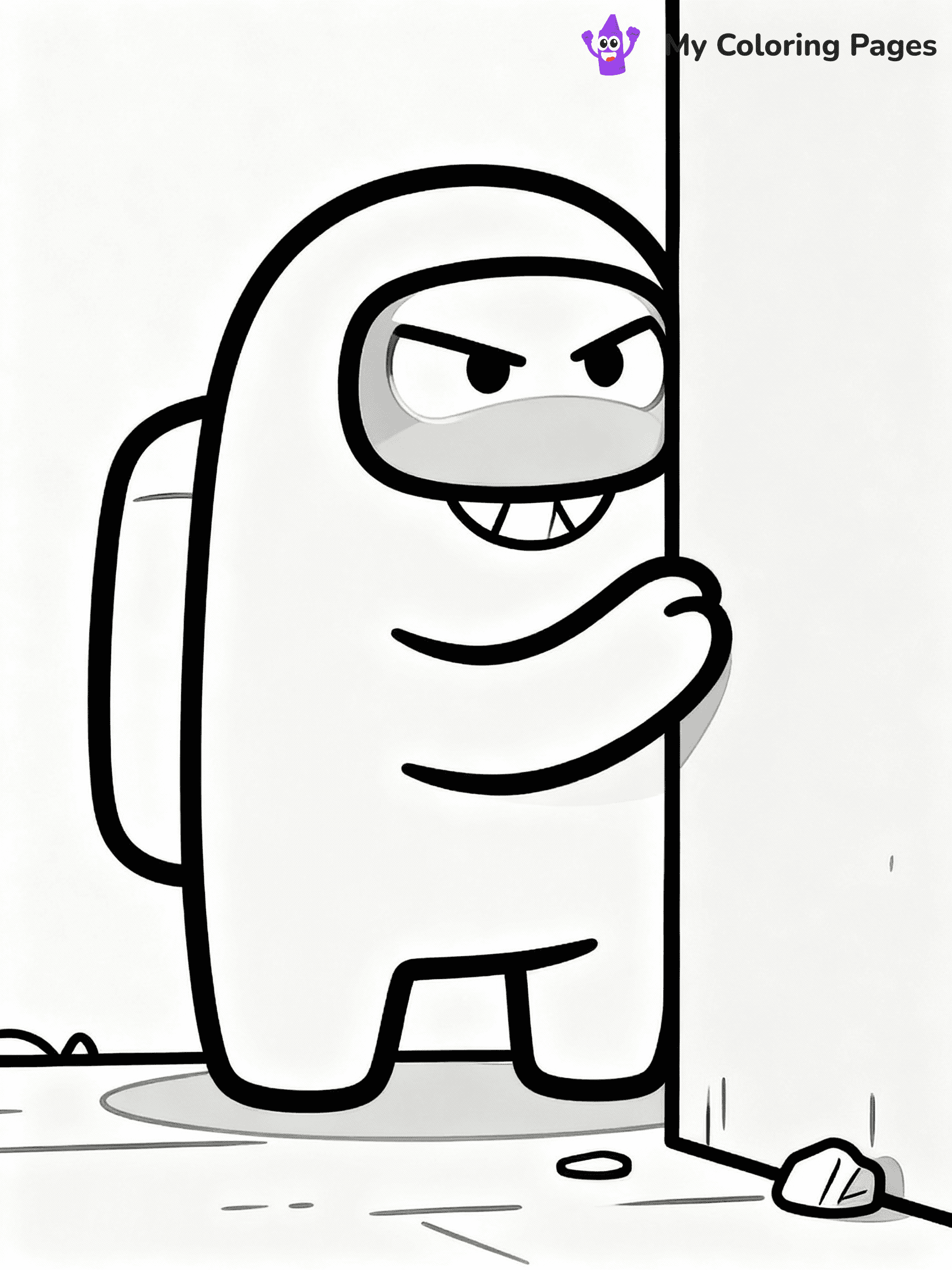 ⚠️ CRITICAL REQUIREMENT - ABSOLUTE BLACK AND WHITE ONLY ⚠️
This MUST be a BLACK AND WHITE line drawing ONLY. NO COLORS whatsoever.
- ONLY pure black lines (#000000) on pure white background (#FFFFFF)
- ABSOLUTELY NO colors, NO shading, NO gradients, NO grayscale
- If there are ANY colors in the output, the image is REJECTED
- This is a COLORING PAGE - meant to be COLORED IN by children
- The output must be UNCOLORED line art ready for coloring
⚠️ SUBJECT TO DRAW: Impostor from Among Us sneaking behind a wall, eyes peeking out, devious grin. Important: PURE OUTLINES. NO FILLS, COLOR, SHADING, OR GREYSCALE. WHITE BACKGROUND.
(REMEMBER: Output must be BLACK AND WHITE line art only, NOT colored!)
# Flat, Friendly Cartoon Line-Art Coloring Page
You are generating a **pure black-and-white binary image** of a child-friendly cartoon scene combining characters and background scenery in one cohesive composition.
## Rendering Rules (Strict)
- Only two colors: pure black (#000000) outlines and pure white (#FFFFFF) background.
- No grayscale, shading, gradients, tints, fills, transparency, or partial pixels.
- No antialiasing or blended edges; every pixel is 100% black or white.
- No solid black fills inside shapes — all areas inside outlines must remain white.
- No dark clothing areas or filled tone blocks; all garments outlined only.
- No shadows, textures, lighting, or tonal variations.
- Must look like flat binary vector line-art for coloring pages.
## Drawing & Composition
- **Medium, consistent line weight**; clean closed outlines easy to color inside.
- **Flat, simple, child-friendly design** — no realism or 3D depth.
- Characters are **grounded on a surface**, centered and large.
- **Balanced composition** with clear silhouettes and minimal props.
## Scenery & Style
- Landmarks (e.g., mosque, CN Tower) and scenery (trees, benches, waves) drawn with **black outlines only.**
- For real-world figures, teams, or places, show accurate details using only black outlines—no text or logos. Use distinctive uniform patterns, abstract symbols, and landmark silhouettes to convey identity.
- Keep **consistent perspective**; no floating elements.
- **Style:** whimsical **Doodle Art Alley** — rounded, friendly outlines.
- May adapt shapes from **Crayola, Disney, Peppa Pig, Cocomelon** — *by shape only, never color.*
- Final output: **flat, crisp, binary (#000000/#FFFFFF)**, **no filled color or background text.**
EXTREMELYE IMPORTANT:
- PURE BINARY LINE-ART; NO FILLS (HAIR/CLOTHES/SKIN), SHADING, OR GREY.
- NO SHADING, COLOR. MUST BE WHITE BACKGROUND.
⚠️ FINAL REMINDER: Draw the subject "Impostor from Among Us sneaking behind a wall, eyes peeking out, devious grin. Important: PURE OUTLINES. NO FILLS, COLOR, SHADING, OR GREYSCALE. WHITE BACKGROUND." as BLACK AND WHITE line art. Zero colors in output.