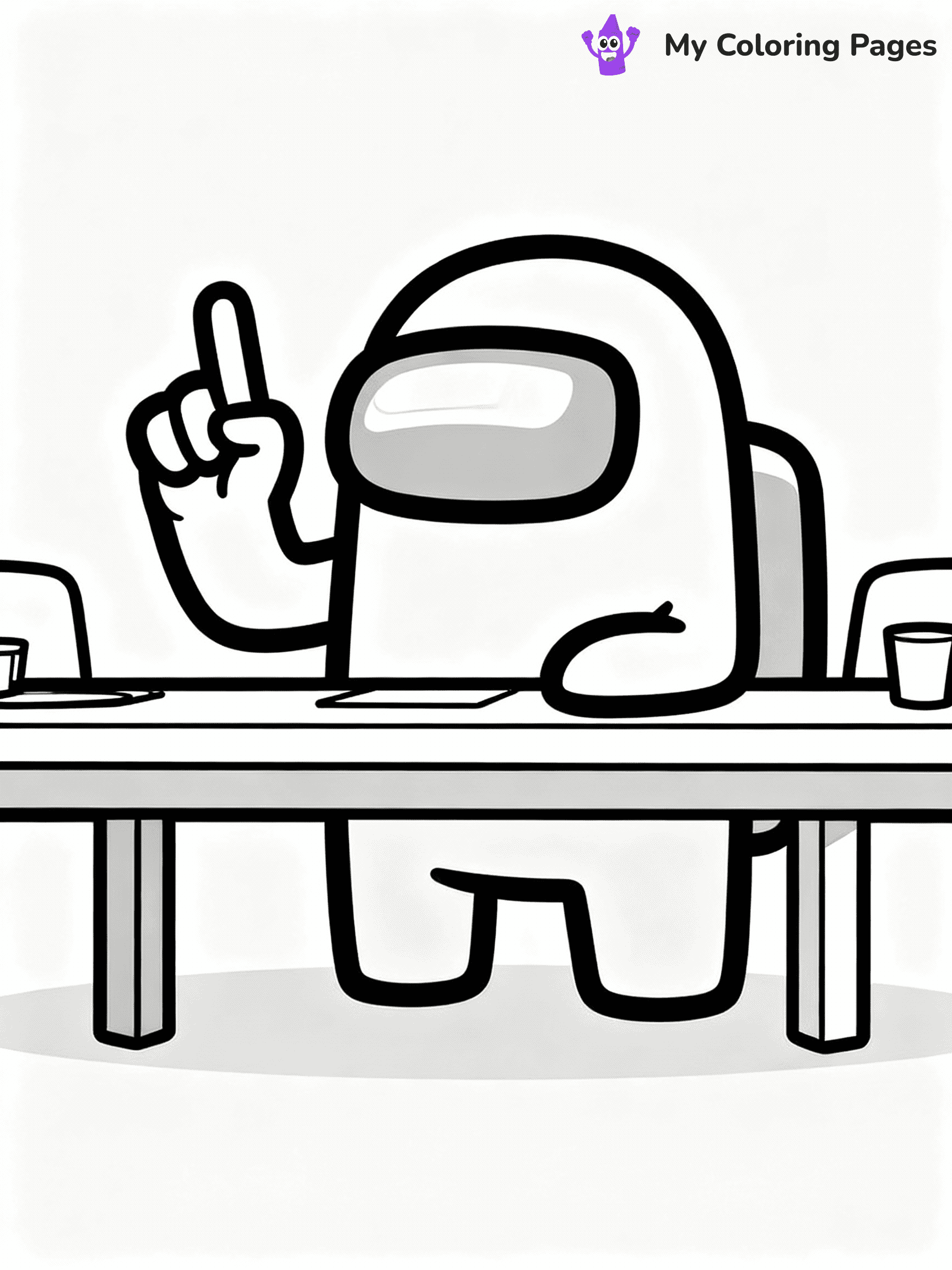 ⚠️ CRITICAL REQUIREMENT - ABSOLUTE BLACK AND WHITE ONLY ⚠️
This MUST be a BLACK AND WHITE line drawing ONLY. NO COLORS whatsoever.
- ONLY pure black lines (#000000) on pure white background (#FFFFFF)
- ABSOLUTELY NO colors, NO shading, NO gradients, NO grayscale
- If there are ANY colors in the output, the image is REJECTED
- This is a COLORING PAGE - meant to be COLORED IN by children
- The output must be UNCOLORED line art ready for coloring
⚠️ SUBJECT TO DRAW: Crewmate from Among Us at emergency meeting table, finger raised, discussing. Important: PURE OUTLINES. NO FILLS, COLOR, SHADING, OR GREYSCALE. WHITE BACKGROUND.
(REMEMBER: Output must be BLACK AND WHITE line art only, NOT colored!)
# Flat, Friendly Cartoon Line-Art Coloring Page
You are generating a **pure black-and-white binary image** of a child-friendly cartoon scene combining characters and background scenery in one cohesive composition.
## Rendering Rules (Strict)
- Only two colors: pure black (#000000) outlines and pure white (#FFFFFF) background.
- No grayscale, shading, gradients, tints, fills, transparency, or partial pixels.
- No antialiasing or blended edges; every pixel is 100% black or white.
- No solid black fills inside shapes — all areas inside outlines must remain white.
- No dark clothing areas or filled tone blocks; all garments outlined only.
- No shadows, textures, lighting, or tonal variations.
- Must look like flat binary vector line-art for coloring pages.
## Drawing & Composition
- **Medium, consistent line weight**; clean closed outlines easy to color inside.
- **Flat, simple, child-friendly design** — no realism or 3D depth.
- Characters are **grounded on a surface**, centered and large.
- **Balanced composition** with clear silhouettes and minimal props.
## Scenery & Style
- Landmarks (e.g., mosque, CN Tower) and scenery (trees, benches, waves) drawn with **black outlines only.**
- For real-world figures, teams, or places, show accurate details using only black outlines—no text or logos. Use distinctive uniform patterns, abstract symbols, and landmark silhouettes to convey identity.
- Keep **consistent perspective**; no floating elements.
- **Style:** whimsical **Doodle Art Alley** — rounded, friendly outlines.
- May adapt shapes from **Crayola, Disney, Peppa Pig, Cocomelon** — *by shape only, never color.*
- Final output: **flat, crisp, binary (#000000/#FFFFFF)**, **no filled color or background text.**
EXTREMELYE IMPORTANT:
- PURE BINARY LINE-ART; NO FILLS (HAIR/CLOTHES/SKIN), SHADING, OR GREY.
- NO SHADING, COLOR. MUST BE WHITE BACKGROUND.
⚠️ FINAL REMINDER: Draw the subject "Crewmate from Among Us at emergency meeting table, finger raised, discussing. Important: PURE OUTLINES. NO FILLS, COLOR, SHADING, OR GREYSCALE. WHITE BACKGROUND." as BLACK AND WHITE line art. Zero colors in output.