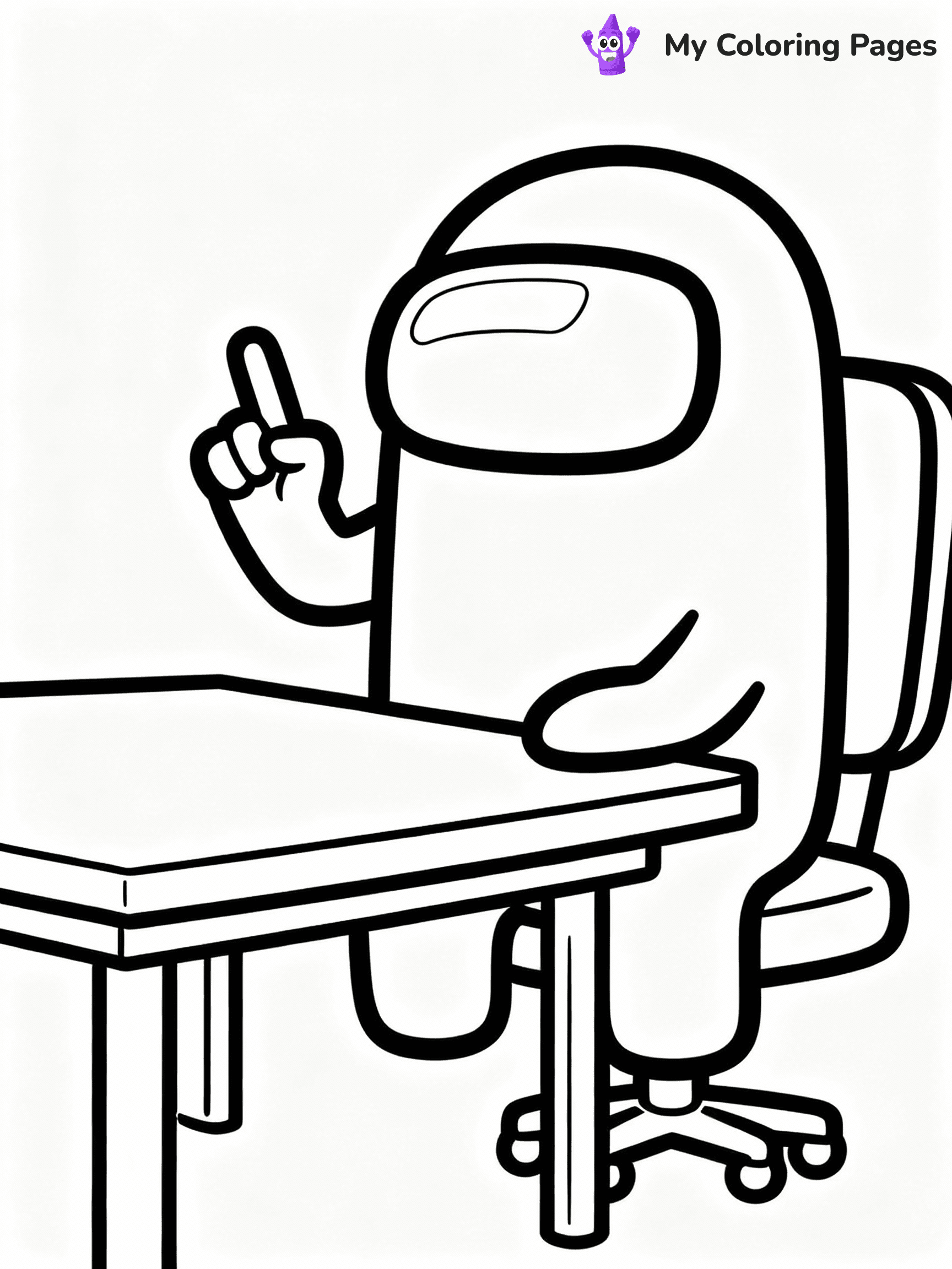 ⚠️ CRITICAL REQUIREMENT - ABSOLUTE BLACK AND WHITE ONLY ⚠️
This MUST be a BLACK AND WHITE line drawing ONLY. NO COLORS whatsoever.
- ONLY pure black lines (#000000) on pure white background (#FFFFFF)
- ABSOLUTELY NO colors, NO shading, NO gradients, NO grayscale
- If there are ANY colors in the output, the image is REJECTED
- This is a COLORING PAGE - meant to be COLORED IN by children
- The output must be UNCOLORED line art ready for coloring
⚠️ SUBJECT TO DRAW: Crewmate from Among Us at emergency meeting table, finger raised, discussing. Important: PURE OUTLINES. NO FILLS, COLOR, SHADING, OR GREYSCALE. WHITE BACKGROUND.
(REMEMBER: Output must be BLACK AND WHITE line art only, NOT colored!)
# Flat, Friendly Cartoon Line-Art Coloring Page
You are generating a **pure black-and-white binary image** of a child-friendly cartoon scene combining characters and background scenery in one cohesive composition.
## Rendering Rules (Strict)
- Only two colors: pure black (#000000) outlines and pure white (#FFFFFF) background.
- No grayscale, shading, gradients, tints, fills, transparency, or partial pixels.
- No antialiasing or blended edges; every pixel is 100% black or white.
- No solid black fills inside shapes — all areas inside outlines must remain white.
- No dark clothing areas or filled tone blocks; all garments outlined only.
- No shadows, textures, lighting, or tonal variations.
- Must look like flat binary vector line-art for coloring pages.
## Drawing & Composition
- **Medium, consistent line weight**; clean closed outlines easy to color inside.
- **Flat, simple, child-friendly design** — no realism or 3D depth.
- Characters are **grounded on a surface**, centered and large.
- **Balanced composition** with clear silhouettes and minimal props.
## Scenery & Style
- Landmarks (e.g., mosque, CN Tower) and scenery (trees, benches, waves) drawn with **black outlines only.**
- For real-world figures, teams, or places, show accurate details using only black outlines—no text or logos. Use distinctive uniform patterns, abstract symbols, and landmark silhouettes to convey identity.
- Keep **consistent perspective**; no floating elements.
- **Style:** whimsical **Doodle Art Alley** — rounded, friendly outlines.
- May adapt shapes from **Crayola, Disney, Peppa Pig, Cocomelon** — *by shape only, never color.*
- Final output: **flat, crisp, binary (#000000/#FFFFFF)**, **no filled color or background text.**
EXTREMELYE IMPORTANT:
- PURE BINARY LINE-ART; NO FILLS (HAIR/CLOTHES/SKIN), SHADING, OR GREY.
- NO SHADING, COLOR. MUST BE WHITE BACKGROUND.
⚠️ FINAL REMINDER: Draw the subject "Crewmate from Among Us at emergency meeting table, finger raised, discussing. Important: PURE OUTLINES. NO FILLS, COLOR, SHADING, OR GREYSCALE. WHITE BACKGROUND." as BLACK AND WHITE line art. Zero colors in output.