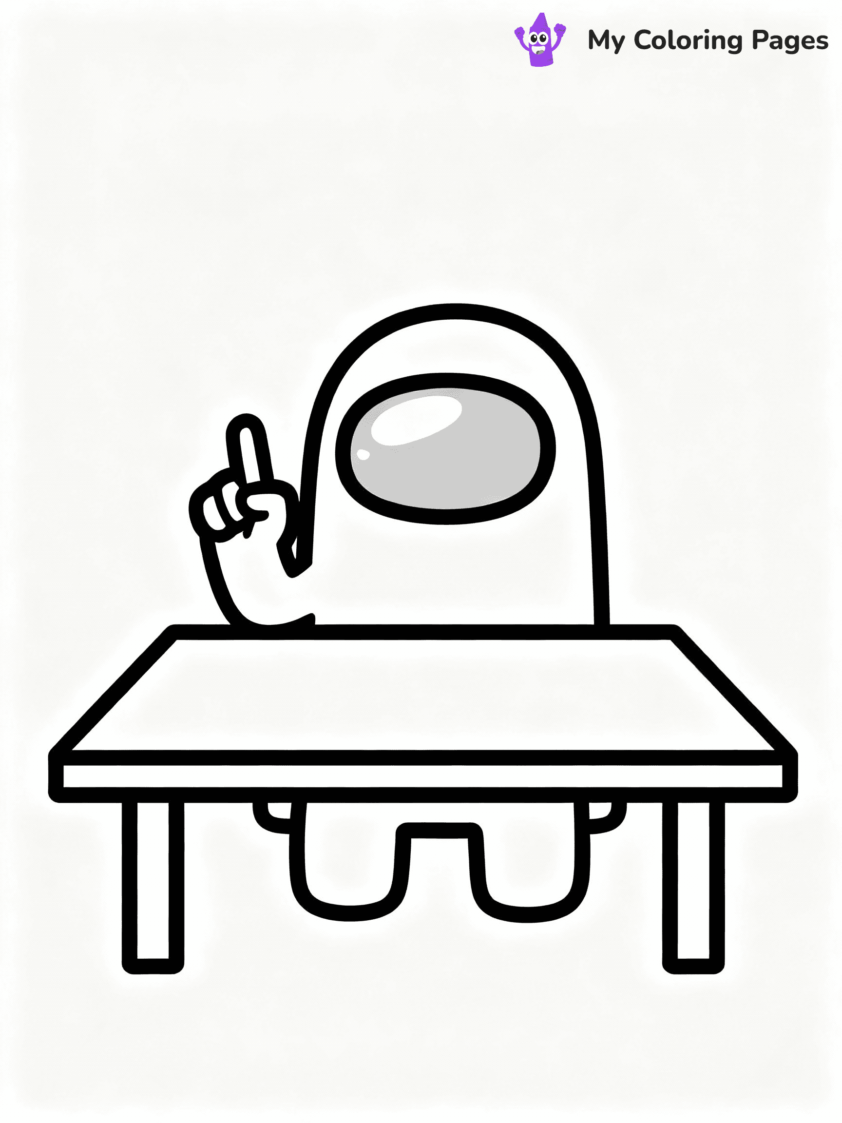 ⚠️ CRITICAL REQUIREMENT - ABSOLUTE BLACK AND WHITE ONLY ⚠️
This MUST be a BLACK AND WHITE line drawing ONLY. NO COLORS whatsoever.
- ONLY pure black lines (#000000) on pure white background (#FFFFFF)
- ABSOLUTELY NO colors, NO shading, NO gradients, NO grayscale
- If there are ANY colors in the output, the image is REJECTED
- This is a COLORING PAGE - meant to be COLORED IN by children
- The output must be UNCOLORED line art ready for coloring
⚠️ SUBJECT TO DRAW: Crewmate from Among Us at emergency meeting table, finger raised, discussing. Important: PURE OUTLINES. NO FILLS, COLOR, SHADING, OR GREYSCALE. WHITE BACKGROUND.
(REMEMBER: Output must be BLACK AND WHITE line art only, NOT colored!)
# Flat, Friendly Cartoon Line-Art Coloring Page
You are generating a **pure black-and-white binary image** of a child-friendly cartoon scene combining characters and background scenery in one cohesive composition.
## Rendering Rules (Strict)
- Only two colors: pure black (#000000) outlines and pure white (#FFFFFF) background.
- No grayscale, shading, gradients, tints, fills, transparency, or partial pixels.
- No antialiasing or blended edges; every pixel is 100% black or white.
- No solid black fills inside shapes — all areas inside outlines must remain white.
- No dark clothing areas or filled tone blocks; all garments outlined only.
- No shadows, textures, lighting, or tonal variations.
- Must look like flat binary vector line-art for coloring pages.
## Drawing & Composition
- **Medium, consistent line weight**; clean closed outlines easy to color inside.
- **Flat, simple, child-friendly design** — no realism or 3D depth.
- Characters are **grounded on a surface**, centered and large.
- **Balanced composition** with clear silhouettes and minimal props.
## Scenery & Style
- Landmarks (e.g., mosque, CN Tower) and scenery (trees, benches, waves) drawn with **black outlines only.**
- For real-world figures, teams, or places, show accurate details using only black outlines—no text or logos. Use distinctive uniform patterns, abstract symbols, and landmark silhouettes to convey identity.
- Keep **consistent perspective**; no floating elements.
- **Style:** whimsical **Doodle Art Alley** — rounded, friendly outlines.
- May adapt shapes from **Crayola, Disney, Peppa Pig, Cocomelon** — *by shape only, never color.*
- Final output: **flat, crisp, binary (#000000/#FFFFFF)**, **no filled color or background text.**
EXTREMELYE IMPORTANT:
- PURE BINARY LINE-ART; NO FILLS (HAIR/CLOTHES/SKIN), SHADING, OR GREY.
- NO SHADING, COLOR. MUST BE WHITE BACKGROUND.
⚠️ FINAL REMINDER: Draw the subject "Crewmate from Among Us at emergency meeting table, finger raised, discussing. Important: PURE OUTLINES. NO FILLS, COLOR, SHADING, OR GREYSCALE. WHITE BACKGROUND." as BLACK AND WHITE line art. Zero colors in output.