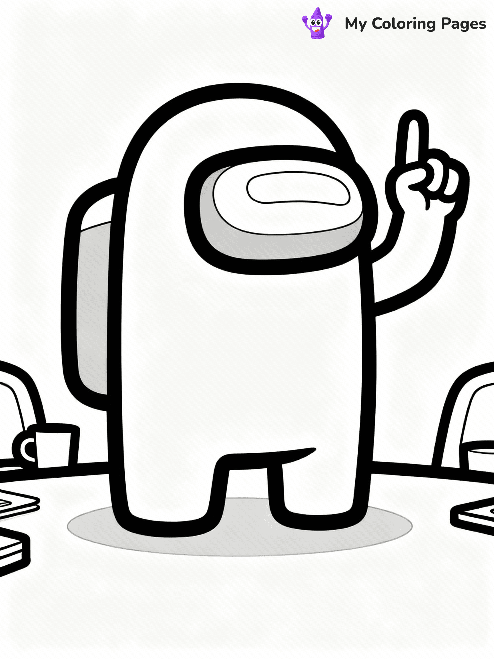 ⚠️ CRITICAL REQUIREMENT - ABSOLUTE BLACK AND WHITE ONLY ⚠️
This MUST be a BLACK AND WHITE line drawing ONLY. NO COLORS whatsoever.
- ONLY pure black lines (#000000) on pure white background (#FFFFFF)
- ABSOLUTELY NO colors, NO shading, NO gradients, NO grayscale
- If there are ANY colors in the output, the image is REJECTED
- This is a COLORING PAGE - meant to be COLORED IN by children
- The output must be UNCOLORED line art ready for coloring
⚠️ SUBJECT TO DRAW: Crewmate from Among Us at emergency meeting table, finger raised, discussing. Important: PURE OUTLINES. NO FILLS, COLOR, SHADING, OR GREYSCALE. WHITE BACKGROUND.
(REMEMBER: Output must be BLACK AND WHITE line art only, NOT colored!)
# Flat, Friendly Cartoon Line-Art Coloring Page
You are generating a **pure black-and-white binary image** of a child-friendly cartoon scene combining characters and background scenery in one cohesive composition.
## Rendering Rules (Strict)
- Only two colors: pure black (#000000) outlines and pure white (#FFFFFF) background.
- No grayscale, shading, gradients, tints, fills, transparency, or partial pixels.
- No antialiasing or blended edges; every pixel is 100% black or white.
- No solid black fills inside shapes — all areas inside outlines must remain white.
- No dark clothing areas or filled tone blocks; all garments outlined only.
- No shadows, textures, lighting, or tonal variations.
- Must look like flat binary vector line-art for coloring pages.
## Drawing & Composition
- **Medium, consistent line weight**; clean closed outlines easy to color inside.
- **Flat, simple, child-friendly design** — no realism or 3D depth.
- Characters are **grounded on a surface**, centered and large.
- **Balanced composition** with clear silhouettes and minimal props.
## Scenery & Style
- Landmarks (e.g., mosque, CN Tower) and scenery (trees, benches, waves) drawn with **black outlines only.**
- For real-world figures, teams, or places, show accurate details using only black outlines—no text or logos. Use distinctive uniform patterns, abstract symbols, and landmark silhouettes to convey identity.
- Keep **consistent perspective**; no floating elements.
- **Style:** whimsical **Doodle Art Alley** — rounded, friendly outlines.
- May adapt shapes from **Crayola, Disney, Peppa Pig, Cocomelon** — *by shape only, never color.*
- Final output: **flat, crisp, binary (#000000/#FFFFFF)**, **no filled color or background text.**
EXTREMELYE IMPORTANT:
- PURE BINARY LINE-ART; NO FILLS (HAIR/CLOTHES/SKIN), SHADING, OR GREY.
- NO SHADING, COLOR. MUST BE WHITE BACKGROUND.
⚠️ FINAL REMINDER: Draw the subject "Crewmate from Among Us at emergency meeting table, finger raised, discussing. Important: PURE OUTLINES. NO FILLS, COLOR, SHADING, OR GREYSCALE. WHITE BACKGROUND." as BLACK AND WHITE line art. Zero colors in output.