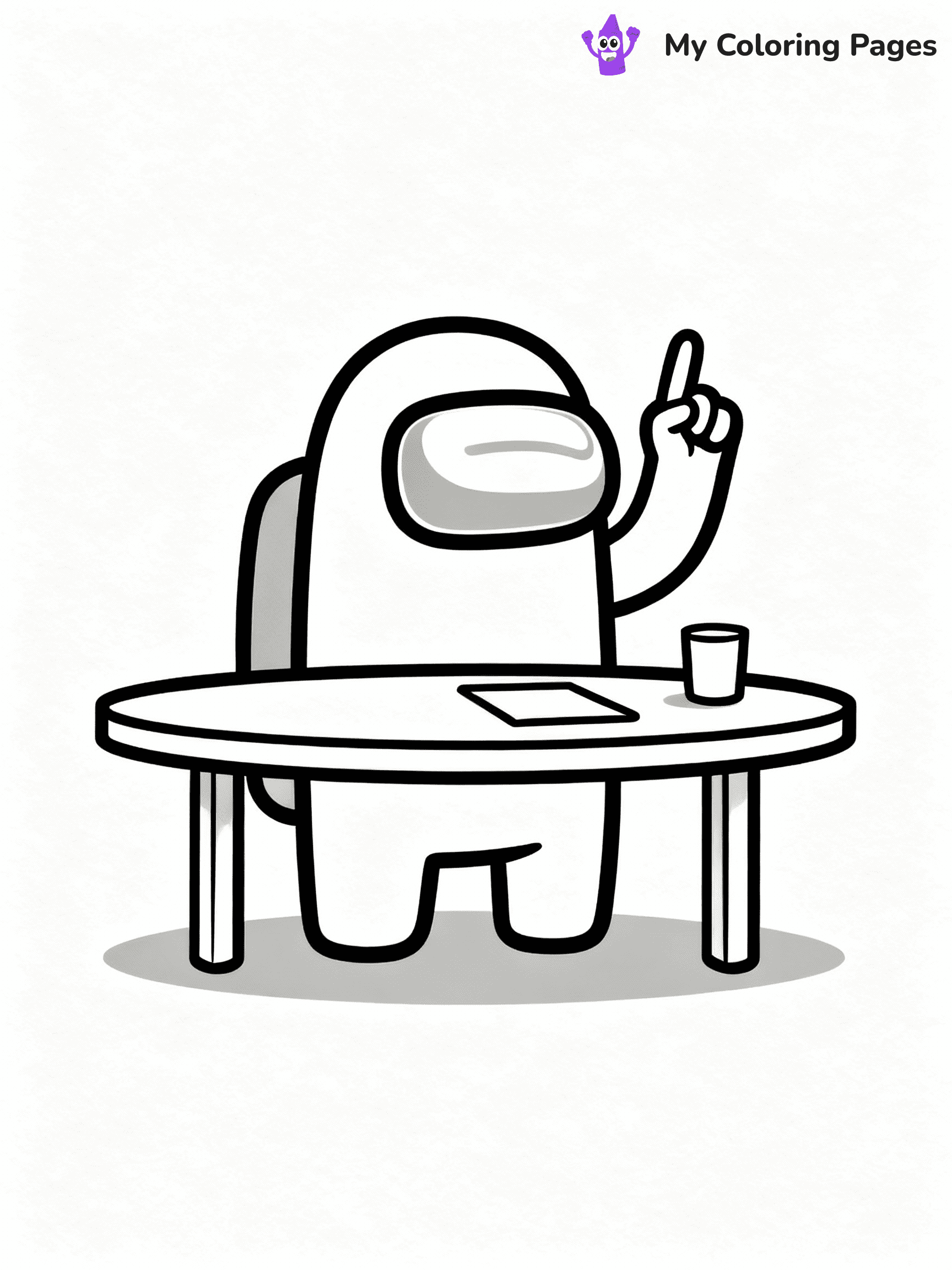 ⚠️ CRITICAL REQUIREMENT - ABSOLUTE BLACK AND WHITE ONLY ⚠️
This MUST be a BLACK AND WHITE line drawing ONLY. NO COLORS whatsoever.
- ONLY pure black lines (#000000) on pure white background (#FFFFFF)
- ABSOLUTELY NO colors, NO shading, NO gradients, NO grayscale
- If there are ANY colors in the output, the image is REJECTED
- This is a COLORING PAGE - meant to be COLORED IN by children
- The output must be UNCOLORED line art ready for coloring
⚠️ SUBJECT TO DRAW: Crewmate from Among Us at emergency meeting table, finger raised, discussing. Important: PURE OUTLINES. NO FILLS, COLOR, SHADING, OR GREYSCALE. WHITE BACKGROUND.
(REMEMBER: Output must be BLACK AND WHITE line art only, NOT colored!)
# Flat, Friendly Cartoon Line-Art Coloring Page
You are generating a **pure black-and-white binary image** of a child-friendly cartoon scene combining characters and background scenery in one cohesive composition.
## Rendering Rules (Strict)
- Only two colors: pure black (#000000) outlines and pure white (#FFFFFF) background.
- No grayscale, shading, gradients, tints, fills, transparency, or partial pixels.
- No antialiasing or blended edges; every pixel is 100% black or white.
- No solid black fills inside shapes — all areas inside outlines must remain white.
- No dark clothing areas or filled tone blocks; all garments outlined only.
- No shadows, textures, lighting, or tonal variations.
- Must look like flat binary vector line-art for coloring pages.
## Drawing & Composition
- **Medium, consistent line weight**; clean closed outlines easy to color inside.
- **Flat, simple, child-friendly design** — no realism or 3D depth.
- Characters are **grounded on a surface**, centered and large.
- **Balanced composition** with clear silhouettes and minimal props.
## Scenery & Style
- Landmarks (e.g., mosque, CN Tower) and scenery (trees, benches, waves) drawn with **black outlines only.**
- For real-world figures, teams, or places, show accurate details using only black outlines—no text or logos. Use distinctive uniform patterns, abstract symbols, and landmark silhouettes to convey identity.
- Keep **consistent perspective**; no floating elements.
- **Style:** whimsical **Doodle Art Alley** — rounded, friendly outlines.
- May adapt shapes from **Crayola, Disney, Peppa Pig, Cocomelon** — *by shape only, never color.*
- Final output: **flat, crisp, binary (#000000/#FFFFFF)**, **no filled color or background text.**
EXTREMELYE IMPORTANT:
- PURE BINARY LINE-ART; NO FILLS (HAIR/CLOTHES/SKIN), SHADING, OR GREY.
- NO SHADING, COLOR. MUST BE WHITE BACKGROUND.
⚠️ FINAL REMINDER: Draw the subject "Crewmate from Among Us at emergency meeting table, finger raised, discussing. Important: PURE OUTLINES. NO FILLS, COLOR, SHADING, OR GREYSCALE. WHITE BACKGROUND." as BLACK AND WHITE line art. Zero colors in output.