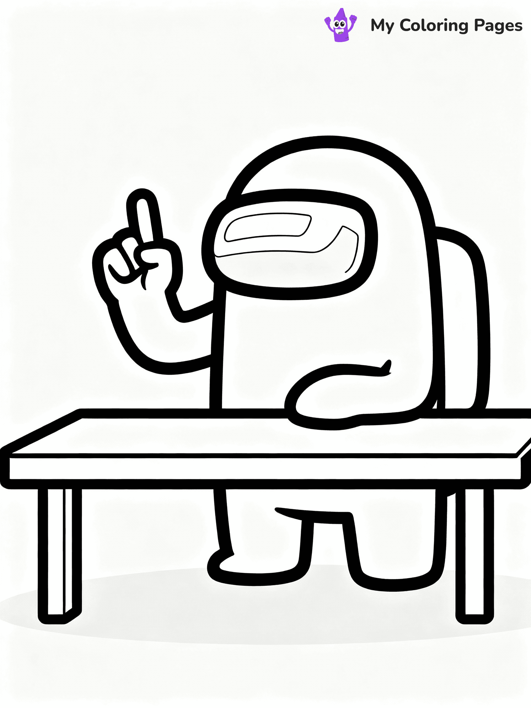 ⚠️ CRITICAL REQUIREMENT - ABSOLUTE BLACK AND WHITE ONLY ⚠️
This MUST be a BLACK AND WHITE line drawing ONLY. NO COLORS whatsoever.
- ONLY pure black lines (#000000) on pure white background (#FFFFFF)
- ABSOLUTELY NO colors, NO shading, NO gradients, NO grayscale
- If there are ANY colors in the output, the image is REJECTED
- This is a COLORING PAGE - meant to be COLORED IN by children
- The output must be UNCOLORED line art ready for coloring
⚠️ SUBJECT TO DRAW: Crewmate from Among Us at emergency meeting table, finger raised, discussing. Important: PURE OUTLINES. NO FILLS, COLOR, SHADING, OR GREYSCALE. WHITE BACKGROUND.
(REMEMBER: Output must be BLACK AND WHITE line art only, NOT colored!)
# Flat, Friendly Cartoon Line-Art Coloring Page
You are generating a **pure black-and-white binary image** of a child-friendly cartoon scene combining characters and background scenery in one cohesive composition.
## Rendering Rules (Strict)
- Only two colors: pure black (#000000) outlines and pure white (#FFFFFF) background.
- No grayscale, shading, gradients, tints, fills, transparency, or partial pixels.
- No antialiasing or blended edges; every pixel is 100% black or white.
- No solid black fills inside shapes — all areas inside outlines must remain white.
- No dark clothing areas or filled tone blocks; all garments outlined only.
- No shadows, textures, lighting, or tonal variations.
- Must look like flat binary vector line-art for coloring pages.
## Drawing & Composition
- **Medium, consistent line weight**; clean closed outlines easy to color inside.
- **Flat, simple, child-friendly design** — no realism or 3D depth.
- Characters are **grounded on a surface**, centered and large.
- **Balanced composition** with clear silhouettes and minimal props.
## Scenery & Style
- Landmarks (e.g., mosque, CN Tower) and scenery (trees, benches, waves) drawn with **black outlines only.**
- For real-world figures, teams, or places, show accurate details using only black outlines—no text or logos. Use distinctive uniform patterns, abstract symbols, and landmark silhouettes to convey identity.
- Keep **consistent perspective**; no floating elements.
- **Style:** whimsical **Doodle Art Alley** — rounded, friendly outlines.
- May adapt shapes from **Crayola, Disney, Peppa Pig, Cocomelon** — *by shape only, never color.*
- Final output: **flat, crisp, binary (#000000/#FFFFFF)**, **no filled color or background text.**
EXTREMELYE IMPORTANT:
- PURE BINARY LINE-ART; NO FILLS (HAIR/CLOTHES/SKIN), SHADING, OR GREY.
- NO SHADING, COLOR. MUST BE WHITE BACKGROUND.
⚠️ FINAL REMINDER: Draw the subject "Crewmate from Among Us at emergency meeting table, finger raised, discussing. Important: PURE OUTLINES. NO FILLS, COLOR, SHADING, OR GREYSCALE. WHITE BACKGROUND." as BLACK AND WHITE line art. Zero colors in output.