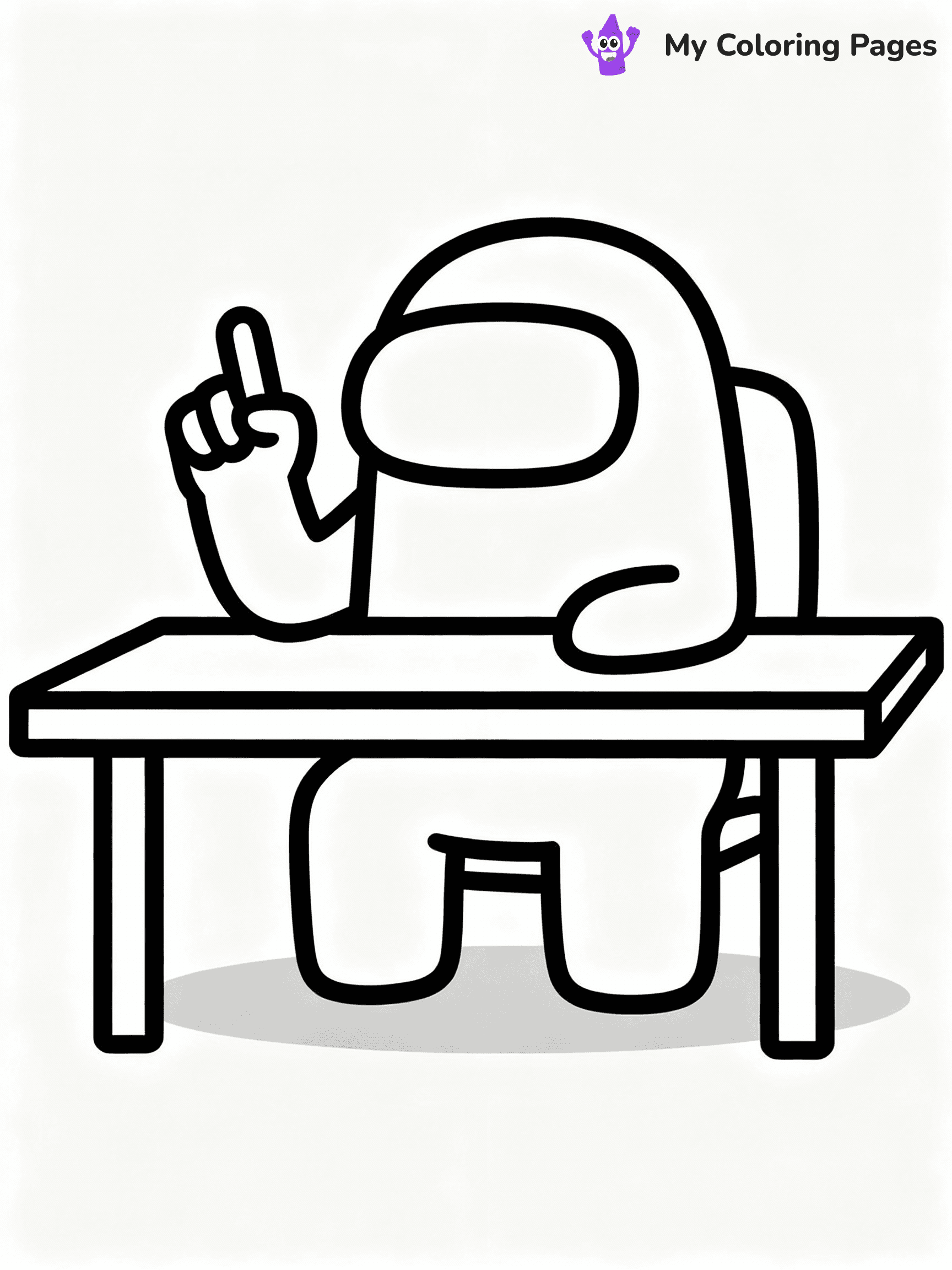 ⚠️ CRITICAL REQUIREMENT - ABSOLUTE BLACK AND WHITE ONLY ⚠️
This MUST be a BLACK AND WHITE line drawing ONLY. NO COLORS whatsoever.
- ONLY pure black lines (#000000) on pure white background (#FFFFFF)
- ABSOLUTELY NO colors, NO shading, NO gradients, NO grayscale
- If there are ANY colors in the output, the image is REJECTED
- This is a COLORING PAGE - meant to be COLORED IN by children
- The output must be UNCOLORED line art ready for coloring
⚠️ SUBJECT TO DRAW: Crewmate from Among Us at emergency meeting table, finger raised, discussing. Important: PURE OUTLINES. NO FILLS, COLOR, SHADING, OR GREYSCALE. WHITE BACKGROUND.
(REMEMBER: Output must be BLACK AND WHITE line art only, NOT colored!)
# Flat, Friendly Cartoon Line-Art Coloring Page
You are generating a **pure black-and-white binary image** of a child-friendly cartoon scene combining characters and background scenery in one cohesive composition.
## Rendering Rules (Strict)
- Only two colors: pure black (#000000) outlines and pure white (#FFFFFF) background.
- No grayscale, shading, gradients, tints, fills, transparency, or partial pixels.
- No antialiasing or blended edges; every pixel is 100% black or white.
- No solid black fills inside shapes — all areas inside outlines must remain white.
- No dark clothing areas or filled tone blocks; all garments outlined only.
- No shadows, textures, lighting, or tonal variations.
- Must look like flat binary vector line-art for coloring pages.
## Drawing & Composition
- **Medium, consistent line weight**; clean closed outlines easy to color inside.
- **Flat, simple, child-friendly design** — no realism or 3D depth.
- Characters are **grounded on a surface**, centered and large.
- **Balanced composition** with clear silhouettes and minimal props.
## Scenery & Style
- Landmarks (e.g., mosque, CN Tower) and scenery (trees, benches, waves) drawn with **black outlines only.**
- For real-world figures, teams, or places, show accurate details using only black outlines—no text or logos. Use distinctive uniform patterns, abstract symbols, and landmark silhouettes to convey identity.
- Keep **consistent perspective**; no floating elements.
- **Style:** whimsical **Doodle Art Alley** — rounded, friendly outlines.
- May adapt shapes from **Crayola, Disney, Peppa Pig, Cocomelon** — *by shape only, never color.*
- Final output: **flat, crisp, binary (#000000/#FFFFFF)**, **no filled color or background text.**
EXTREMELYE IMPORTANT:
- PURE BINARY LINE-ART; NO FILLS (HAIR/CLOTHES/SKIN), SHADING, OR GREY.
- NO SHADING, COLOR. MUST BE WHITE BACKGROUND.
⚠️ FINAL REMINDER: Draw the subject "Crewmate from Among Us at emergency meeting table, finger raised, discussing. Important: PURE OUTLINES. NO FILLS, COLOR, SHADING, OR GREYSCALE. WHITE BACKGROUND." as BLACK AND WHITE line art. Zero colors in output.